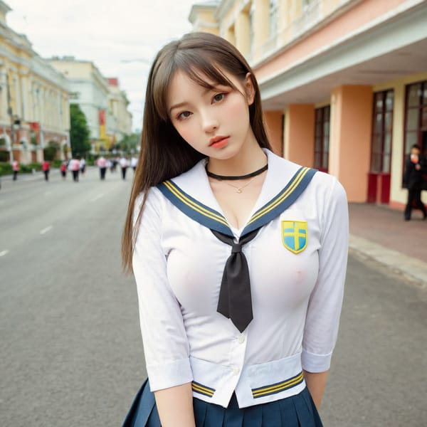 Tags: 21872187, SDXL
{"3": {"inputs": {"seed": 393349951485899, "steps": 64, "cfg": 7.14, "sampler_name": "dpmpp_2m", "scheduler": "karras", "denoise": 1.0, "model": ["27", 0], "positive": ["6", 0], "negative": ["7", 0], "latent_image": ["5", 0]}, "class_type": "KSampler"}, "4": {"inputs": {"ckpt_name": "leosamsHelloworldSDXL_helloworldSDXL32DPO.safetensors"}, "class_type": "CheckpointLoaderSimple"}, "5": {"inputs": {"width": 1024, "height": 1024, "batch_size": 1}, "class_type": "EmptyLatentImage"}, "6": {"inputs": {"text": "18 year old girl, (ukrainian:1.08), (japanese:0.95), (seductive pose:0.98), (sexy lips:1.09), (idol:0.97), (detailed face:1.12), (blush:0.96), (beautiful eyes:0.99), (slim:1.14), (seductive facial expression:0.98), (temptress:1.11), (double eyelids:1.13), (cute:0.95), (pale skin:1.03), (eyelashes:1.05), (in a seductive pose:1.11), (large perky breasts:1.10), (cleavage:0.98), (thigh gap:1.01), (school uniform:1.09), choker, busy street, (natural looking skin:1.02), (skin fuzz:1.03), (detailed skin:1.02), (textured skin:1.00), (portra:1.04), (candid cinema:1.08), (soft lighting:1.09), (film:1.04), (RAW:1.02)", "clip": ["27", 1]}, "class_type": "CLIPTextEncode"}, "7": {"inputs": {"text": "(watermark:1.12), (bad hands:1.08), (worst quality:1.10), (low resolution:1.12), (open mouth:1.07), (twisted:1.09), (distorted:1.14)", "clip": ["27", 1]}, "class_type": "CLIPTextEncode"}, "8": {"inputs": {"samples": ["3", 0], "vae": ["4", 2]}, "class_type": "VAEDecode"}, "25": {"inputs": {"lora_name": "nudify_xl.safetensors", "strength_model": 0.24, "strength_clip": 0.32, "model": ["4", 0], "clip": ["4", 1]}, "class_type": "LoraLoader"}, "26": {"inputs": {"lora_name": "shirtlift_SDXL_v2.safetensors", "strength_model": 0.19, "strength_clip": 0.19, "model": ["25", 0], "clip": ["25", 1]}, "class_type": "LoraLoader"}, "27": {"inputs": {"lora_name": "PerfectEyesXL.safetensors", "strength_model": 0.08, "strength_clip": 0.13, "model": ["26", 0], "clip": ["26", 1]}, "class_type": "LoraLoader"}, "30": {"inputs": {"model_name": "4x_NMKD-Superscale-SP_178000_G.pth"}, "class_type": "UpscaleModelLoader"}, "31": {"inputs": {"upscale_model": ["30", 0], "image": ["8", 0]}, "class_type": "ImageUpscaleWithModel"}, "32": {"inputs": {"upscale_method": "lanczos", "scale_by": 0.5, "image": ["31", 0]}, "class_type": "ImageScaleBy"}, "33": {"inputs": {"pixels": ["32", 0], "vae": ["4", 2]}, "class_type": "VAEEncode"}, "34": {"inputs": {"seed": 393349951485899, "steps": 64, "cfg": 7.14, "sampler_name": "dpmpp_2m", "scheduler": "karras", "denoise": 0.3, "model": ["27", 0], "positive": ["6", 0], "negative": ["7", 0], "latent_image": ["33", 0]}, "class_type": "KSampler"}, "36": {"inputs": {"samples": ["34", 0], "vae": ["4", 2]}, "class_type": "VAEDecode"}, "39": {"inputs": {"filename_prefix": "comfyapi-1708260987391", "images": ["36", 0]}, "class_type": "SaveImage"}}