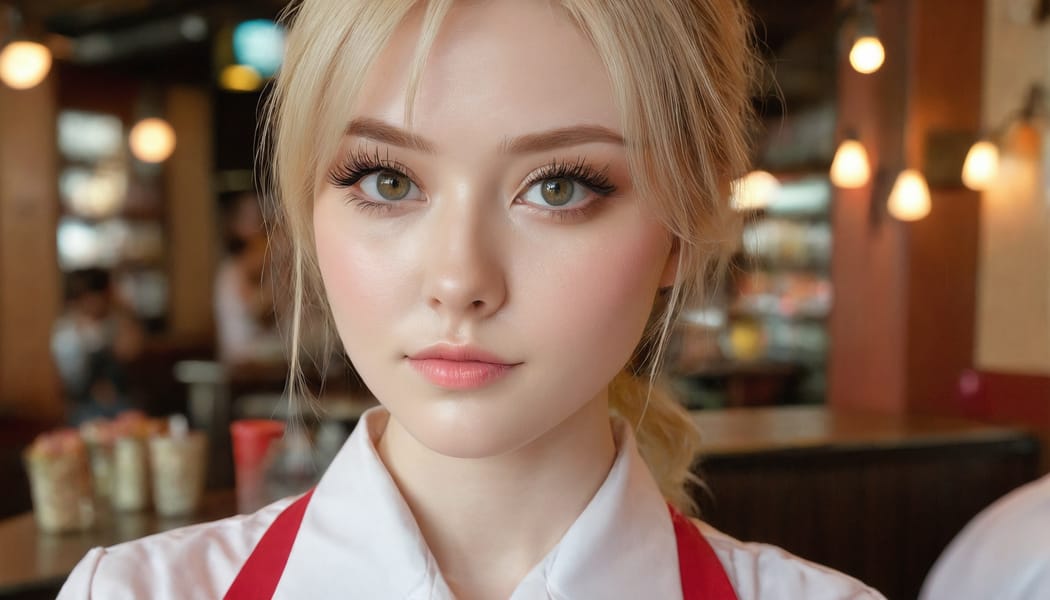 Tags: 21872187, SDXL
{"3": {"inputs": {"seed": 897071060167094, "steps": 32, "cfg": 5.07, "sampler_name": "dpmpp_2m", "scheduler": "karras", "denoise": 1.0, "model": ["27", 0], "positive": ["6", 0], "negative": ["7", 0], "latent_image": ["5", 0]}, "class_type": "KSampler"}, "4": {"inputs": {"ckpt_name": "juggernautxl.safetensors"}, "class_type": "CheckpointLoaderSimple"}, "5": {"inputs": {"width": 1344, "height": 768, "batch_size": 1}, "class_type": "EmptyLatentImage"}, "6": {"inputs": {"text": "26 year old girl, (eyelashes:1.06), (blush:0.98), (cute:1.04), (beautiful eyes:1.07), (pale skin:0.98), (temptress:1.07), (sexy lips:1.03), (slim:0.97), (double eyelids:1.14), (detailed face:0.97), (seductive facial expression:0.97), (seductive pose:0.96), (in a seductive pose:1.01), (large perky breasts:1.12), (cleavage:0.98), (thigh gap:1.13), (a waitress in uniform:1.05) working at a restaurant, (RAW:1.08), (candid cinema:1.05), (skin fuzz:1.08), (textured skin:1.00), (soft lighting:1.05), (natural looking skin:1.03), (detailed skin:1.09), (portra:1.00)", "clip": ["27", 1]}, "class_type": "CLIPTextEncode"}, "7": {"inputs": {"text": "(low resolution:1.14), (watermark:1.07), (open mouth:1.09), (bad hands:1.09), (worst quality:1.09), (distorted:1.11), (twisted:1.09)", "clip": ["27", 1]}, "class_type": "CLIPTextEncode"}, "8": {"inputs": {"samples": ["3", 0], "vae": ["4", 2]}, "class_type": "VAEDecode"}, "25": {"inputs": {"lora_name": "nudify_xl.safetensors", "strength_model": 0.02, "strength_clip": 0.05, "model": ["4", 0], "clip": ["4", 1]}, "class_type": "LoraLoader"}, "26": {"inputs": {"lora_name": "shirtlift_SDXL_v2.safetensors", "strength_model": 0.04, "strength_clip": 0.14, "model": ["25", 0], "clip": ["25", 1]}, "class_type": "LoraLoader"}, "27": {"inputs": {"lora_name": "PerfectEyesXL.safetensors", "strength_model": 0.14, "strength_clip": 0.08, "model": ["26", 0], "clip": ["26", 1]}, "class_type": "LoraLoader"}, "30": {"inputs": {"model_name": "4x_NMKD-Superscale-SP_178000_G.pth"}, "class_type": "UpscaleModelLoader"}, "31": {"inputs": {"upscale_model": ["30", 0], "image": ["8", 0]}, "class_type": "ImageUpscaleWithModel"}, "32": {"inputs": {"upscale_method": "lanczos", "scale_by": 0.5, "image": ["31", 0]}, "class_type": "ImageScaleBy"}, "33": {"inputs": {"pixels": ["32", 0], "vae": ["4", 2]}, "class_type": "VAEEncode"}, "34": {"inputs": {"seed": 897071060167094, "steps": 32, "cfg": 5.07, "sampler_name": "dpmpp_2m", "scheduler": "karras", "denoise": 0.3, "model": ["27", 0], "positive": ["6", 0], "negative": ["7", 0], "latent_image": ["33", 0]}, "class_type": "KSampler"}, "36": {"inputs": {"samples": ["34", 0], "vae": ["4", 2]}, "class_type": "VAEDecode"}, "39": {"inputs": {"filename_prefix": "comfyapi-1713378225619", "images": ["36", 0]}, "class_type": "SaveImage"}}