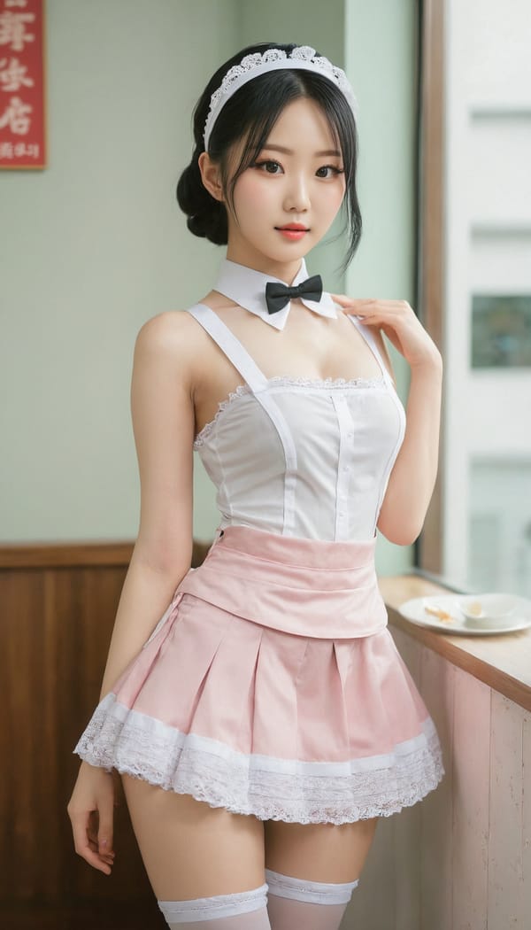 Tags: 21872187, SDXL
{"3": {"inputs": {"seed": 368013797814084, "steps": 64, "cfg": 5.91, "sampler_name": "dpmpp_2m", "scheduler": "karras", "denoise": 1.0, "model": ["27", 0], "positive": ["6", 0], "negative": ["7", 0], "latent_image": ["5", 0]}, "class_type": "KSampler"}, "4": {"inputs": {"ckpt_name": "juggernautxl.safetensors"}, "class_type": "CheckpointLoaderSimple"}, "5": {"inputs": {"width": 768, "height": 1344, "batch_size": 1}, "class_type": "EmptyLatentImage"}, "6": {"inputs": {"text": "24 year old girl, (korean:1.10), (japanese:1.11), (russian:0.96), (chinese:1.07), (taiwanese:1.00), (blush:1.08), (sexy lips:1.08), (detailed face:1.11), (eyelashes:1.11), (slim:1.14), (double eyelids:1.11), (seductive facial expression:1.00), (pale skin:1.13), (seductive pose:1.10), (temptress:1.12), (cute:0.97), (perky ass:1.06), (exposed ass:1.07), (looking back:1.02), (sexy ass:1.04), (thigh gap:0.98), in a (skimpy maid costume:0.99) working at a maid cafe, choker, bowtie, headband, pleated skirt, (candid cinema:1.03), (natural looking skin:1.02), (RAW:1.08), (skin fuzz:1.04), (detailed skin:1.06), (film:1.02), (textured skin:1.02), (portra:1.02), (soft lighting:1.00)", "clip": ["27", 1]}, "class_type": "CLIPTextEncode"}, "7": {"inputs": {"text": "(watermark:1.07), (distorted:1.09), (bad hands:1.12), (twisted:1.07), (open mouth:1.13), (worst quality:1.14), (low resolution:1.11)", "clip": ["27", 1]}, "class_type": "CLIPTextEncode"}, "8": {"inputs": {"samples": ["3", 0], "vae": ["4", 2]}, "class_type": "VAEDecode"}, "25": {"inputs": {"lora_name": "nudify_xl.safetensors", "strength_model": 0.38, "strength_clip": 0.39, "model": ["4", 0], "clip": ["4", 1]}, "class_type": "LoraLoader"}, "26": {"inputs": {"lora_name": "shirtlift_SDXL_v2.safetensors", "strength_model": 0.11, "strength_clip": 0.11, "model": ["25", 0], "clip": ["25", 1]}, "class_type": "LoraLoader"}, "27": {"inputs": {"lora_name": "PerfectEyesXL.safetensors", "strength_model": 0.06, "strength_clip": 0.07, "model": ["26", 0], "clip": ["26", 1]}, "class_type": "LoraLoader"}, "30": {"inputs": {"model_name": "4x_NMKD-Superscale-SP_178000_G.pth"}, "class_type": "UpscaleModelLoader"}, "31": {"inputs": {"upscale_model": ["30", 0], "image": ["8", 0]}, "class_type": "ImageUpscaleWithModel"}, "32": {"inputs": {"upscale_method": "lanczos", "scale_by": 0.5, "image": ["31", 0]}, "class_type": "ImageScaleBy"}, "33": {"inputs": {"pixels": ["32", 0], "vae": ["4", 2]}, "class_type": "VAEEncode"}, "34": {"inputs": {"seed": 368013797814084, "steps": 64, "cfg": 5.91, "sampler_name": "dpmpp_2m", "scheduler": "karras", "denoise": 0.3, "model": ["27", 0], "positive": ["6", 0], "negative": ["7", 0], "latent_image": ["33", 0]}, "class_type": "KSampler"}, "36": {"inputs": {"samples": ["34", 0], "vae": ["4", 2]}, "class_type": "VAEDecode"}, "39": {"inputs": {"filename_prefix": "comfyapi-1713968082223", "images": ["36", 0]}, "class_type": "SaveImage"}}