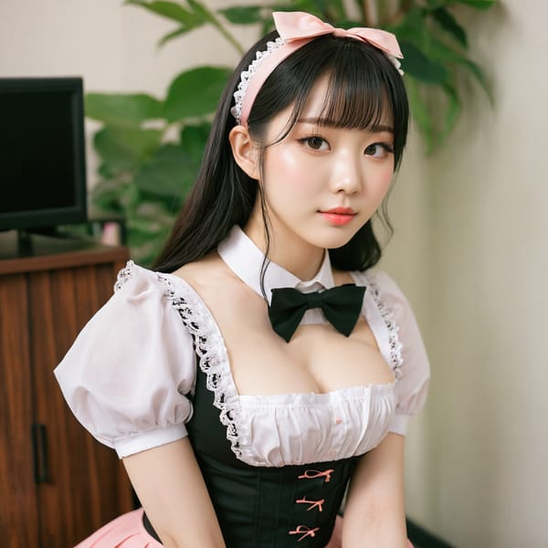 Tags: 21872187, SDXL
{"3": {"inputs": {"seed": 623285549710498, "steps": 32, "cfg": 7.88, "sampler_name": "dpmpp_2m", "scheduler": "karras", "denoise": 1.0, "model": ["27", 0], "positive": ["6", 0], "negative": ["7", 0], "latent_image": ["5", 0]}, "class_type": "KSampler"}, "4": {"inputs": {"ckpt_name": "juggernautxl.safetensors"}, "class_type": "CheckpointLoaderSimple"}, "5": {"inputs": {"width": 1024, "height": 1024, "batch_size": 1}, "class_type": "EmptyLatentImage"}, "6": {"inputs": {"text": "22 year old girl, (korean:1.08), (cute:0.98), (idol:1.14), (beautiful eyes:1.10), (pale skin:0.95), (sexy lips:1.07), (eyelashes:1.10), (temptress:1.10), (seductive facial expression:1.10), (double eyelids:0.97), (blush:1.13), (detailed face:1.04), (seductive pose:0.97), (slim:1.07), (perky ass:1.14), (exposed ass:1.11), (looking back:0.96), (sexy ass:0.95), (thigh gap:1.09), in a (skimpy maid costume:0.95) working at a maid cafe, choker, bowtie, headband, pleated skirt, (candid cinema:1.05), (detailed skin:1.00), (portra:1.04), (film:1.00), (natural looking skin:1.08), (skin fuzz:1.01), (RAW:1.00), (soft lighting:1.03), (textured skin:1.00)", "clip": ["27", 1]}, "class_type": "CLIPTextEncode"}, "7": {"inputs": {"text": "(open mouth:1.12), (watermark:1.11), (worst quality:1.10), (low resolution:1.08), (twisted:1.05), (bad hands:1.06), (distorted:1.07)", "clip": ["27", 1]}, "class_type": "CLIPTextEncode"}, "8": {"inputs": {"samples": ["3", 0], "vae": ["4", 2]}, "class_type": "VAEDecode"}, "25": {"inputs": {"lora_name": "nudify_xl.safetensors", "strength_model": 0.12, "strength_clip": 0.12, "model": ["4", 0], "clip": ["4", 1]}, "class_type": "LoraLoader"}, "26": {"inputs": {"lora_name": "shirtlift_SDXL_v2.safetensors", "strength_model": 0.09, "strength_clip": 0.11, "model": ["25", 0], "clip": ["25", 1]}, "class_type": "LoraLoader"}, "27": {"inputs": {"lora_name": "PerfectEyesXL.safetensors", "strength_model": 0.14, "strength_clip": 0.09, "model": ["26", 0], "clip": ["26", 1]}, "class_type": "LoraLoader"}, "30": {"inputs": {"model_name": "4x_NMKD-Superscale-SP_178000_G.pth"}, "class_type": "UpscaleModelLoader"}, "31": {"inputs": {"upscale_model": ["30", 0], "image": ["8", 0]}, "class_type": "ImageUpscaleWithModel"}, "32": {"inputs": {"upscale_method": "lanczos", "scale_by": 0.5, "image": ["31", 0]}, "class_type": "ImageScaleBy"}, "33": {"inputs": {"pixels": ["32", 0], "vae": ["4", 2]}, "class_type": "VAEEncode"}, "34": {"inputs": {"seed": 623285549710498, "steps": 32, "cfg": 7.88, "sampler_name": "dpmpp_2m", "scheduler": "karras", "denoise": 0.3, "model": ["27", 0], "positive": ["6", 0], "negative": ["7", 0], "latent_image": ["33", 0]}, "class_type": "KSampler"}, "36": {"inputs": {"samples": ["34", 0], "vae": ["4", 2]}, "class_type": "VAEDecode"}, "39": {"inputs": {"filename_prefix": "comfyapi-1717344831579", "images": ["36", 0]}, "class_type": "SaveImage"}}