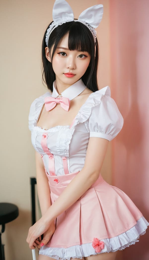 Tags: 21872187, SDXL
{"3": {"inputs": {"seed": 527470751290977, "steps": 32, "cfg": 6.66, "sampler_name": "dpmpp_2m", "scheduler": "karras", "denoise": 1.0, "model": ["27", 0], "positive": ["6", 0], "negative": ["7", 0], "latent_image": ["5", 0]}, "class_type": "KSampler"}, "4": {"inputs": {"ckpt_name": "juggernautxl.safetensors"}, "class_type": "CheckpointLoaderSimple"}, "5": {"inputs": {"width": 768, "height": 1344, "batch_size": 1}, "class_type": "EmptyLatentImage"}, "6": {"inputs": {"text": "18 year old girl, (chinese:0.96), (russian:1.08), (sexy lips:1.09), (detailed face:1.02), (beautiful eyes:1.00), (seductive pose:1.03), (pale skin:1.03), (double eyelids:1.11), (idol:1.14), (temptress:1.05), (slim:0.97), (eyelashes:1.09), (cute:1.12), (blush:0.98), (perky ass:1.07), (exposed ass:1.07), (looking back:1.11), (sexy ass:1.02), (thigh gap:0.95), in a (skimpy maid costume:1.03) working at a maid cafe, choker, bowtie, headband, pleated skirt, (portra:1.08), (skin fuzz:1.06), (candid cinema:1.01), (natural looking skin:1.00), (film:1.05), (RAW:1.04), (soft lighting:1.08), (textured skin:1.09), (detailed skin:1.06)", "clip": ["27", 1]}, "class_type": "CLIPTextEncode"}, "7": {"inputs": {"text": "(twisted:1.08), (watermark:1.09), (worst quality:1.05), (open mouth:1.08), (distorted:1.05), (bad hands:1.08), (low resolution:1.05)", "clip": ["27", 1]}, "class_type": "CLIPTextEncode"}, "8": {"inputs": {"samples": ["3", 0], "vae": ["4", 2]}, "class_type": "VAEDecode"}, "25": {"inputs": {"lora_name": "nudify_xl.safetensors", "strength_model": 0.1, "strength_clip": 0.22, "model": ["4", 0], "clip": ["4", 1]}, "class_type": "LoraLoader"}, "26": {"inputs": {"lora_name": "shirtlift_SDXL_v2.safetensors", "strength_model": 0.0, "strength_clip": 0.08, "model": ["25", 0], "clip": ["25", 1]}, "class_type": "LoraLoader"}, "27": {"inputs": {"lora_name": "PerfectEyesXL.safetensors", "strength_model": 0.11, "strength_clip": 0.19, "model": ["26", 0], "clip": ["26", 1]}, "class_type": "LoraLoader"}, "30": {"inputs": {"model_name": "4x_NMKD-Superscale-SP_178000_G.pth"}, "class_type": "UpscaleModelLoader"}, "31": {"inputs": {"upscale_model": ["30", 0], "image": ["8", 0]}, "class_type": "ImageUpscaleWithModel"}, "32": {"inputs": {"upscale_method": "lanczos", "scale_by": 0.5, "image": ["31", 0]}, "class_type": "ImageScaleBy"}, "33": {"inputs": {"pixels": ["32", 0], "vae": ["4", 2]}, "class_type": "VAEEncode"}, "34": {"inputs": {"seed": 527470751290977, "steps": 32, "cfg": 6.66, "sampler_name": "dpmpp_2m", "scheduler": "karras", "denoise": 0.3, "model": ["27", 0], "positive": ["6", 0], "negative": ["7", 0], "latent_image": ["33", 0]}, "class_type": "KSampler"}, "36": {"inputs": {"samples": ["34", 0], "vae": ["4", 2]}, "class_type": "VAEDecode"}, "39": {"inputs": {"filename_prefix": "comfyapi-1732727259445", "images": ["36", 0]}, "class_type": "SaveImage"}}