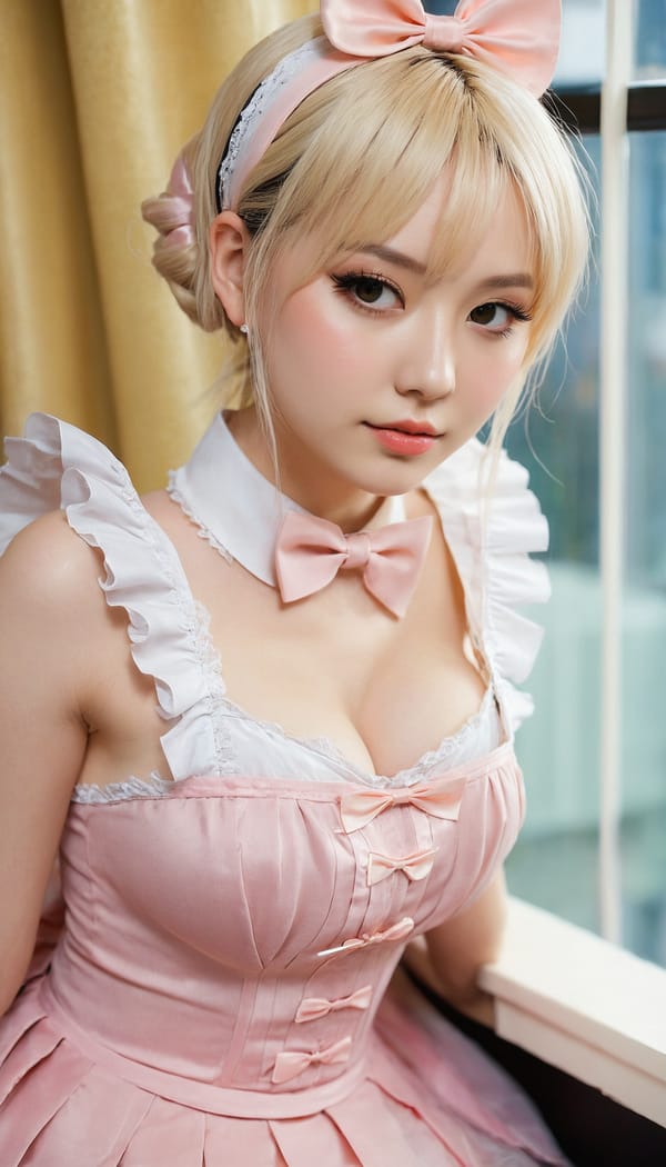 Tags: 21872187, SDXL
{"3": {"inputs": {"seed": 164118768794636, "steps": 64, "cfg": 7.42, "sampler_name": "dpmpp_2m", "scheduler": "karras", "denoise": 1.0, "model": ["27", 0], "positive": ["6", 0], "negative": ["7", 0], "latent_image": ["5", 0]}, "class_type": "KSampler"}, "4": {"inputs": {"ckpt_name": "juggernautxl.safetensors"}, "class_type": "CheckpointLoaderSimple"}, "5": {"inputs": {"width": 768, "height": 1344, "batch_size": 1}, "class_type": "EmptyLatentImage"}, "6": {"inputs": {"text": "27 year old girl, (slim:0.96), (sexy lips:1.08), (pale skin:0.97), (seductive pose:1.02), (blush:1.14), (eyelashes:0.95), (detailed face:1.09), (seductive facial expression:1.00), (idol:1.02), (temptress:1.08), (cute:1.13), (double eyelids:1.03), (in a seductive pose:1.04), (large perky breasts:0.95), (cleavage:1.06), (thigh gap:0.99), in a (skimpy maid costume:0.99) working at a maid cafe, choker, bowtie, headband, pleated skirt, (textured skin:1.05), (skin fuzz:1.00), (RAW:1.01), (natural looking skin:1.07), (portra:1.09), (soft lighting:1.04), (film:1.01), (detailed skin:1.01), (candid cinema:1.03)", "clip": ["27", 1]}, "class_type": "CLIPTextEncode"}, "7": {"inputs": {"text": "(open mouth:1.05), (low resolution:1.10), (twisted:1.14), (distorted:1.10), (bad hands:1.13), (worst quality:1.10), (watermark:1.11)", "clip": ["27", 1]}, "class_type": "CLIPTextEncode"}, "8": {"inputs": {"samples": ["3", 0], "vae": ["4", 2]}, "class_type": "VAEDecode"}, "25": {"inputs": {"lora_name": "nudify_xl.safetensors", "strength_model": 0.1, "strength_clip": 0.1, "model": ["4", 0], "clip": ["4", 1]}, "class_type": "LoraLoader"}, "26": {"inputs": {"lora_name": "shirtlift_SDXL_v2.safetensors", "strength_model": 0.19, "strength_clip": 0.1, "model": ["25", 0], "clip": ["25", 1]}, "class_type": "LoraLoader"}, "27": {"inputs": {"lora_name": "PerfectEyesXL.safetensors", "strength_model": 0.02, "strength_clip": 0.1, "model": ["26", 0], "clip": ["26", 1]}, "class_type": "LoraLoader"}, "30": {"inputs": {"model_name": "4x_NMKD-Superscale-SP_178000_G.pth"}, "class_type": "UpscaleModelLoader"}, "31": {"inputs": {"upscale_model": ["30", 0], "image": ["8", 0]}, "class_type": "ImageUpscaleWithModel"}, "32": {"inputs": {"upscale_method": "lanczos", "scale_by": 0.5, "image": ["31", 0]}, "class_type": "ImageScaleBy"}, "33": {"inputs": {"pixels": ["32", 0], "vae": ["4", 2]}, "class_type": "VAEEncode"}, "34": {"inputs": {"seed": 164118768794636, "steps": 64, "cfg": 7.42, "sampler_name": "dpmpp_2m", "scheduler": "karras", "denoise": 0.3, "model": ["27", 0], "positive": ["6", 0], "negative": ["7", 0], "latent_image": ["33", 0]}, "class_type": "KSampler"}, "36": {"inputs": {"samples": ["34", 0], "vae": ["4", 2]}, "class_type": "VAEDecode"}, "39": {"inputs": {"filename_prefix": "comfyapi-1731500933811", "images": ["36", 0]}, "class_type": "SaveImage"}}