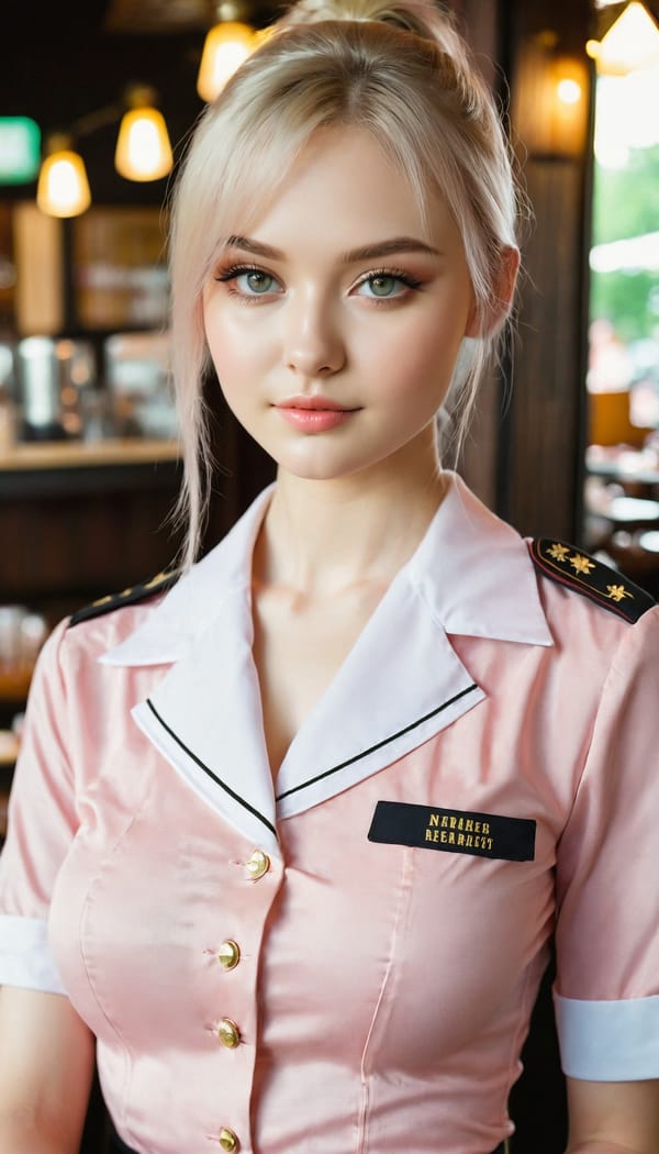 Tags: 21872187, SDXL
{"3": {"inputs": {"seed": 137064412248289, "steps": 64, "cfg": 7.85, "sampler_name": "dpmpp_2m", "scheduler": "karras", "denoise": 1.0, "model": ["27", 0], "positive": ["6", 0], "negative": ["7", 0], "latent_image": ["5", 0]}, "class_type": "KSampler"}, "4": {"inputs": {"ckpt_name": "juggernautxl.safetensors"}, "class_type": "CheckpointLoaderSimple"}, "5": {"inputs": {"width": 768, "height": 1344, "batch_size": 1}, "class_type": "EmptyLatentImage"}, "6": {"inputs": {"text": "25 year old girl, (ukrainian:1.12), (slim:1.13), (eyelashes:0.97), (idol:1.01), (detailed face:0.98), (pale skin:0.99), (temptress:1.02), (blush:1.09), (double eyelids:0.97), (seductive facial expression:0.96), (beautiful eyes:1.11), (seductive pose:1.06), (cute:1.00), (sexy lips:1.05), (in a seductive pose:1.04), (large perky breasts:0.98), (cleavage:1.00), (thigh gap:1.12), (a waitress in uniform:1.07) working at a restaurant, (natural looking skin:1.03), (RAW:1.01), (soft lighting:1.00), (skin fuzz:1.09), (detailed skin:1.04), (film:1.05), (textured skin:1.08), (candid cinema:1.04), (portra:1.03)", "clip": ["27", 1]}, "class_type": "CLIPTextEncode"}, "7": {"inputs": {"text": "(twisted:1.10), (bad hands:1.12), (low resolution:1.10), (watermark:1.12), (distorted:1.05), (open mouth:1.14), (worst quality:1.06)", "clip": ["27", 1]}, "class_type": "CLIPTextEncode"}, "8": {"inputs": {"samples": ["3", 0], "vae": ["4", 2]}, "class_type": "VAEDecode"}, "25": {"inputs": {"lora_name": "nudify_xl.safetensors", "strength_model": 0.11, "strength_clip": 0.15, "model": ["4", 0], "clip": ["4", 1]}, "class_type": "LoraLoader"}, "26": {"inputs": {"lora_name": "shirtlift_SDXL_v2.safetensors", "strength_model": 0.04, "strength_clip": 0.05, "model": ["25", 0], "clip": ["25", 1]}, "class_type": "LoraLoader"}, "27": {"inputs": {"lora_name": "PerfectEyesXL.safetensors", "strength_model": 0.13, "strength_clip": 0.16, "model": ["26", 0], "clip": ["26", 1]}, "class_type": "LoraLoader"}, "30": {"inputs": {"model_name": "4x_NMKD-Superscale-SP_178000_G.pth"}, "class_type": "UpscaleModelLoader"}, "31": {"inputs": {"upscale_model": ["30", 0], "image": ["8", 0]}, "class_type": "ImageUpscaleWithModel"}, "32": {"inputs": {"upscale_method": "lanczos", "scale_by": 0.5, "image": ["31", 0]}, "class_type": "ImageScaleBy"}, "33": {"inputs": {"pixels": ["32", 0], "vae": ["4", 2]}, "class_type": "VAEEncode"}, "34": {"inputs": {"seed": 137064412248289, "steps": 64, "cfg": 7.85, "sampler_name": "dpmpp_2m", "scheduler": "karras", "denoise": 0.3, "model": ["27", 0], "positive": ["6", 0], "negative": ["7", 0], "latent_image": ["33", 0]}, "class_type": "KSampler"}, "36": {"inputs": {"samples": ["34", 0], "vae": ["4", 2]}, "class_type": "VAEDecode"}, "39": {"inputs": {"filename_prefix": "comfyapi-1734132553766", "images": ["36", 0]}, "class_type": "SaveImage"}}