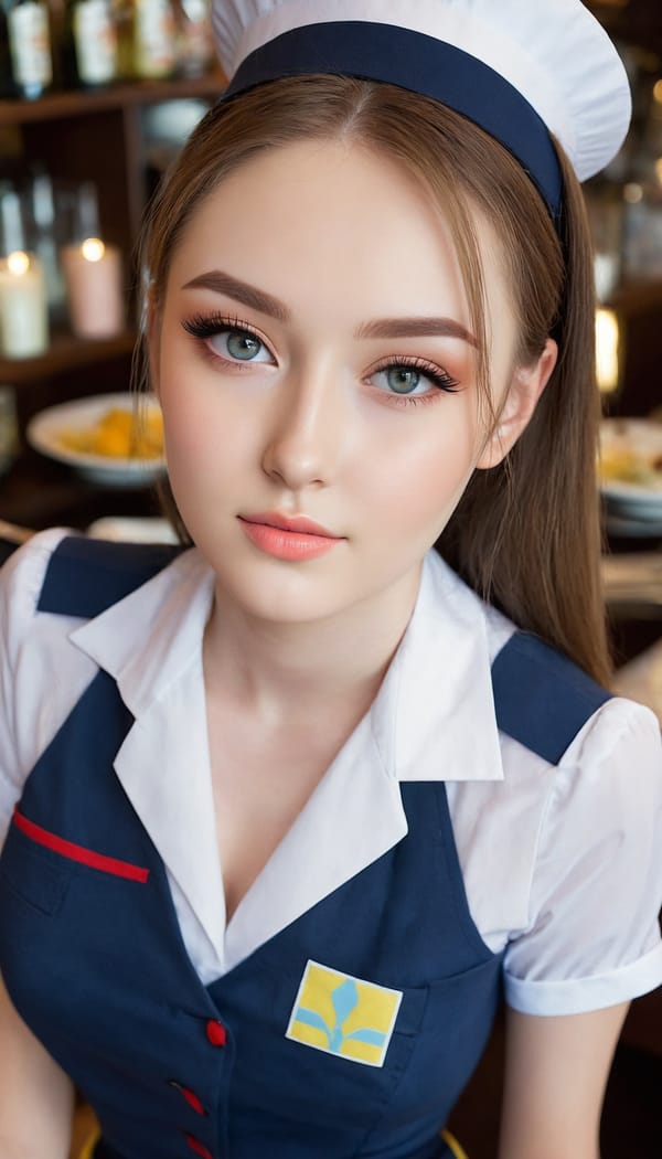 Tags: 21872187, SDXL
{"3": {"inputs": {"seed": 737440076644758, "steps": 64, "cfg": 6.78, "sampler_name": "dpmpp_2m", "scheduler": "karras", "denoise": 1.0, "model": ["27", 0], "positive": ["6", 0], "negative": ["7", 0], "latent_image": ["5", 0]}, "class_type": "KSampler"}, "4": {"inputs": {"ckpt_name": "juggernautXL_v8Rundiffusion.safetensors"}, "class_type": "CheckpointLoaderSimple"}, "5": {"inputs": {"width": 768, "height": 1344, "batch_size": 1}, "class_type": "EmptyLatentImage"}, "6": {"inputs": {"text": "18 year old girl, (ukrainian:1.04), (seductive facial expression:1.05), (eyelashes:1.09), (detailed face:1.02), (sexy lips:1.10), (blush:0.95), (pale skin:1.10), (idol:1.00), (beautiful eyes:1.00), (double eyelids:1.05), (cute:1.11), (slim:0.99), (in a seductive pose:1.11), (large perky breasts:1.01), (cleavage:1.02), (thigh gap:1.04), (a waitress in uniform:1.14) working at a restaurant, (natural looking skin:1.03), (portra:1.04), (skin fuzz:1.06), (textured skin:1.05), (film:1.06), (soft lighting:1.06), (candid cinema:1.00), (RAW:1.04), (detailed skin:1.08)", "clip": ["27", 1]}, "class_type": "CLIPTextEncode"}, "7": {"inputs": {"text": "(worst quality:1.09), (low resolution:1.07), (open mouth:1.08), (watermark:1.13), (twisted:1.07), (bad hands:1.06), (distorted:1.09)", "clip": ["27", 1]}, "class_type": "CLIPTextEncode"}, "8": {"inputs": {"samples": ["3", 0], "vae": ["4", 2]}, "class_type": "VAEDecode"}, "25": {"inputs": {"lora_name": "nudify_xl.safetensors", "strength_model": 0.27, "strength_clip": 0.14, "model": ["4", 0], "clip": ["4", 1]}, "class_type": "LoraLoader"}, "26": {"inputs": {"lora_name": "shirtlift_SDXL_v2.safetensors", "strength_model": 0.1, "strength_clip": 0.17, "model": ["25", 0], "clip": ["25", 1]}, "class_type": "LoraLoader"}, "27": {"inputs": {"lora_name": "PerfectEyesXL.safetensors", "strength_model": 0.06, "strength_clip": 0.0, "model": ["26", 0], "clip": ["26", 1]}, "class_type": "LoraLoader"}, "30": {"inputs": {"model_name": "4x_NMKD-Superscale-SP_178000_G.pth"}, "class_type": "UpscaleModelLoader"}, "31": {"inputs": {"upscale_model": ["30", 0], "image": ["8", 0]}, "class_type": "ImageUpscaleWithModel"}, "32": {"inputs": {"upscale_method": "lanczos", "scale_by": 0.5, "image": ["31", 0]}, "class_type": "ImageScaleBy"}, "33": {"inputs": {"pixels": ["32", 0], "vae": ["4", 2]}, "class_type": "VAEEncode"}, "34": {"inputs": {"seed": 737440076644758, "steps": 64, "cfg": 6.78, "sampler_name": "dpmpp_2m", "scheduler": "karras", "denoise": 0.3, "model": ["27", 0], "positive": ["6", 0], "negative": ["7", 0], "latent_image": ["33", 0]}, "class_type": "KSampler"}, "36": {"inputs": {"samples": ["34", 0], "vae": ["4", 2]}, "class_type": "VAEDecode"}, "39": {"inputs": {"filename_prefix": "comfyapi-1709607739263", "images": ["36", 0]}, "class_type": "SaveImage"}}