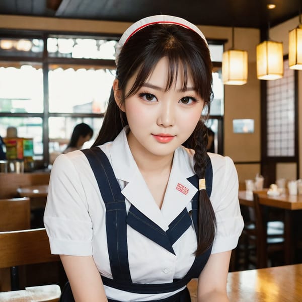 Tags: 21872187, SDXL
{"3": {"inputs": {"seed": 199768162906958, "steps": 64, "cfg": 6.19, "sampler_name": "dpmpp_2m", "scheduler": "karras", "denoise": 1.0, "model": ["27", 0], "positive": ["6", 0], "negative": ["7", 0], "latent_image": ["5", 0]}, "class_type": "KSampler"}, "4": {"inputs": {"ckpt_name": "juggernautXL_v8Rundiffusion.safetensors"}, "class_type": "CheckpointLoaderSimple"}, "5": {"inputs": {"width": 1024, "height": 1024, "batch_size": 1}, "class_type": "EmptyLatentImage"}, "6": {"inputs": {"text": "21 year old girl, (japanese:1.10), (beautiful eyes:0.95), (seductive facial expression:1.01), (sexy lips:1.08), (double eyelids:0.95), (seductive pose:0.97), (blush:0.96), (temptress:1.01), (eyelashes:1.02), (idol:1.08), (detailed face:0.99), (pale skin:1.04), (slim:1.02), (cute:0.95), (in a seductive pose:1.12), (large perky breasts:1.03), (cleavage:0.97), (thigh gap:1.12), (a waitress in uniform:1.09) working at a restaurant, (textured skin:1.09), (natural looking skin:1.08), (film:1.05), (detailed skin:1.09), (skin fuzz:1.03), (soft lighting:1.01), (candid cinema:1.03), (portra:1.03), (RAW:1.00)", "clip": ["27", 1]}, "class_type": "CLIPTextEncode"}, "7": {"inputs": {"text": "(worst quality:1.12), (open mouth:1.06), (low resolution:1.05), (distorted:1.09), (twisted:1.09), (bad hands:1.09), (watermark:1.06)", "clip": ["27", 1]}, "class_type": "CLIPTextEncode"}, "8": {"inputs": {"samples": ["3", 0], "vae": ["4", 2]}, "class_type": "VAEDecode"}, "25": {"inputs": {"lora_name": "nudify_xl.safetensors", "strength_model": 0.31, "strength_clip": 0.03, "model": ["4", 0], "clip": ["4", 1]}, "class_type": "LoraLoader"}, "26": {"inputs": {"lora_name": "shirtlift_SDXL_v2.safetensors", "strength_model": 0.06, "strength_clip": 0.12, "model": ["25", 0], "clip": ["25", 1]}, "class_type": "LoraLoader"}, "27": {"inputs": {"lora_name": "PerfectEyesXL.safetensors", "strength_model": 0.09, "strength_clip": 0.05, "model": ["26", 0], "clip": ["26", 1]}, "class_type": "LoraLoader"}, "30": {"inputs": {"model_name": "4x_NMKD-Superscale-SP_178000_G.pth"}, "class_type": "UpscaleModelLoader"}, "31": {"inputs": {"upscale_model": ["30", 0], "image": ["8", 0]}, "class_type": "ImageUpscaleWithModel"}, "32": {"inputs": {"upscale_method": "lanczos", "scale_by": 0.5, "image": ["31", 0]}, "class_type": "ImageScaleBy"}, "33": {"inputs": {"pixels": ["32", 0], "vae": ["4", 2]}, "class_type": "VAEEncode"}, "34": {"inputs": {"seed": 199768162906958, "steps": 64, "cfg": 6.19, "sampler_name": "dpmpp_2m", "scheduler": "karras", "denoise": 0.3, "model": ["27", 0], "positive": ["6", 0], "negative": ["7", 0], "latent_image": ["33", 0]}, "class_type": "KSampler"}, "36": {"inputs": {"samples": ["34", 0], "vae": ["4", 2]}, "class_type": "VAEDecode"}, "39": {"inputs": {"filename_prefix": "comfyapi-1707946066284", "images": ["36", 0]}, "class_type": "SaveImage"}}