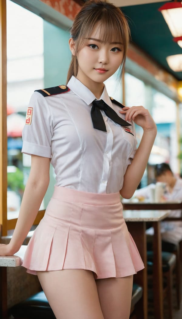 Tags: 21872187, SDXL
{"3": {"inputs": {"seed": 425345425110136, "steps": 32, "cfg": 6.12, "sampler_name": "dpmpp_2m", "scheduler": "karras", "denoise": 1.0, "model": ["27", 0], "positive": ["6", 0], "negative": ["7", 0], "latent_image": ["5", 0]}, "class_type": "KSampler"}, "4": {"inputs": {"ckpt_name": "juggernautxl.safetensors"}, "class_type": "CheckpointLoaderSimple"}, "5": {"inputs": {"width": 768, "height": 1344, "batch_size": 1}, "class_type": "EmptyLatentImage"}, "6": {"inputs": {"text": "20 year old girl, (japanese:0.99), (ukrainian:0.97), (seductive facial expression:0.97), (blush:1.12), (slim:1.14), (double eyelids:1.00), (cute:0.98), (temptress:1.08), (eyelashes:0.99), (idol:1.04), (pale skin:0.96), (seductive pose:0.96), (perky ass:1.00), (exposed ass:1.12), (looking back:1.01), (sexy ass:0.96), (thigh gap:1.12), (a waitress in uniform:1.06) working at a restaurant, (film:1.03), (natural looking skin:1.05), (detailed skin:1.03), (textured skin:1.01), (soft lighting:1.05), (portra:1.01), (RAW:1.04), (skin fuzz:1.08), (candid cinema:1.07)", "clip": ["27", 1]}, "class_type": "CLIPTextEncode"}, "7": {"inputs": {"text": "(worst quality:1.07), (bad hands:1.14), (twisted:1.06), (distorted:1.06), (low resolution:1.14), (open mouth:1.10), (watermark:1.06)", "clip": ["27", 1]}, "class_type": "CLIPTextEncode"}, "8": {"inputs": {"samples": ["3", 0], "vae": ["4", 2]}, "class_type": "VAEDecode"}, "25": {"inputs": {"lora_name": "nudify_xl.safetensors", "strength_model": 0.02, "strength_clip": 0.24, "model": ["4", 0], "clip": ["4", 1]}, "class_type": "LoraLoader"}, "26": {"inputs": {"lora_name": "shirtlift_SDXL_v2.safetensors", "strength_model": 0.17, "strength_clip": 0.14, "model": ["25", 0], "clip": ["25", 1]}, "class_type": "LoraLoader"}, "27": {"inputs": {"lora_name": "PerfectEyesXL.safetensors", "strength_model": 0.06, "strength_clip": 0.07, "model": ["26", 0], "clip": ["26", 1]}, "class_type": "LoraLoader"}, "30": {"inputs": {"model_name": "4x_NMKD-Superscale-SP_178000_G.pth"}, "class_type": "UpscaleModelLoader"}, "31": {"inputs": {"upscale_model": ["30", 0], "image": ["8", 0]}, "class_type": "ImageUpscaleWithModel"}, "32": {"inputs": {"upscale_method": "lanczos", "scale_by": 0.5, "image": ["31", 0]}, "class_type": "ImageScaleBy"}, "33": {"inputs": {"pixels": ["32", 0], "vae": ["4", 2]}, "class_type": "VAEEncode"}, "34": {"inputs": {"seed": 425345425110136, "steps": 32, "cfg": 6.12, "sampler_name": "dpmpp_2m", "scheduler": "karras", "denoise": 0.3, "model": ["27", 0], "positive": ["6", 0], "negative": ["7", 0], "latent_image": ["33", 0]}, "class_type": "KSampler"}, "36": {"inputs": {"samples": ["34", 0], "vae": ["4", 2]}, "class_type": "VAEDecode"}, "39": {"inputs": {"filename_prefix": "comfyapi-1731780958400", "images": ["36", 0]}, "class_type": "SaveImage"}}