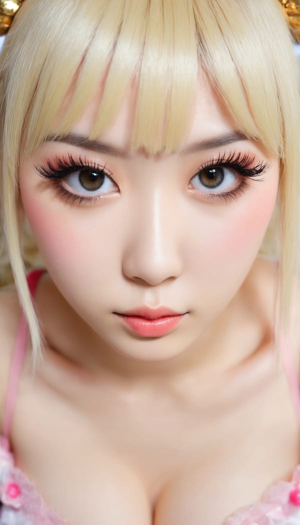 Tags: 21872187, SDXL
{"3": {"inputs": {"seed": 822082219204248, "steps": 32, "cfg": 5.88, "sampler_name": "dpmpp_2m", "scheduler": "karras", "denoise": 1.0, "model": ["27", 0], "positive": ["6", 0], "negative": ["7", 0], "latent_image": ["5", 0]}, "class_type": "KSampler"}, "4": {"inputs": {"ckpt_name": "juggernautxl.safetensors"}, "class_type": "CheckpointLoaderSimple"}, "5": {"inputs": {"width": 768, "height": 1344, "batch_size": 1}, "class_type": "EmptyLatentImage"}, "6": {"inputs": {"text": "25 year old girl, (japanese:1.00), (eyelashes:1.04), (cute:0.98), (blush:0.99), (temptress:1.07), (slim:1.06), (seductive facial expression:1.01), (sexy lips:0.99), (detailed face:0.98), (beautiful eyes:1.09), (seductive pose:0.97), (idol:1.02), (pale skin:1.06), (double eyelids:1.13), (in a seductive pose:1.02), (large perky breasts:0.95), (cleavage:1.06), (thigh gap:1.04), (in a cosplay:1.00) at comiket posing for camera, (textured skin:1.05), (portra:1.06), (skin fuzz:1.00), (detailed skin:1.02), (natural looking skin:1.06), (film:1.09), (soft lighting:1.01), (RAW:1.04)", "clip": ["27", 1]}, "class_type": "CLIPTextEncode"}, "7": {"inputs": {"text": "(open mouth:1.08), (bad hands:1.07), (distorted:1.14), (watermark:1.05), (low resolution:1.05), (twisted:1.13)", "clip": ["27", 1]}, "class_type": "CLIPTextEncode"}, "8": {"inputs": {"samples": ["3", 0], "vae": ["4", 2]}, "class_type": "VAEDecode"}, "25": {"inputs": {"lora_name": "nudify_xl.safetensors", "strength_model": 0.35, "strength_clip": 0.04, "model": ["4", 0], "clip": ["4", 1]}, "class_type": "LoraLoader"}, "26": {"inputs": {"lora_name": "shirtlift_SDXL_v2.safetensors", "strength_model": 0.11, "strength_clip": 0.04, "model": ["25", 0], "clip": ["25", 1]}, "class_type": "LoraLoader"}, "27": {"inputs": {"lora_name": "PerfectEyesXL.safetensors", "strength_model": 0.19, "strength_clip": 0.18, "model": ["26", 0], "clip": ["26", 1]}, "class_type": "LoraLoader"}, "30": {"inputs": {"model_name": "4x_NMKD-Superscale-SP_178000_G.pth"}, "class_type": "UpscaleModelLoader"}, "31": {"inputs": {"upscale_model": ["30", 0], "image": ["8", 0]}, "class_type": "ImageUpscaleWithModel"}, "32": {"inputs": {"upscale_method": "lanczos", "scale_by": 0.5, "image": ["31", 0]}, "class_type": "ImageScaleBy"}, "33": {"inputs": {"pixels": ["32", 0], "vae": ["4", 2]}, "class_type": "VAEEncode"}, "34": {"inputs": {"seed": 822082219204248, "steps": 32, "cfg": 5.88, "sampler_name": "dpmpp_2m", "scheduler": "karras", "denoise": 0.3, "model": ["27", 0], "positive": ["6", 0], "negative": ["7", 0], "latent_image": ["33", 0]}, "class_type": "KSampler"}, "36": {"inputs": {"samples": ["34", 0], "vae": ["4", 2]}, "class_type": "VAEDecode"}, "39": {"inputs": {"filename_prefix": "comfyapi-1713180357978", "images": ["36", 0]}, "class_type": "SaveImage"}}