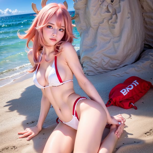 Tags: 21872187
<lora:JapaneseDollLikeness_v15:0.37>, <lora:YaeMiko_Test:0.75>, beach, (bikini:1.10), (perky ass:1.08), (exposed ass:0.96), (looking back:0.91), <lora:Addams:0.29>, extremely detailed eyes, extremely detailed face, cute, (photorealistic:1.00), sexy lips, seductive smile, double eyelids, eyelashes, pale skin, perky breasts, full body portrait, textured skin, 4K, best quality, hyper realistic, (long slim legs:1.06), delicate and beautiful girl, solo
Negative prompt: paintings, (worst quality:2.13)
Steps: 32, Sampler: DPM++ 2M Karras, CFG scale: 6.74, Seed: 3278396169, Size: 768x768, Model hash: fc2511737a, Model: chilloutmix_NiPrunedFp32Fix, Seed resize from: -1x-1, Denoising strength: 0.45, Version: v1.2.1, Hires upscale: 2.0, Hires steps: 64, Hires upscaler: ESRGAN_4x