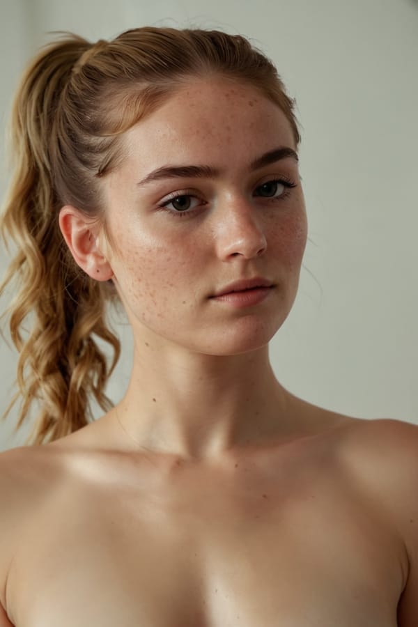 Tags: undefined
professional cinematic photo, (2b:0.1) , lace, detailed natural skin and blemishes, close-up, face focus, 35mm photograph, professional, 4k, highly detailed, (freckles:0.3), bare breasts, (topless:1.8), (small perky breasts:1.7), ponytail,
Negative prompt: (eyes),drawing, painting, crayon, sketch, graphite, impressionist, noisy, blurry, soft, deformed, ugly, (worst quality, low quality, normal quality, lowres, low details, oversaturated, undersaturated, overexposed, underexposed, grayscale, bw, bad photo, bad photography, bad art:1.4), (watermark, signature, text font, username, error, logo, words, letters, digits, autograph, trademark, name:1.2), (blur, blurry, grainy), morbid, ugly, asymmetrical, mutated malformed, mutilated, poorly lit, bad shadow, draft, cropped, out of frame, cut off, censored, jpeg artifacts, out of focus, glitch, duplicate, (airbrushed, cartoon, anime, semi-realistic, cgi, render, blender, digital art, manga, amateur:1.3), (3D ,3D Game, 3D Game Scene, 3D Character:1.1), (bad hands, bad anatomy, bad body, bad face, bad teeth, bad arms, bad legs, deformities:1.3)
Steps: 40, Sampler: DPM++ 2M, CFG scale: 7, Seed: 1288801954, Size: 768x1152, Model hash: aeb7e9e689, Model: juggernautXL_v8Rundiffusion, Denoising strength: 0.35, Hires upscale: 1.25, Hires upscaler: R-ESRGAN 4x+, Version: v1.7.0