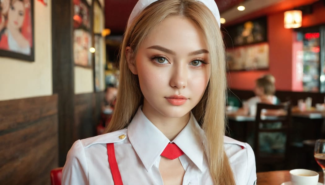 Tags: 21872187, SDXL
{"3": {"inputs": {"seed": 705323791438418, "steps": 64, "cfg": 5.71, "sampler_name": "dpmpp_2m", "scheduler": "karras", "denoise": 1.0, "model": ["27", 0], "positive": ["6", 0], "negative": ["7", 0], "latent_image": ["5", 0]}, "class_type": "KSampler"}, "4": {"inputs": {"ckpt_name": "juggernautxl.safetensors"}, "class_type": "CheckpointLoaderSimple"}, "5": {"inputs": {"width": 1344, "height": 768, "batch_size": 1}, "class_type": "EmptyLatentImage"}, "6": {"inputs": {"text": "22 year old girl, (russian:0.95), (blush:1.01), (double eyelids:1.04), (seductive facial expression:1.01), (eyelashes:1.05), (detailed face:1.08), (sexy lips:1.13), (slim:1.05), (beautiful eyes:0.98), (temptress:0.98), (cute:1.00), (seductive pose:1.10), (pale skin:0.95), (in a seductive pose:0.97), (large perky breasts:0.96), (cleavage:0.95), (thigh gap:1.13), (a waitress in uniform:1.14) working at a restaurant, (textured skin:1.06), (candid cinema:1.03), (skin fuzz:1.02), (RAW:1.05), (detailed skin:1.02), (soft lighting:1.09), (film:1.08), (portra:1.00), (natural looking skin:1.06)", "clip": ["27", 1]}, "class_type": "CLIPTextEncode"}, "7": {"inputs": {"text": "(worst quality:1.07), (low resolution:1.06), (bad hands:1.10), (distorted:1.07), (open mouth:1.06), (watermark:1.06), (twisted:1.05)", "clip": ["27", 1]}, "class_type": "CLIPTextEncode"}, "8": {"inputs": {"samples": ["3", 0], "vae": ["4", 2]}, "class_type": "VAEDecode"}, "25": {"inputs": {"lora_name": "nudify_xl.safetensors", "strength_model": 0.16, "strength_clip": 0.31, "model": ["4", 0], "clip": ["4", 1]}, "class_type": "LoraLoader"}, "26": {"inputs": {"lora_name": "shirtlift_SDXL_v2.safetensors", "strength_model": 0.08, "strength_clip": 0.14, "model": ["25", 0], "clip": ["25", 1]}, "class_type": "LoraLoader"}, "27": {"inputs": {"lora_name": "PerfectEyesXL.safetensors", "strength_model": 0.19, "strength_clip": 0.18, "model": ["26", 0], "clip": ["26", 1]}, "class_type": "LoraLoader"}, "30": {"inputs": {"model_name": "4x_NMKD-Superscale-SP_178000_G.pth"}, "class_type": "UpscaleModelLoader"}, "31": {"inputs": {"upscale_model": ["30", 0], "image": ["8", 0]}, "class_type": "ImageUpscaleWithModel"}, "32": {"inputs": {"upscale_method": "lanczos", "scale_by": 0.5, "image": ["31", 0]}, "class_type": "ImageScaleBy"}, "33": {"inputs": {"pixels": ["32", 0], "vae": ["4", 2]}, "class_type": "VAEEncode"}, "34": {"inputs": {"seed": 705323791438418, "steps": 64, "cfg": 5.71, "sampler_name": "dpmpp_2m", "scheduler": "karras", "denoise": 0.3, "model": ["27", 0], "positive": ["6", 0], "negative": ["7", 0], "latent_image": ["33", 0]}, "class_type": "KSampler"}, "36": {"inputs": {"samples": ["34", 0], "vae": ["4", 2]}, "class_type": "VAEDecode"}, "39": {"inputs": {"filename_prefix": "comfyapi-1719382804002", "images": ["36", 0]}, "class_type": "SaveImage"}}