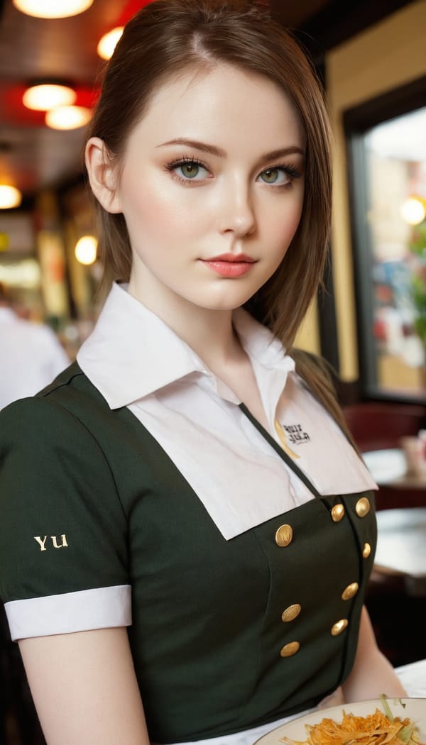 Tags: 21872187, SDXL
{"3": {"inputs": {"seed": 978058595414450, "steps": 32, "cfg": 5.36, "sampler_name": "dpmpp_2m", "scheduler": "karras", "denoise": 1.0, "model": ["27", 0], "positive": ["6", 0], "negative": ["7", 0], "latent_image": ["5", 0]}, "class_type": "KSampler"}, "4": {"inputs": {"ckpt_name": "juggernautxl.safetensors"}, "class_type": "CheckpointLoaderSimple"}, "5": {"inputs": {"width": 768, "height": 1344, "batch_size": 1}, "class_type": "EmptyLatentImage"}, "6": {"inputs": {"text": "23 year old girl, (irish:1.13), (pale skin:1.09), (temptress:1.07), (idol:0.99), (double eyelids:1.12), (detailed face:1.13), (seductive facial expression:1.05), (sexy lips:1.12), (slim:1.11), (blush:0.96), (beautiful eyes:1.13), (eyelashes:1.14), (in a seductive pose:1.08), (large perky breasts:1.02), (cleavage:0.99), (thigh gap:1.09), (a waitress in uniform:1.13) working at a restaurant, (portra:1.09), (textured skin:1.06), (natural looking skin:1.09), (film:1.08), (candid cinema:1.04), (detailed skin:1.04), (RAW:1.08), (soft lighting:1.01)", "clip": ["27", 1]}, "class_type": "CLIPTextEncode"}, "7": {"inputs": {"text": "(open mouth:1.08), (worst quality:1.11), (low resolution:1.13), (watermark:1.11), (bad hands:1.09), (twisted:1.14), (distorted:1.06)", "clip": ["27", 1]}, "class_type": "CLIPTextEncode"}, "8": {"inputs": {"samples": ["3", 0], "vae": ["4", 2]}, "class_type": "VAEDecode"}, "25": {"inputs": {"lora_name": "nudify_xl.safetensors", "strength_model": 0.25, "strength_clip": 0.01, "model": ["4", 0], "clip": ["4", 1]}, "class_type": "LoraLoader"}, "26": {"inputs": {"lora_name": "shirtlift_SDXL_v2.safetensors", "strength_model": 0.13, "strength_clip": 0.02, "model": ["25", 0], "clip": ["25", 1]}, "class_type": "LoraLoader"}, "27": {"inputs": {"lora_name": "PerfectEyesXL.safetensors", "strength_model": 0.16, "strength_clip": 0.03, "model": ["26", 0], "clip": ["26", 1]}, "class_type": "LoraLoader"}, "30": {"inputs": {"model_name": "4x_NMKD-Superscale-SP_178000_G.pth"}, "class_type": "UpscaleModelLoader"}, "31": {"inputs": {"upscale_model": ["30", 0], "image": ["8", 0]}, "class_type": "ImageUpscaleWithModel"}, "32": {"inputs": {"upscale_method": "lanczos", "scale_by": 0.5, "image": ["31", 0]}, "class_type": "ImageScaleBy"}, "33": {"inputs": {"pixels": ["32", 0], "vae": ["4", 2]}, "class_type": "VAEEncode"}, "34": {"inputs": {"seed": 978058595414450, "steps": 32, "cfg": 5.36, "sampler_name": "dpmpp_2m", "scheduler": "karras", "denoise": 0.3, "model": ["27", 0], "positive": ["6", 0], "negative": ["7", 0], "latent_image": ["33", 0]}, "class_type": "KSampler"}, "36": {"inputs": {"samples": ["34", 0], "vae": ["4", 2]}, "class_type": "VAEDecode"}, "39": {"inputs": {"filename_prefix": "comfyapi-1717207909751", "images": ["36", 0]}, "class_type": "SaveImage"}}