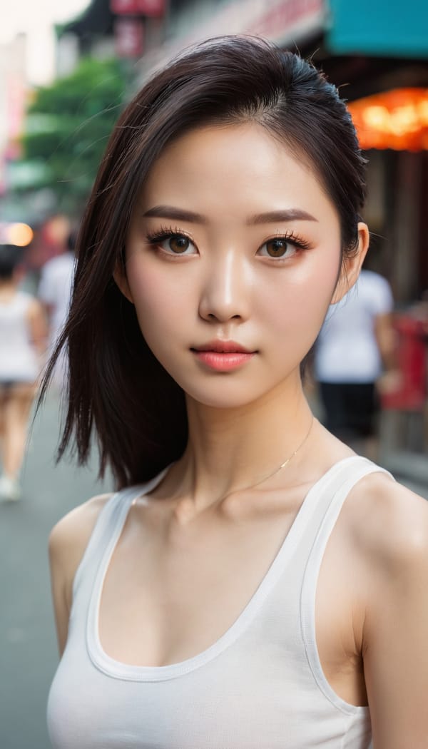 Tags: 21872187, SDXL
{"3": {"inputs": {"seed": 956769757882745, "steps": 64, "cfg": 7.42, "sampler_name": "dpmpp_2m", "scheduler": "karras", "denoise": 1.0, "model": ["27", 0], "positive": ["6", 0], "negative": ["7", 0], "latent_image": ["5", 0]}, "class_type": "KSampler"}, "4": {"inputs": {"ckpt_name": "juggernautxl.safetensors"}, "class_type": "CheckpointLoaderSimple"}, "5": {"inputs": {"width": 768, "height": 1344, "batch_size": 1}, "class_type": "EmptyLatentImage"}, "6": {"inputs": {"text": "28 year old girl, (chinese:1.05), (idol:0.98), (beautiful eyes:1.14), (slim:0.99), (sexy lips:1.03), (seductive facial expression:0.97), (double eyelids:0.99), (eyelashes:1.12), (detailed face:1.08), (temptress:1.03), (pale skin:1.08), (blush:1.04), (perky ass:1.09), (exposed ass:1.10), (looking back:0.96), (sexy ass:1.09), (thigh gap:1.13), (white tanktop:1.10), busy street, (textured skin:1.00), (film:1.09), (detailed skin:1.01), (skin fuzz:1.06), (portra:1.03), (candid cinema:1.06), (natural looking skin:1.05), (RAW:1.05), (soft lighting:1.09)", "clip": ["27", 1]}, "class_type": "CLIPTextEncode"}, "7": {"inputs": {"text": "(open mouth:1.08), (watermark:1.10), (bad hands:1.12), (low resolution:1.09), (worst quality:1.12), (twisted:1.11), (distorted:1.14)", "clip": ["27", 1]}, "class_type": "CLIPTextEncode"}, "8": {"inputs": {"samples": ["3", 0], "vae": ["4", 2]}, "class_type": "VAEDecode"}, "25": {"inputs": {"lora_name": "nudify_xl.safetensors", "strength_model": 0.13, "strength_clip": 0.0, "model": ["4", 0], "clip": ["4", 1]}, "class_type": "LoraLoader"}, "26": {"inputs": {"lora_name": "shirtlift_SDXL_v2.safetensors", "strength_model": 0.05, "strength_clip": 0.09, "model": ["25", 0], "clip": ["25", 1]}, "class_type": "LoraLoader"}, "27": {"inputs": {"lora_name": "PerfectEyesXL.safetensors", "strength_model": 0.02, "strength_clip": 0.1, "model": ["26", 0], "clip": ["26", 1]}, "class_type": "LoraLoader"}, "30": {"inputs": {"model_name": "4x_NMKD-Superscale-SP_178000_G.pth"}, "class_type": "UpscaleModelLoader"}, "31": {"inputs": {"upscale_model": ["30", 0], "image": ["8", 0]}, "class_type": "ImageUpscaleWithModel"}, "32": {"inputs": {"upscale_method": "lanczos", "scale_by": 0.5, "image": ["31", 0]}, "class_type": "ImageScaleBy"}, "33": {"inputs": {"pixels": ["32", 0], "vae": ["4", 2]}, "class_type": "VAEEncode"}, "34": {"inputs": {"seed": 956769757882745, "steps": 64, "cfg": 7.42, "sampler_name": "dpmpp_2m", "scheduler": "karras", "denoise": 0.3, "model": ["27", 0], "positive": ["6", 0], "negative": ["7", 0], "latent_image": ["33", 0]}, "class_type": "KSampler"}, "36": {"inputs": {"samples": ["34", 0], "vae": ["4", 2]}, "class_type": "VAEDecode"}, "39": {"inputs": {"filename_prefix": "comfyapi-1715027125073", "images": ["36", 0]}, "class_type": "SaveImage"}}