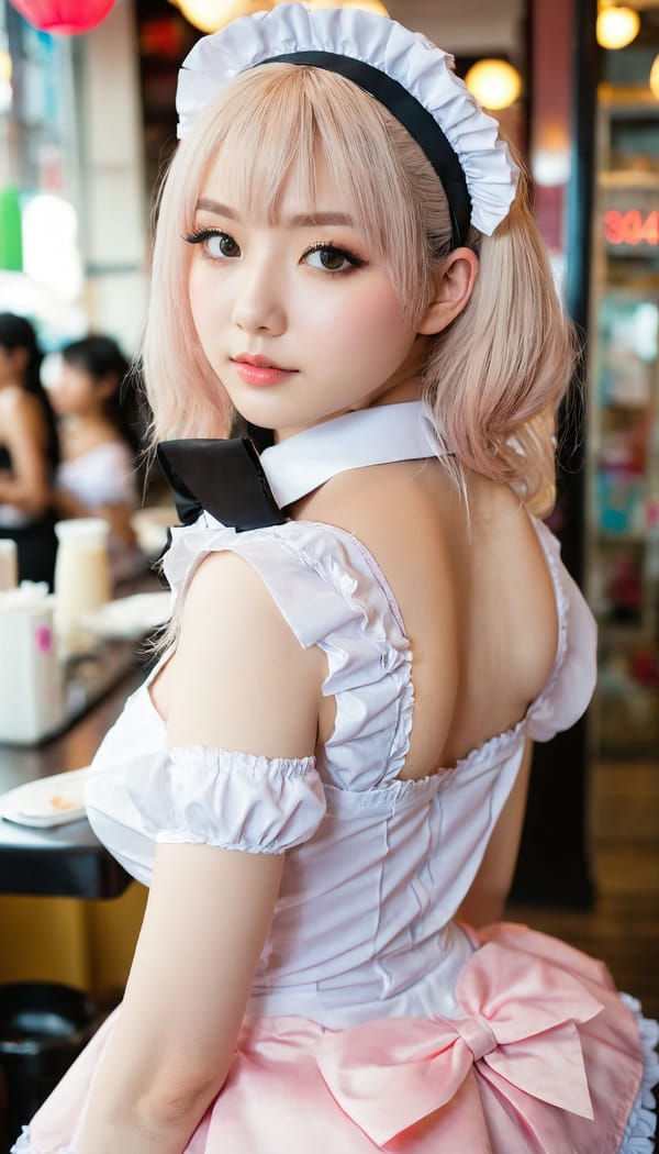 Tags: 21872187, SDXL
{"3": {"inputs": {"seed": 208575566956907, "steps": 64, "cfg": 7.37, "sampler_name": "dpmpp_2m", "scheduler": "karras", "denoise": 1.0, "model": ["27", 0], "positive": ["6", 0], "negative": ["7", 0], "latent_image": ["5", 0]}, "class_type": "KSampler"}, "4": {"inputs": {"ckpt_name": "juggernautxl.safetensors"}, "class_type": "CheckpointLoaderSimple"}, "5": {"inputs": {"width": 768, "height": 1344, "batch_size": 1}, "class_type": "EmptyLatentImage"}, "6": {"inputs": {"text": "22 year old girl, (beautiful eyes:1.11), (cute:1.05), (seductive pose:0.97), (sexy lips:0.97), (idol:1.07), (slim:1.09), (double eyelids:1.00), (blush:1.06), (eyelashes:1.12), (temptress:1.01), (pale skin:1.04), (seductive facial expression:0.97), (perky ass:1.06), (exposed ass:1.13), (looking back:1.07), (sexy ass:1.14), (thigh gap:0.95), in a (skimpy maid costume:1.01) working at a maid cafe, choker, bowtie, headband, pleated skirt, (detailed skin:1.01), (film:1.03), (candid cinema:1.09), (soft lighting:1.07), (RAW:1.08), (portra:1.02), (skin fuzz:1.03), (natural looking skin:1.07), (textured skin:1.00)", "clip": ["27", 1]}, "class_type": "CLIPTextEncode"}, "7": {"inputs": {"text": "(watermark:1.07), (distorted:1.08), (bad hands:1.07), (low resolution:1.07), (twisted:1.09), (worst quality:1.08), (open mouth:1.14)", "clip": ["27", 1]}, "class_type": "CLIPTextEncode"}, "8": {"inputs": {"samples": ["3", 0], "vae": ["4", 2]}, "class_type": "VAEDecode"}, "25": {"inputs": {"lora_name": "nudify_xl.safetensors", "strength_model": 0.08, "strength_clip": 0.03, "model": ["4", 0], "clip": ["4", 1]}, "class_type": "LoraLoader"}, "26": {"inputs": {"lora_name": "shirtlift_SDXL_v2.safetensors", "strength_model": 0.12, "strength_clip": 0.01, "model": ["25", 0], "clip": ["25", 1]}, "class_type": "LoraLoader"}, "27": {"inputs": {"lora_name": "PerfectEyesXL.safetensors", "strength_model": 0.18, "strength_clip": 0.18, "model": ["26", 0], "clip": ["26", 1]}, "class_type": "LoraLoader"}, "30": {"inputs": {"model_name": "4x_NMKD-Superscale-SP_178000_G.pth"}, "class_type": "UpscaleModelLoader"}, "31": {"inputs": {"upscale_model": ["30", 0], "image": ["8", 0]}, "class_type": "ImageUpscaleWithModel"}, "32": {"inputs": {"upscale_method": "lanczos", "scale_by": 0.5, "image": ["31", 0]}, "class_type": "ImageScaleBy"}, "33": {"inputs": {"pixels": ["32", 0], "vae": ["4", 2]}, "class_type": "VAEEncode"}, "34": {"inputs": {"seed": 208575566956907, "steps": 64, "cfg": 7.37, "sampler_name": "dpmpp_2m", "scheduler": "karras", "denoise": 0.3, "model": ["27", 0], "positive": ["6", 0], "negative": ["7", 0], "latent_image": ["33", 0]}, "class_type": "KSampler"}, "36": {"inputs": {"samples": ["34", 0], "vae": ["4", 2]}, "class_type": "VAEDecode"}, "39": {"inputs": {"filename_prefix": "comfyapi-1725073848180", "images": ["36", 0]}, "class_type": "SaveImage"}}