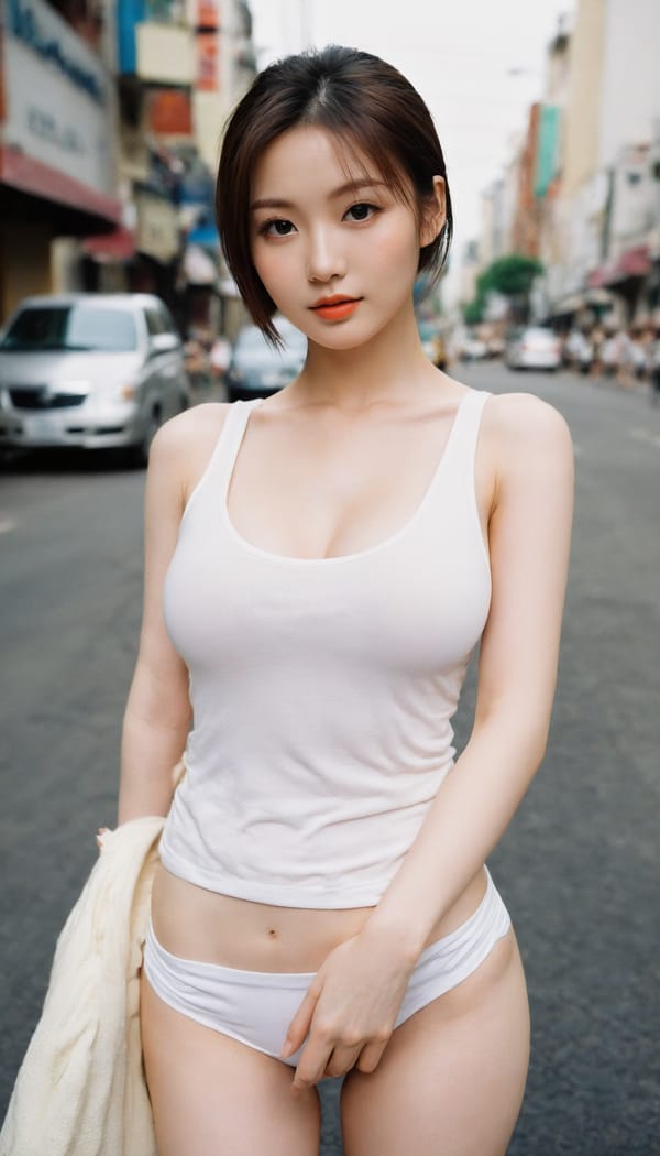 Tags: 21872187, SDXL
{"3": {"inputs": {"seed": 451883927676803, "steps": 32, "cfg": 6.4, "sampler_name": "dpmpp_2m", "scheduler": "karras", "denoise": 1.0, "model": ["27", 0], "positive": ["6", 0], "negative": ["7", 0], "latent_image": ["5", 0]}, "class_type": "KSampler"}, "4": {"inputs": {"ckpt_name": "helloworldxl.safetensors"}, "class_type": "CheckpointLoaderSimple"}, "5": {"inputs": {"width": 768, "height": 1344, "batch_size": 1}, "class_type": "EmptyLatentImage"}, "6": {"inputs": {"text": "28 year old girl, (seductive pose:1.05), (beautiful eyes:0.96), (slim:0.97), (double eyelids:1.12), (sexy lips:1.06), (cute:0.98), (pale skin:1.14), (eyelashes:1.05), (detailed face:1.13), (idol:1.02), (seductive facial expression:0.97), (blush:1.09), (temptress:1.01), (in a seductive pose:1.07), (large perky breasts:0.96), (cleavage:1.01), (thigh gap:0.98), (white tanktop:1.09), busy street, (film:1.00), (RAW:1.09), (detailed skin:1.07), (skin fuzz:1.05), (candid cinema:1.07), (natural looking skin:1.02), (textured skin:1.06), (portra:1.08), (soft lighting:1.04)", "clip": ["27", 1]}, "class_type": "CLIPTextEncode"}, "7": {"inputs": {"text": "(twisted:1.09), (bad hands:1.12), (distorted:1.11), (watermark:1.06), (worst quality:1.07), (open mouth:1.11), (low resolution:1.07)", "clip": ["27", 1]}, "class_type": "CLIPTextEncode"}, "8": {"inputs": {"samples": ["3", 0], "vae": ["4", 2]}, "class_type": "VAEDecode"}, "25": {"inputs": {"lora_name": "nudify_xl.safetensors", "strength_model": 0.29, "strength_clip": 0.21, "model": ["4", 0], "clip": ["4", 1]}, "class_type": "LoraLoader"}, "26": {"inputs": {"lora_name": "shirtlift_SDXL_v2.safetensors", "strength_model": 0.07, "strength_clip": 0.07, "model": ["25", 0], "clip": ["25", 1]}, "class_type": "LoraLoader"}, "27": {"inputs": {"lora_name": "PerfectEyesXL.safetensors", "strength_model": 0.11, "strength_clip": 0.08, "model": ["26", 0], "clip": ["26", 1]}, "class_type": "LoraLoader"}, "30": {"inputs": {"model_name": "4x_NMKD-Superscale-SP_178000_G.pth"}, "class_type": "UpscaleModelLoader"}, "31": {"inputs": {"upscale_model": ["30", 0], "image": ["8", 0]}, "class_type": "ImageUpscaleWithModel"}, "32": {"inputs": {"upscale_method": "lanczos", "scale_by": 0.5, "image": ["31", 0]}, "class_type": "ImageScaleBy"}, "33": {"inputs": {"pixels": ["32", 0], "vae": ["4", 2]}, "class_type": "VAEEncode"}, "34": {"inputs": {"seed": 451883927676803, "steps": 32, "cfg": 6.4, "sampler_name": "dpmpp_2m", "scheduler": "karras", "denoise": 0.3, "model": ["27", 0], "positive": ["6", 0], "negative": ["7", 0], "latent_image": ["33", 0]}, "class_type": "KSampler"}, "36": {"inputs": {"samples": ["34", 0], "vae": ["4", 2]}, "class_type": "VAEDecode"}, "39": {"inputs": {"filename_prefix": "comfyapi-1714548879074", "images": ["36", 0]}, "class_type": "SaveImage"}}