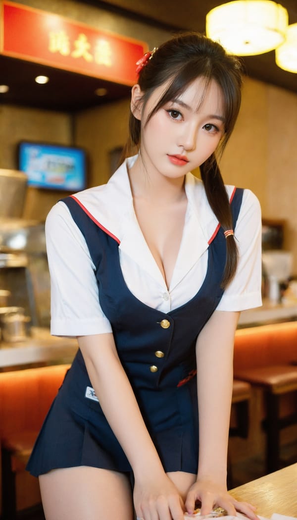 Tags: 21872187, SDXL
{"3": {"inputs": {"seed": 203561039892994, "steps": 32, "cfg": 6.3, "sampler_name": "dpmpp_2m", "scheduler": "karras", "denoise": 1.0, "model": ["27", 0], "positive": ["6", 0], "negative": ["7", 0], "latent_image": ["5", 0]}, "class_type": "KSampler"}, "4": {"inputs": {"ckpt_name": "leosamsHelloworldSDXL_helloworldSDXL32DPO.safetensors"}, "class_type": "CheckpointLoaderSimple"}, "5": {"inputs": {"width": 768, "height": 1344, "batch_size": 1}, "class_type": "EmptyLatentImage"}, "6": {"inputs": {"text": "19 year old girl, (chinese:0.95), (seductive pose:1.01), (idol:1.01), (eyelashes:1.12), (detailed face:0.98), (seductive facial expression:0.98), (pale skin:1.06), (cute:1.10), (sexy lips:1.12), (blush:1.04), (double eyelids:0.97), (slim:0.96), (beautiful eyes:1.14), (temptress:1.03), (in a seductive pose:1.03), (large perky breasts:1.01), (cleavage:1.09), (thigh gap:1.07), (a waitress in uniform:1.14) working at a restaurant, (skin fuzz:1.06), (candid cinema:1.04), (detailed skin:1.08), (portra:1.01), (textured skin:1.05), (film:1.00), (RAW:1.05), (soft lighting:1.05), (natural looking skin:1.05)", "clip": ["27", 1]}, "class_type": "CLIPTextEncode"}, "7": {"inputs": {"text": "(low resolution:1.09), (worst quality:1.06), (open mouth:1.06), (bad hands:1.09), (watermark:1.12), (twisted:1.05), (distorted:1.07)", "clip": ["27", 1]}, "class_type": "CLIPTextEncode"}, "8": {"inputs": {"samples": ["3", 0], "vae": ["4", 2]}, "class_type": "VAEDecode"}, "25": {"inputs": {"lora_name": "nudify_xl.safetensors", "strength_model": 0.37, "strength_clip": 0.3, "model": ["4", 0], "clip": ["4", 1]}, "class_type": "LoraLoader"}, "26": {"inputs": {"lora_name": "shirtlift_SDXL_v2.safetensors", "strength_model": 0.19, "strength_clip": 0.0, "model": ["25", 0], "clip": ["25", 1]}, "class_type": "LoraLoader"}, "27": {"inputs": {"lora_name": "PerfectEyesXL.safetensors", "strength_model": 0.14, "strength_clip": 0.1, "model": ["26", 0], "clip": ["26", 1]}, "class_type": "LoraLoader"}, "30": {"inputs": {"model_name": "4x_NMKD-Superscale-SP_178000_G.pth"}, "class_type": "UpscaleModelLoader"}, "31": {"inputs": {"upscale_model": ["30", 0], "image": ["8", 0]}, "class_type": "ImageUpscaleWithModel"}, "32": {"inputs": {"upscale_method": "lanczos", "scale_by": 0.5, "image": ["31", 0]}, "class_type": "ImageScaleBy"}, "33": {"inputs": {"pixels": ["32", 0], "vae": ["4", 2]}, "class_type": "VAEEncode"}, "34": {"inputs": {"seed": 203561039892994, "steps": 32, "cfg": 6.3, "sampler_name": "dpmpp_2m", "scheduler": "karras", "denoise": 0.3, "model": ["27", 0], "positive": ["6", 0], "negative": ["7", 0], "latent_image": ["33", 0]}, "class_type": "KSampler"}, "36": {"inputs": {"samples": ["34", 0], "vae": ["4", 2]}, "class_type": "VAEDecode"}, "39": {"inputs": {"filename_prefix": "comfyapi-1707841945550", "images": ["36", 0]}, "class_type": "SaveImage"}}