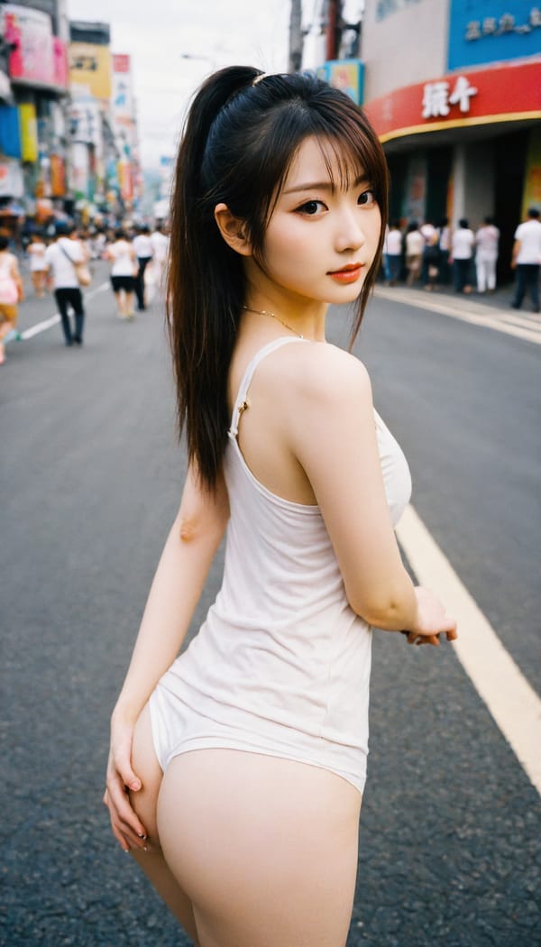 Tags: 21872187, SDXL
{"3": {"inputs": {"seed": 970586806218569, "steps": 64, "cfg": 6.98, "sampler_name": "dpmpp_2m", "scheduler": "karras", "denoise": 1.0, "model": ["27", 0], "positive": ["6", 0], "negative": ["7", 0], "latent_image": ["5", 0]}, "class_type": "KSampler"}, "4": {"inputs": {"ckpt_name": "helloworldxl.safetensors"}, "class_type": "CheckpointLoaderSimple"}, "5": {"inputs": {"width": 768, "height": 1344, "batch_size": 1}, "class_type": "EmptyLatentImage"}, "6": {"inputs": {"text": "25 year old girl, (japanese:1.05), (chinese:1.04), (ukrainian:0.97), (taiwanese:0.96), (pale skin:1.11), (slim:1.00), (cute:1.10), (seductive pose:0.98), (detailed face:1.05), (beautiful eyes:0.97), (temptress:1.09), (double eyelids:1.09), (seductive facial expression:1.06), (eyelashes:1.03), (blush:1.14), (sexy lips:1.02), (idol:1.08), (perky ass:1.01), (exposed ass:1.09), (looking back:1.00), (sexy ass:1.05), (thigh gap:0.97), (white tanktop:0.98), busy street, (candid cinema:1.06), (skin fuzz:1.08), (RAW:1.04), (film:1.07), (textured skin:1.07), (portra:1.02), (detailed skin:1.02), (soft lighting:1.09), (natural looking skin:1.01)", "clip": ["27", 1]}, "class_type": "CLIPTextEncode"}, "7": {"inputs": {"text": "(worst quality:1.14), (bad hands:1.07), (distorted:1.07), (low resolution:1.13), (twisted:1.09), (watermark:1.07), (open mouth:1.10)", "clip": ["27", 1]}, "class_type": "CLIPTextEncode"}, "8": {"inputs": {"samples": ["3", 0], "vae": ["4", 2]}, "class_type": "VAEDecode"}, "25": {"inputs": {"lora_name": "nudify_xl.safetensors", "strength_model": 0.33, "strength_clip": 0.18, "model": ["4", 0], "clip": ["4", 1]}, "class_type": "LoraLoader"}, "26": {"inputs": {"lora_name": "shirtlift_SDXL_v2.safetensors", "strength_model": 0.03, "strength_clip": 0.13, "model": ["25", 0], "clip": ["25", 1]}, "class_type": "LoraLoader"}, "27": {"inputs": {"lora_name": "PerfectEyesXL.safetensors", "strength_model": 0.12, "strength_clip": 0.04, "model": ["26", 0], "clip": ["26", 1]}, "class_type": "LoraLoader"}, "30": {"inputs": {"model_name": "4x_NMKD-Superscale-SP_178000_G.pth"}, "class_type": "UpscaleModelLoader"}, "31": {"inputs": {"upscale_model": ["30", 0], "image": ["8", 0]}, "class_type": "ImageUpscaleWithModel"}, "32": {"inputs": {"upscale_method": "lanczos", "scale_by": 0.5, "image": ["31", 0]}, "class_type": "ImageScaleBy"}, "33": {"inputs": {"pixels": ["32", 0], "vae": ["4", 2]}, "class_type": "VAEEncode"}, "34": {"inputs": {"seed": 970586806218569, "steps": 64, "cfg": 6.98, "sampler_name": "dpmpp_2m", "scheduler": "karras", "denoise": 0.3, "model": ["27", 0], "positive": ["6", 0], "negative": ["7", 0], "latent_image": ["33", 0]}, "class_type": "KSampler"}, "36": {"inputs": {"samples": ["34", 0], "vae": ["4", 2]}, "class_type": "VAEDecode"}, "39": {"inputs": {"filename_prefix": "comfyapi-1718895163011", "images": ["36", 0]}, "class_type": "SaveImage"}}