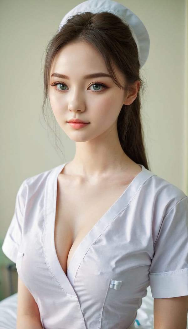 Tags: 21872187, SDXL
{"3": {"inputs": {"seed": 741449199554209, "steps": 64, "cfg": 7.05, "sampler_name": "dpmpp_2m", "scheduler": "karras", "denoise": 1.0, "model": ["27", 0], "positive": ["6", 0], "negative": ["7", 0], "latent_image": ["5", 0]}, "class_type": "KSampler"}, "4": {"inputs": {"ckpt_name": "juggernautxl.safetensors"}, "class_type": "CheckpointLoaderSimple"}, "5": {"inputs": {"width": 768, "height": 1344, "batch_size": 1}, "class_type": "EmptyLatentImage"}, "6": {"inputs": {"text": "19 year old girl, (ukrainian:1.12), (russian:1.09), (korean:0.98), (beautiful eyes:1.14), (blush:0.99), (idol:1.09), (slim:1.11), (seductive pose:1.14), (sexy lips:1.14), (detailed face:1.14), (pale skin:1.12), (double eyelids:0.96), (temptress:0.97), (eyelashes:1.05), (cute:1.06), (seductive facial expression:1.02), (in a seductive pose:1.02), (large perky breasts:1.11), (cleavage:1.11), (thigh gap:0.97), (nurse in uniform:1.00) working in a hospital ward, (skin fuzz:1.05), (portra:1.07), (soft lighting:1.04), (detailed skin:1.02), (textured skin:1.06), (candid cinema:1.07), (RAW:1.01), (natural looking skin:1.02), (film:1.01)", "clip": ["27", 1]}, "class_type": "CLIPTextEncode"}, "7": {"inputs": {"text": "(open mouth:1.05), (bad hands:1.07), (worst quality:1.05), (watermark:1.11), (distorted:1.05), (twisted:1.14), (low resolution:1.10)", "clip": ["27", 1]}, "class_type": "CLIPTextEncode"}, "8": {"inputs": {"samples": ["3", 0], "vae": ["4", 2]}, "class_type": "VAEDecode"}, "25": {"inputs": {"lora_name": "nudify_xl.safetensors", "strength_model": 0.26, "strength_clip": 0.15, "model": ["4", 0], "clip": ["4", 1]}, "class_type": "LoraLoader"}, "26": {"inputs": {"lora_name": "shirtlift_SDXL_v2.safetensors", "strength_model": 0.01, "strength_clip": 0.11, "model": ["25", 0], "clip": ["25", 1]}, "class_type": "LoraLoader"}, "27": {"inputs": {"lora_name": "PerfectEyesXL.safetensors", "strength_model": 0.07, "strength_clip": 0.19, "model": ["26", 0], "clip": ["26", 1]}, "class_type": "LoraLoader"}, "30": {"inputs": {"model_name": "4x_NMKD-Superscale-SP_178000_G.pth"}, "class_type": "UpscaleModelLoader"}, "31": {"inputs": {"upscale_model": ["30", 0], "image": ["8", 0]}, "class_type": "ImageUpscaleWithModel"}, "32": {"inputs": {"upscale_method": "lanczos", "scale_by": 0.5, "image": ["31", 0]}, "class_type": "ImageScaleBy"}, "33": {"inputs": {"pixels": ["32", 0], "vae": ["4", 2]}, "class_type": "VAEEncode"}, "34": {"inputs": {"seed": 741449199554209, "steps": 64, "cfg": 7.05, "sampler_name": "dpmpp_2m", "scheduler": "karras", "denoise": 0.3, "model": ["27", 0], "positive": ["6", 0], "negative": ["7", 0], "latent_image": ["33", 0]}, "class_type": "KSampler"}, "36": {"inputs": {"samples": ["34", 0], "vae": ["4", 2]}, "class_type": "VAEDecode"}, "39": {"inputs": {"filename_prefix": "comfyapi-1717214725483", "images": ["36", 0]}, "class_type": "SaveImage"}}