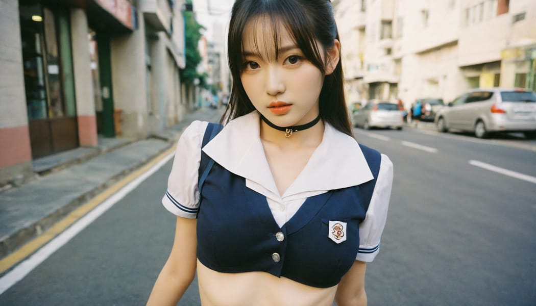 Tags: 21872187, SDXL
{"3": {"inputs": {"seed": 441498218496760, "steps": 32, "cfg": 5.84, "sampler_name": "dpmpp_2m", "scheduler": "karras", "denoise": 1.0, "model": ["27", 0], "positive": ["6", 0], "negative": ["7", 0], "latent_image": ["5", 0]}, "class_type": "KSampler"}, "4": {"inputs": {"ckpt_name": "helloworldxl.safetensors"}, "class_type": "CheckpointLoaderSimple"}, "5": {"inputs": {"width": 1344, "height": 768, "batch_size": 1}, "class_type": "EmptyLatentImage"}, "6": {"inputs": {"text": "24 year old girl, (korean:1.06), (detailed face:1.10), (beautiful eyes:1.10), (temptress:1.13), (seductive pose:1.04), (eyelashes:0.97), (slim:0.96), (seductive facial expression:1.01), (blush:1.03), (idol:1.02), (pale skin:1.01), (sexy lips:1.12), (double eyelids:1.12), (in a seductive pose:0.95), (large perky breasts:1.04), (cleavage:1.14), (thigh gap:1.10), (school uniform:1.03), choker, busy street, (soft lighting:1.09), (candid cinema:1.04), (film:1.09), (textured skin:1.03), (RAW:1.08), (natural looking skin:1.07), (skin fuzz:1.00), (portra:1.06), (detailed skin:1.05)", "clip": ["27", 1]}, "class_type": "CLIPTextEncode"}, "7": {"inputs": {"text": "(open mouth:1.07), (low resolution:1.10), (twisted:1.11), (worst quality:1.12), (watermark:1.07), (distorted:1.09), (bad hands:1.08)", "clip": ["27", 1]}, "class_type": "CLIPTextEncode"}, "8": {"inputs": {"samples": ["3", 0], "vae": ["4", 2]}, "class_type": "VAEDecode"}, "25": {"inputs": {"lora_name": "nudify_xl.safetensors", "strength_model": 0.14, "strength_clip": 0.12, "model": ["4", 0], "clip": ["4", 1]}, "class_type": "LoraLoader"}, "26": {"inputs": {"lora_name": "shirtlift_SDXL_v2.safetensors", "strength_model": 0.17, "strength_clip": 0.13, "model": ["25", 0], "clip": ["25", 1]}, "class_type": "LoraLoader"}, "27": {"inputs": {"lora_name": "PerfectEyesXL.safetensors", "strength_model": 0.12, "strength_clip": 0.06, "model": ["26", 0], "clip": ["26", 1]}, "class_type": "LoraLoader"}, "30": {"inputs": {"model_name": "4x_NMKD-Superscale-SP_178000_G.pth"}, "class_type": "UpscaleModelLoader"}, "31": {"inputs": {"upscale_model": ["30", 0], "image": ["8", 0]}, "class_type": "ImageUpscaleWithModel"}, "32": {"inputs": {"upscale_method": "lanczos", "scale_by": 0.5, "image": ["31", 0]}, "class_type": "ImageScaleBy"}, "33": {"inputs": {"pixels": ["32", 0], "vae": ["4", 2]}, "class_type": "VAEEncode"}, "34": {"inputs": {"seed": 441498218496760, "steps": 32, "cfg": 5.84, "sampler_name": "dpmpp_2m", "scheduler": "karras", "denoise": 0.3, "model": ["27", 0], "positive": ["6", 0], "negative": ["7", 0], "latent_image": ["33", 0]}, "class_type": "KSampler"}, "36": {"inputs": {"samples": ["34", 0], "vae": ["4", 2]}, "class_type": "VAEDecode"}, "39": {"inputs": {"filename_prefix": "comfyapi-1726178244563", "images": ["36", 0]}, "class_type": "SaveImage"}}