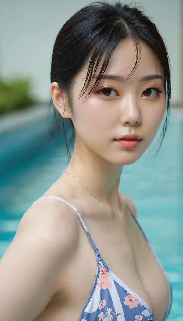 Tags: 21872187, SDXL
{"3": {"inputs": {"seed": 906497982134896, "steps": 32, "cfg": 6.58, "sampler_name": "dpmpp_2m", "scheduler": "karras", "denoise": 1.0, "model": ["27", 0], "positive": ["6", 0], "negative": ["7", 0], "latent_image": ["5", 0]}, "class_type": "KSampler"}, "4": {"inputs": {"ckpt_name": "juggernautxl.safetensors"}, "class_type": "CheckpointLoaderSimple"}, "5": {"inputs": {"width": 768, "height": 1344, "batch_size": 1}, "class_type": "EmptyLatentImage"}, "6": {"inputs": {"text": "27 year old girl, (japanese:1.03), (ukrainian:1.09), (chinese:1.14), (double eyelids:1.06), (pale skin:1.14), (detailed face:1.05), (slim:1.03), (cute:1.04), (sexy lips:1.11), (seductive pose:1.04), (idol:1.13), (temptress:1.08), (beautiful eyes:1.08), (seductive facial expression:1.06), (blush:0.96), (in a seductive pose:1.06), (large perky breasts:1.04), (cleavage:1.03), (thigh gap:1.04), (in a swimsuit:1.03) at a pool, (candid cinema:1.09), (film:1.03), (textured skin:1.06), (portra:1.00), (natural looking skin:1.07), (skin fuzz:1.05), (detailed skin:1.04), (soft lighting:1.09), (RAW:1.08)", "clip": ["27", 1]}, "class_type": "CLIPTextEncode"}, "7": {"inputs": {"text": "(open mouth:1.10), (distorted:1.09), (watermark:1.09), (worst quality:1.14), (bad hands:1.06), (low resolution:1.08), (twisted:1.14)", "clip": ["27", 1]}, "class_type": "CLIPTextEncode"}, "8": {"inputs": {"samples": ["3", 0], "vae": ["4", 2]}, "class_type": "VAEDecode"}, "25": {"inputs": {"lora_name": "nudify_xl.safetensors", "strength_model": 0.01, "strength_clip": 0.18, "model": ["4", 0], "clip": ["4", 1]}, "class_type": "LoraLoader"}, "26": {"inputs": {"lora_name": "shirtlift_SDXL_v2.safetensors", "strength_model": 0.13, "strength_clip": 0.12, "model": ["25", 0], "clip": ["25", 1]}, "class_type": "LoraLoader"}, "27": {"inputs": {"lora_name": "PerfectEyesXL.safetensors", "strength_model": 0.02, "strength_clip": 0.1, "model": ["26", 0], "clip": ["26", 1]}, "class_type": "LoraLoader"}, "30": {"inputs": {"model_name": "4x_NMKD-Superscale-SP_178000_G.pth"}, "class_type": "UpscaleModelLoader"}, "31": {"inputs": {"upscale_model": ["30", 0], "image": ["8", 0]}, "class_type": "ImageUpscaleWithModel"}, "32": {"inputs": {"upscale_method": "lanczos", "scale_by": 0.5, "image": ["31", 0]}, "class_type": "ImageScaleBy"}, "33": {"inputs": {"pixels": ["32", 0], "vae": ["4", 2]}, "class_type": "VAEEncode"}, "34": {"inputs": {"seed": 906497982134896, "steps": 32, "cfg": 6.58, "sampler_name": "dpmpp_2m", "scheduler": "karras", "denoise": 0.3, "model": ["27", 0], "positive": ["6", 0], "negative": ["7", 0], "latent_image": ["33", 0]}, "class_type": "KSampler"}, "36": {"inputs": {"samples": ["34", 0], "vae": ["4", 2]}, "class_type": "VAEDecode"}, "39": {"inputs": {"filename_prefix": "comfyapi-1713532621045", "images": ["36", 0]}, "class_type": "SaveImage"}}