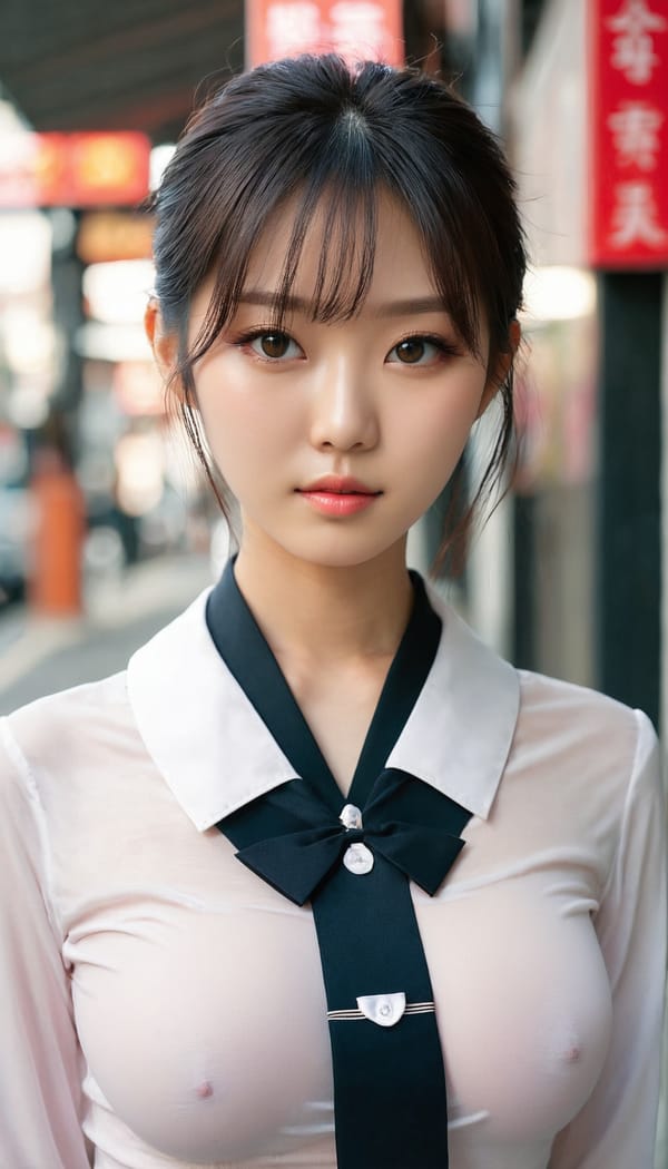 Tags: 21872187, SDXL
{"3": {"inputs": {"seed": 837988804386106, "steps": 32, "cfg": 7.23, "sampler_name": "dpmpp_2m", "scheduler": "karras", "denoise": 1.0, "model": ["27", 0], "positive": ["6", 0], "negative": ["7", 0], "latent_image": ["5", 0]}, "class_type": "KSampler"}, "4": {"inputs": {"ckpt_name": "juggernautxl.safetensors"}, "class_type": "CheckpointLoaderSimple"}, "5": {"inputs": {"width": 768, "height": 1344, "batch_size": 1}, "class_type": "EmptyLatentImage"}, "6": {"inputs": {"text": "26 year old girl, (korean:1.08), (japanese:1.00), (slim:1.11), (detailed face:0.97), (double eyelids:1.01), (blush:1.01), (cute:1.09), (seductive pose:1.09), (seductive facial expression:1.04), (eyelashes:1.10), (temptress:1.04), (pale skin:1.12), (beautiful eyes:1.10), (sexy lips:1.14), (idol:1.07), (in a seductive pose:1.01), (large perky breasts:1.08), (cleavage:1.01), (thigh gap:0.97), (school uniform:0.96), choker, busy street, (RAW:1.07), (film:1.03), (skin fuzz:1.03), (detailed skin:1.02), (textured skin:1.08), (natural looking skin:1.08), (soft lighting:1.01), (candid cinema:1.01), (portra:1.08)", "clip": ["27", 1]}, "class_type": "CLIPTextEncode"}, "7": {"inputs": {"text": "(distorted:1.08), (low resolution:1.10), (open mouth:1.10), (watermark:1.07), (bad hands:1.07), (worst quality:1.11), (twisted:1.09)", "clip": ["27", 1]}, "class_type": "CLIPTextEncode"}, "8": {"inputs": {"samples": ["3", 0], "vae": ["4", 2]}, "class_type": "VAEDecode"}, "25": {"inputs": {"lora_name": "nudify_xl.safetensors", "strength_model": 0.26, "strength_clip": 0.03, "model": ["4", 0], "clip": ["4", 1]}, "class_type": "LoraLoader"}, "26": {"inputs": {"lora_name": "shirtlift_SDXL_v2.safetensors", "strength_model": 0.02, "strength_clip": 0.11, "model": ["25", 0], "clip": ["25", 1]}, "class_type": "LoraLoader"}, "27": {"inputs": {"lora_name": "PerfectEyesXL.safetensors", "strength_model": 0.11, "strength_clip": 0.04, "model": ["26", 0], "clip": ["26", 1]}, "class_type": "LoraLoader"}, "30": {"inputs": {"model_name": "4x_NMKD-Superscale-SP_178000_G.pth"}, "class_type": "UpscaleModelLoader"}, "31": {"inputs": {"upscale_model": ["30", 0], "image": ["8", 0]}, "class_type": "ImageUpscaleWithModel"}, "32": {"inputs": {"upscale_method": "lanczos", "scale_by": 0.5, "image": ["31", 0]}, "class_type": "ImageScaleBy"}, "33": {"inputs": {"pixels": ["32", 0], "vae": ["4", 2]}, "class_type": "VAEEncode"}, "34": {"inputs": {"seed": 837988804386106, "steps": 32, "cfg": 7.23, "sampler_name": "dpmpp_2m", "scheduler": "karras", "denoise": 0.3, "model": ["27", 0], "positive": ["6", 0], "negative": ["7", 0], "latent_image": ["33", 0]}, "class_type": "KSampler"}, "36": {"inputs": {"samples": ["34", 0], "vae": ["4", 2]}, "class_type": "VAEDecode"}, "39": {"inputs": {"filename_prefix": "comfyapi-1718647399818", "images": ["36", 0]}, "class_type": "SaveImage"}}