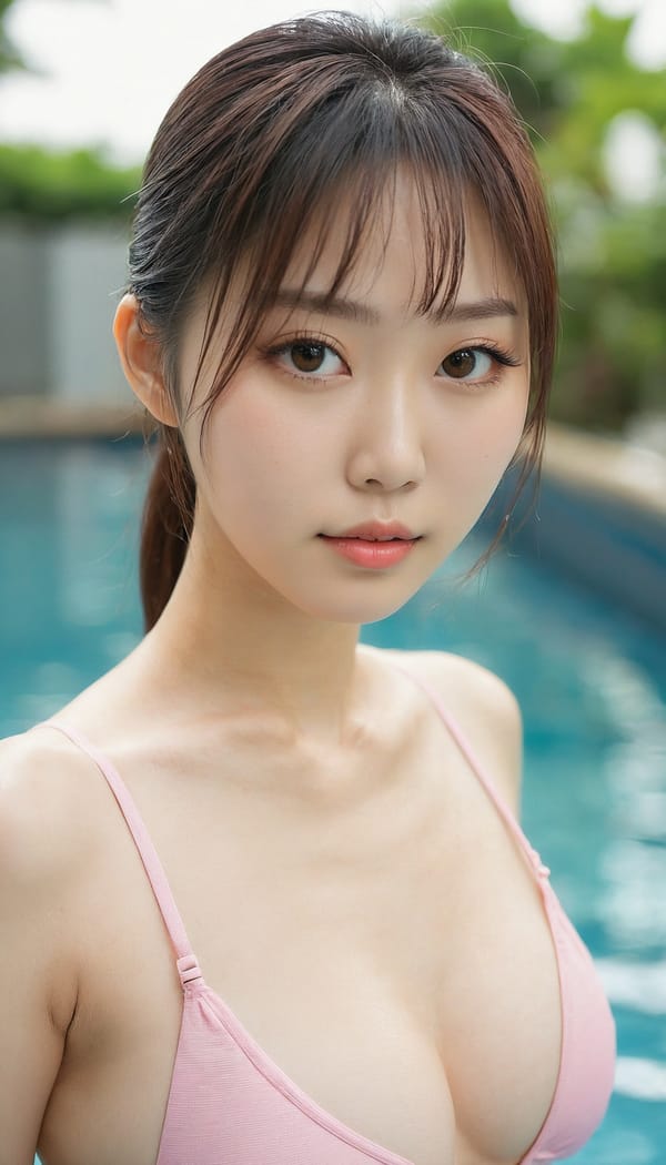 Tags: 21872187, SDXL
{"3": {"inputs": {"seed": 776393080442911, "steps": 64, "cfg": 5.63, "sampler_name": "dpmpp_2m", "scheduler": "karras", "denoise": 1.0, "model": ["27", 0], "positive": ["6", 0], "negative": ["7", 0], "latent_image": ["5", 0]}, "class_type": "KSampler"}, "4": {"inputs": {"ckpt_name": "juggernautxl.safetensors"}, "class_type": "CheckpointLoaderSimple"}, "5": {"inputs": {"width": 768, "height": 1344, "batch_size": 1}, "class_type": "EmptyLatentImage"}, "6": {"inputs": {"text": "25 year old girl, (chinese:1.12), (taiwanese:0.99), (japanese:0.95), (temptress:1.00), (blush:1.05), (seductive pose:1.01), (idol:1.06), (beautiful eyes:0.97), (detailed face:1.05), (double eyelids:1.10), (slim:0.97), (cute:0.97), (pale skin:1.09), (seductive facial expression:1.11), (in a seductive pose:1.12), (large perky breasts:0.95), (cleavage:0.97), (thigh gap:0.95), (in a swimsuit:1.02) at a pool, (portra:1.03), (candid cinema:1.05), (soft lighting:1.02), (film:1.05), (natural looking skin:1.06), (skin fuzz:1.06), (textured skin:1.09), (RAW:1.09), (detailed skin:1.03)", "clip": ["27", 1]}, "class_type": "CLIPTextEncode"}, "7": {"inputs": {"text": "(twisted:1.10), (worst quality:1.09), (distorted:1.05), (bad hands:1.12), (low resolution:1.06), (open mouth:1.13), (watermark:1.06)", "clip": ["27", 1]}, "class_type": "CLIPTextEncode"}, "8": {"inputs": {"samples": ["3", 0], "vae": ["4", 2]}, "class_type": "VAEDecode"}, "25": {"inputs": {"lora_name": "nudify_xl.safetensors", "strength_model": 0.17, "strength_clip": 0.0, "model": ["4", 0], "clip": ["4", 1]}, "class_type": "LoraLoader"}, "26": {"inputs": {"lora_name": "shirtlift_SDXL_v2.safetensors", "strength_model": 0.04, "strength_clip": 0.0, "model": ["25", 0], "clip": ["25", 1]}, "class_type": "LoraLoader"}, "27": {"inputs": {"lora_name": "PerfectEyesXL.safetensors", "strength_model": 0.15, "strength_clip": 0.14, "model": ["26", 0], "clip": ["26", 1]}, "class_type": "LoraLoader"}, "30": {"inputs": {"model_name": "4x_NMKD-Superscale-SP_178000_G.pth"}, "class_type": "UpscaleModelLoader"}, "31": {"inputs": {"upscale_model": ["30", 0], "image": ["8", 0]}, "class_type": "ImageUpscaleWithModel"}, "32": {"inputs": {"upscale_method": "lanczos", "scale_by": 0.5, "image": ["31", 0]}, "class_type": "ImageScaleBy"}, "33": {"inputs": {"pixels": ["32", 0], "vae": ["4", 2]}, "class_type": "VAEEncode"}, "34": {"inputs": {"seed": 776393080442911, "steps": 64, "cfg": 5.63, "sampler_name": "dpmpp_2m", "scheduler": "karras", "denoise": 0.3, "model": ["27", 0], "positive": ["6", 0], "negative": ["7", 0], "latent_image": ["33", 0]}, "class_type": "KSampler"}, "36": {"inputs": {"samples": ["34", 0], "vae": ["4", 2]}, "class_type": "VAEDecode"}, "39": {"inputs": {"filename_prefix": "comfyapi-1714987467692", "images": ["36", 0]}, "class_type": "SaveImage"}}