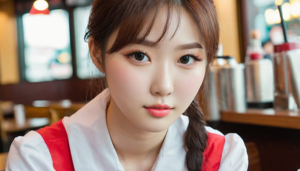 Tags: 21872187, SDXL
{"3": {"inputs": {"seed": 168246073435854, "steps": 64, "cfg": 5.27, "sampler_name": "dpmpp_2m", "scheduler": "karras", "denoise": 1.0, "model": ["27", 0], "positive": ["6", 0], "negative": ["7", 0], "latent_image": ["5", 0]}, "class_type": "KSampler"}, "4": {"inputs": {"ckpt_name": "juggernautxl.safetensors"}, "class_type": "CheckpointLoaderSimple"}, "5": {"inputs": {"width": 1344, "height": 768, "batch_size": 1}, "class_type": "EmptyLatentImage"}, "6": {"inputs": {"text": "20 year old girl, (korean:0.95), (beautiful eyes:1.07), (sexy lips:1.13), (blush:0.98), (temptress:1.07), (pale skin:0.96), (idol:1.07), (slim:1.07), (seductive facial expression:1.01), (detailed face:1.02), (eyelashes:0.99), (double eyelids:0.98), (cute:1.03), (seductive pose:0.97), (in a seductive pose:1.10), (large perky breasts:1.07), (cleavage:1.07), (thigh gap:1.13), (a waitress in uniform:1.01) working at a restaurant, (textured skin:1.03), (skin fuzz:1.00), (natural looking skin:1.06), (candid cinema:1.06), (film:1.02), (RAW:1.09), (detailed skin:1.06), (soft lighting:1.09), (portra:1.01)", "clip": ["27", 1]}, "class_type": "CLIPTextEncode"}, "7": {"inputs": {"text": "(open mouth:1.11), (twisted:1.07), (bad hands:1.07), (watermark:1.05), (low resolution:1.13), (worst quality:1.08), (distorted:1.13)", "clip": ["27", 1]}, "class_type": "CLIPTextEncode"}, "8": {"inputs": {"samples": ["3", 0], "vae": ["4", 2]}, "class_type": "VAEDecode"}, "25": {"inputs": {"lora_name": "nudify_xl.safetensors", "strength_model": 0.09, "strength_clip": 0.24, "model": ["4", 0], "clip": ["4", 1]}, "class_type": "LoraLoader"}, "26": {"inputs": {"lora_name": "shirtlift_SDXL_v2.safetensors", "strength_model": 0.17, "strength_clip": 0.17, "model": ["25", 0], "clip": ["25", 1]}, "class_type": "LoraLoader"}, "27": {"inputs": {"lora_name": "PerfectEyesXL.safetensors", "strength_model": 0.12, "strength_clip": 0.17, "model": ["26", 0], "clip": ["26", 1]}, "class_type": "LoraLoader"}, "30": {"inputs": {"model_name": "4x_NMKD-Superscale-SP_178000_G.pth"}, "class_type": "UpscaleModelLoader"}, "31": {"inputs": {"upscale_model": ["30", 0], "image": ["8", 0]}, "class_type": "ImageUpscaleWithModel"}, "32": {"inputs": {"upscale_method": "lanczos", "scale_by": 0.5, "image": ["31", 0]}, "class_type": "ImageScaleBy"}, "33": {"inputs": {"pixels": ["32", 0], "vae": ["4", 2]}, "class_type": "VAEEncode"}, "34": {"inputs": {"seed": 168246073435854, "steps": 64, "cfg": 5.27, "sampler_name": "dpmpp_2m", "scheduler": "karras", "denoise": 0.3, "model": ["27", 0], "positive": ["6", 0], "negative": ["7", 0], "latent_image": ["33", 0]}, "class_type": "KSampler"}, "36": {"inputs": {"samples": ["34", 0], "vae": ["4", 2]}, "class_type": "VAEDecode"}, "39": {"inputs": {"filename_prefix": "comfyapi-1731276633033", "images": ["36", 0]}, "class_type": "SaveImage"}}