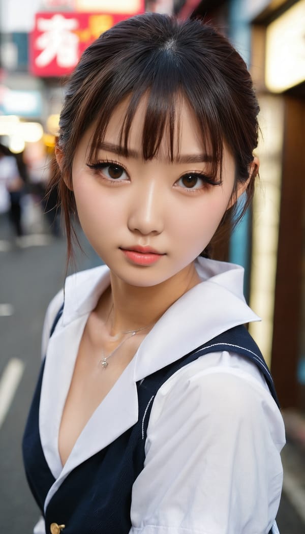 Tags: 21872187, SDXL
{"3": {"inputs": {"seed": 353535030772925, "steps": 64, "cfg": 7.61, "sampler_name": "dpmpp_2m", "scheduler": "karras", "denoise": 1.0, "model": ["27", 0], "positive": ["6", 0], "negative": ["7", 0], "latent_image": ["5", 0]}, "class_type": "KSampler"}, "4": {"inputs": {"ckpt_name": "juggernautxl.safetensors"}, "class_type": "CheckpointLoaderSimple"}, "5": {"inputs": {"width": 768, "height": 1344, "batch_size": 1}, "class_type": "EmptyLatentImage"}, "6": {"inputs": {"text": "20 year old girl, (japanese:1.00), (cute:0.97), (double eyelids:1.08), (sexy lips:1.09), (temptress:1.01), (eyelashes:1.12), (beautiful eyes:1.08), (slim:1.07), (detailed face:1.09), (idol:1.00), (blush:1.07), (seductive facial expression:1.08), (seductive pose:1.01), (in a seductive pose:1.06), (large perky breasts:1.05), (cleavage:0.96), (thigh gap:1.14), (school uniform:1.08), choker, busy street, (film:1.01), (textured skin:1.00), (soft lighting:1.08), (detailed skin:1.08), (candid cinema:1.00), (RAW:1.00), (portra:1.06), (skin fuzz:1.01), (natural looking skin:1.09)", "clip": ["27", 1]}, "class_type": "CLIPTextEncode"}, "7": {"inputs": {"text": "(low resolution:1.05), (open mouth:1.14), (worst quality:1.13), (watermark:1.09), (bad hands:1.09), (distorted:1.11), (twisted:1.14)", "clip": ["27", 1]}, "class_type": "CLIPTextEncode"}, "8": {"inputs": {"samples": ["3", 0], "vae": ["4", 2]}, "class_type": "VAEDecode"}, "25": {"inputs": {"lora_name": "nudify_xl.safetensors", "strength_model": 0.39, "strength_clip": 0.26, "model": ["4", 0], "clip": ["4", 1]}, "class_type": "LoraLoader"}, "26": {"inputs": {"lora_name": "shirtlift_SDXL_v2.safetensors", "strength_model": 0.07, "strength_clip": 0.01, "model": ["25", 0], "clip": ["25", 1]}, "class_type": "LoraLoader"}, "27": {"inputs": {"lora_name": "PerfectEyesXL.safetensors", "strength_model": 0.09, "strength_clip": 0.07, "model": ["26", 0], "clip": ["26", 1]}, "class_type": "LoraLoader"}, "30": {"inputs": {"model_name": "4x_NMKD-Superscale-SP_178000_G.pth"}, "class_type": "UpscaleModelLoader"}, "31": {"inputs": {"upscale_model": ["30", 0], "image": ["8", 0]}, "class_type": "ImageUpscaleWithModel"}, "32": {"inputs": {"upscale_method": "lanczos", "scale_by": 0.5, "image": ["31", 0]}, "class_type": "ImageScaleBy"}, "33": {"inputs": {"pixels": ["32", 0], "vae": ["4", 2]}, "class_type": "VAEEncode"}, "34": {"inputs": {"seed": 353535030772925, "steps": 64, "cfg": 7.61, "sampler_name": "dpmpp_2m", "scheduler": "karras", "denoise": 0.3, "model": ["27", 0], "positive": ["6", 0], "negative": ["7", 0], "latent_image": ["33", 0]}, "class_type": "KSampler"}, "36": {"inputs": {"samples": ["34", 0], "vae": ["4", 2]}, "class_type": "VAEDecode"}, "39": {"inputs": {"filename_prefix": "comfyapi-1727618760135", "images": ["36", 0]}, "class_type": "SaveImage"}}