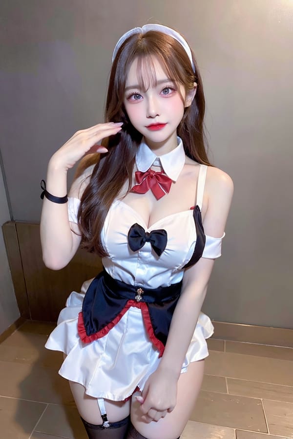 Tags: 21872187
<lora:mix4:0.36>, <lora:JapaneseDollLikeness_v15:0.56>, <lora:koreanDollLikeness:0.65>, <lora:YaeMiko_Test:0.52>, (ukrainian:1.02), maid cafe, stockings, (maid costume:1.06), choker, bowtie, headband, (pleated skirt:1.03), (seductive pose:0.93), extremely detailed eyes, extremely detailed face, (photorealistic:0.93), sexy lips, seductive smile, double eyelids, eyelashes, pale skin, perky breasts, full body portrait, best quality, tall, blush, 1girl, solo
Negative prompt: sketches, black and white, ugly, (worst quality:1.99)
Steps: 48, Sampler: DPM++ 2M Karras, CFG scale: 6.14, Seed: 3854232757, Size: 512x768, Model hash: fc2511737a, Model: chilloutmix_NiPrunedFp32Fix, Seed resize from: -1x-1, Denoising strength: 0.4, Version: v1.2.1, Hires upscale: 2.0, Hires steps: 16, Hires upscaler: ESRGAN_4x