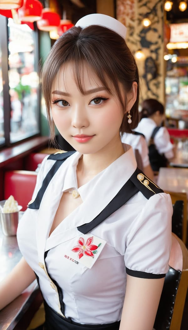 Tags: 21872187, SDXL
{"3": {"inputs": {"seed": 662086836262374, "steps": 32, "cfg": 7.64, "sampler_name": "dpmpp_2m", "scheduler": "karras", "denoise": 1.0, "model": ["27", 0], "positive": ["6", 0], "negative": ["7", 0], "latent_image": ["5", 0]}, "class_type": "KSampler"}, "4": {"inputs": {"ckpt_name": "juggernautxl.safetensors"}, "class_type": "CheckpointLoaderSimple"}, "5": {"inputs": {"width": 768, "height": 1344, "batch_size": 1}, "class_type": "EmptyLatentImage"}, "6": {"inputs": {"text": "18 year old girl, (japanese:1.00), (russian:1.02), (pale skin:1.02), (eyelashes:1.08), (cute:1.02), (idol:1.14), (double eyelids:0.99), (sexy lips:1.04), (blush:1.08), (slim:1.09), (detailed face:1.00), (seductive facial expression:1.09), (beautiful eyes:1.03), (temptress:0.99), (seductive pose:0.98), (in a seductive pose:1.02), (large perky breasts:0.97), (cleavage:0.96), (thigh gap:0.96), (a waitress in uniform:1.09) working at a restaurant, (RAW:1.07), (skin fuzz:1.06), (textured skin:1.05), (portra:1.08), (film:1.03), (natural looking skin:1.04), (candid cinema:1.00), (detailed skin:1.05)", "clip": ["27", 1]}, "class_type": "CLIPTextEncode"}, "7": {"inputs": {"text": "(open mouth:1.08), (watermark:1.08), (low resolution:1.05), (distorted:1.14), (worst quality:1.08), (bad hands:1.10), (twisted:1.09)", "clip": ["27", 1]}, "class_type": "CLIPTextEncode"}, "8": {"inputs": {"samples": ["3", 0], "vae": ["4", 2]}, "class_type": "VAEDecode"}, "25": {"inputs": {"lora_name": "nudify_xl.safetensors", "strength_model": 0.0, "strength_clip": 0.39, "model": ["4", 0], "clip": ["4", 1]}, "class_type": "LoraLoader"}, "26": {"inputs": {"lora_name": "shirtlift_SDXL_v2.safetensors", "strength_model": 0.0, "strength_clip": 0.18, "model": ["25", 0], "clip": ["25", 1]}, "class_type": "LoraLoader"}, "27": {"inputs": {"lora_name": "PerfectEyesXL.safetensors", "strength_model": 0.01, "strength_clip": 0.0, "model": ["26", 0], "clip": ["26", 1]}, "class_type": "LoraLoader"}, "30": {"inputs": {"model_name": "4x_NMKD-Superscale-SP_178000_G.pth"}, "class_type": "UpscaleModelLoader"}, "31": {"inputs": {"upscale_model": ["30", 0], "image": ["8", 0]}, "class_type": "ImageUpscaleWithModel"}, "32": {"inputs": {"upscale_method": "lanczos", "scale_by": 0.5, "image": ["31", 0]}, "class_type": "ImageScaleBy"}, "33": {"inputs": {"pixels": ["32", 0], "vae": ["4", 2]}, "class_type": "VAEEncode"}, "34": {"inputs": {"seed": 662086836262374, "steps": 32, "cfg": 7.64, "sampler_name": "dpmpp_2m", "scheduler": "karras", "denoise": 0.3, "model": ["27", 0], "positive": ["6", 0], "negative": ["7", 0], "latent_image": ["33", 0]}, "class_type": "KSampler"}, "36": {"inputs": {"samples": ["34", 0], "vae": ["4", 2]}, "class_type": "VAEDecode"}, "39": {"inputs": {"filename_prefix": "comfyapi-1723631318072", "images": ["36", 0]}, "class_type": "SaveImage"}}