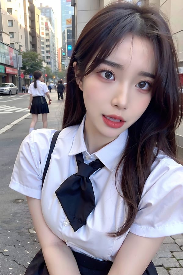 Tags: 21872187
<lora:mix4:0.51>, <lora:koreanDollLikeness:0.50>, <lora:taiwanDollLikeness_v20:0.48>, <lora:YaeMiko_Test:0.34>, (school uniform:1.18), (large breasts:1.17), choker, busy street in urban city, <lora:ahegao-x-v4:0.47>, ahegao face, pleasure, extremely detailed eyes, extremely detailed face, (photorealistic:0.99), sexy lips, seductive smile, double eyelids, eyelashes, pale skin, perky breasts, full body portrait, 4K, RAW, best quality, tall, delicate and beautiful girl, 1girl, solo, (stunningly attractive:1.09), (dramatic:1.01)
Negative prompt: drawings, sketches, anime, ugly, fat, (worst quality:2.20)
Steps: 32, Sampler: DPM++ 2M Karras, CFG scale: 6.46, Seed: 325095875, Size: 512x768, Model hash: fc2511737a, Model: chilloutmix_NiPrunedFp32Fix, Seed resize from: -1x-1, Denoising strength: 0.4, Version: v1.2.1, Hires upscale: 2.0, Hires steps: 16, Hires upscaler: ESRGAN_4x