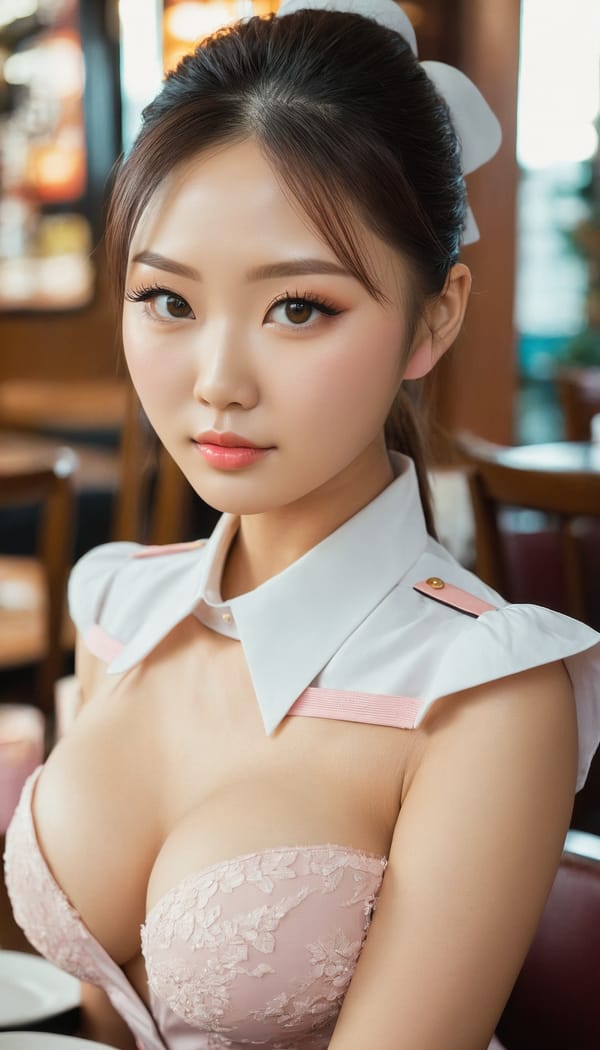 Tags: 21872187, SDXL
{"3": {"inputs": {"seed": 491680505640209, "steps": 32, "cfg": 5.56, "sampler_name": "dpmpp_2m", "scheduler": "karras", "denoise": 1.0, "model": ["27", 0], "positive": ["6", 0], "negative": ["7", 0], "latent_image": ["5", 0]}, "class_type": "KSampler"}, "4": {"inputs": {"ckpt_name": "juggernautxl.safetensors"}, "class_type": "CheckpointLoaderSimple"}, "5": {"inputs": {"width": 768, "height": 1344, "batch_size": 1}, "class_type": "EmptyLatentImage"}, "6": {"inputs": {"text": "28 year old girl, (chinese:0.98), (ukrainian:1.02), (eyelashes:1.14), (detailed face:1.13), (seductive facial expression:1.05), (temptress:1.00), (beautiful eyes:1.09), (double eyelids:1.12), (blush:1.10), (idol:0.99), (seductive pose:1.12), (slim:1.03), (cute:1.13), (sexy lips:1.05), (on all fours:1.00), (spreading ass cheeks:1.04), (from behind:1.11), (backboob:0.95), (a waitress in uniform:1.01) working at a restaurant, (natural looking skin:1.06), (candid cinema:1.06), (detailed skin:1.04), (portra:1.08), (RAW:1.08), (textured skin:1.08), (soft lighting:1.08), (film:1.08), (skin fuzz:1.09)", "clip": ["27", 1]}, "class_type": "CLIPTextEncode"}, "7": {"inputs": {"text": "(watermark:1.06), (twisted:1.09), (worst quality:1.12), (distorted:1.09), (low resolution:1.10), (open mouth:1.11), (bad hands:1.08)", "clip": ["27", 1]}, "class_type": "CLIPTextEncode"}, "8": {"inputs": {"samples": ["3", 0], "vae": ["4", 2]}, "class_type": "VAEDecode"}, "25": {"inputs": {"lora_name": "nudify_xl.safetensors", "strength_model": 0.06, "strength_clip": 0.09, "model": ["4", 0], "clip": ["4", 1]}, "class_type": "LoraLoader"}, "26": {"inputs": {"lora_name": "shirtlift_SDXL_v2.safetensors", "strength_model": 0.11, "strength_clip": 0.18, "model": ["25", 0], "clip": ["25", 1]}, "class_type": "LoraLoader"}, "27": {"inputs": {"lora_name": "PerfectEyesXL.safetensors", "strength_model": 0.07, "strength_clip": 0.08, "model": ["26", 0], "clip": ["26", 1]}, "class_type": "LoraLoader"}, "30": {"inputs": {"model_name": "4x_NMKD-Superscale-SP_178000_G.pth"}, "class_type": "UpscaleModelLoader"}, "31": {"inputs": {"upscale_model": ["30", 0], "image": ["8", 0]}, "class_type": "ImageUpscaleWithModel"}, "32": {"inputs": {"upscale_method": "lanczos", "scale_by": 0.5, "image": ["31", 0]}, "class_type": "ImageScaleBy"}, "33": {"inputs": {"pixels": ["32", 0], "vae": ["4", 2]}, "class_type": "VAEEncode"}, "34": {"inputs": {"seed": 491680505640209, "steps": 32, "cfg": 5.56, "sampler_name": "dpmpp_2m", "scheduler": "karras", "denoise": 0.3, "model": ["27", 0], "positive": ["6", 0], "negative": ["7", 0], "latent_image": ["33", 0]}, "class_type": "KSampler"}, "36": {"inputs": {"samples": ["34", 0], "vae": ["4", 2]}, "class_type": "VAEDecode"}, "39": {"inputs": {"filename_prefix": "comfyapi-1723695723097", "images": ["36", 0]}, "class_type": "SaveImage"}}