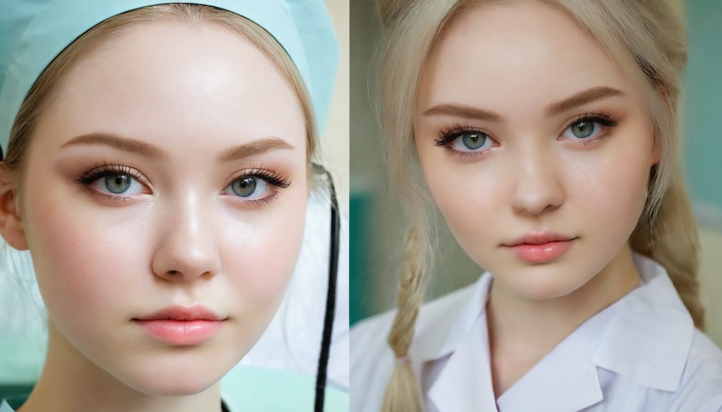 Tags: 21872187, SDXL
{"3": {"inputs": {"seed": 155004329943337, "steps": 64, "cfg": 5.99, "sampler_name": "dpmpp_2m", "scheduler": "karras", "denoise": 1.0, "model": ["27", 0], "positive": ["6", 0], "negative": ["7", 0], "latent_image": ["5", 0]}, "class_type": "KSampler"}, "4": {"inputs": {"ckpt_name": "juggernautxl.safetensors"}, "class_type": "CheckpointLoaderSimple"}, "5": {"inputs": {"width": 1344, "height": 768, "batch_size": 1}, "class_type": "EmptyLatentImage"}, "6": {"inputs": {"text": "18 year old girl, (russian:1.04), (pale skin:1.08), (cute:1.06), (beautiful eyes:1.06), (blush:1.09), (idol:1.11), (seductive facial expression:0.99), (seductive pose:1.09), (double eyelids:0.98), (detailed face:1.08), (eyelashes:1.06), (slim:1.07), (sexy lips:1.06), (temptress:1.02), (perky ass:1.08), (exposed ass:1.13), (looking back:0.96), (sexy ass:1.08), (thigh gap:1.05), (nurse in uniform:1.14) working in a hospital ward, (detailed skin:1.01), (skin fuzz:1.05), (film:1.02), (soft lighting:1.09), (textured skin:1.01), (portra:1.04), (RAW:1.05), (candid cinema:1.06), (natural looking skin:1.06)", "clip": ["27", 1]}, "class_type": "CLIPTextEncode"}, "7": {"inputs": {"text": "(bad hands:1.10), (open mouth:1.06), (twisted:1.10), (worst quality:1.12), (distorted:1.13), (watermark:1.07), (low resolution:1.07)", "clip": ["27", 1]}, "class_type": "CLIPTextEncode"}, "8": {"inputs": {"samples": ["3", 0], "vae": ["4", 2]}, "class_type": "VAEDecode"}, "25": {"inputs": {"lora_name": "nudify_xl.safetensors", "strength_model": 0.27, "strength_clip": 0.05, "model": ["4", 0], "clip": ["4", 1]}, "class_type": "LoraLoader"}, "26": {"inputs": {"lora_name": "shirtlift_SDXL_v2.safetensors", "strength_model": 0.1, "strength_clip": 0.11, "model": ["25", 0], "clip": ["25", 1]}, "class_type": "LoraLoader"}, "27": {"inputs": {"lora_name": "PerfectEyesXL.safetensors", "strength_model": 0.18, "strength_clip": 0.03, "model": ["26", 0], "clip": ["26", 1]}, "class_type": "LoraLoader"}, "30": {"inputs": {"model_name": "4x_NMKD-Superscale-SP_178000_G.pth"}, "class_type": "UpscaleModelLoader"}, "31": {"inputs": {"upscale_model": ["30", 0], "image": ["8", 0]}, "class_type": "ImageUpscaleWithModel"}, "32": {"inputs": {"upscale_method": "lanczos", "scale_by": 0.5, "image": ["31", 0]}, "class_type": "ImageScaleBy"}, "33": {"inputs": {"pixels": ["32", 0], "vae": ["4", 2]}, "class_type": "VAEEncode"}, "34": {"inputs": {"seed": 155004329943337, "steps": 64, "cfg": 5.99, "sampler_name": "dpmpp_2m", "scheduler": "karras", "denoise": 0.3, "model": ["27", 0], "positive": ["6", 0], "negative": ["7", 0], "latent_image": ["33", 0]}, "class_type": "KSampler"}, "36": {"inputs": {"samples": ["34", 0], "vae": ["4", 2]}, "class_type": "VAEDecode"}, "39": {"inputs": {"filename_prefix": "comfyapi-1713472111126", "images": ["36", 0]}, "class_type": "SaveImage"}}