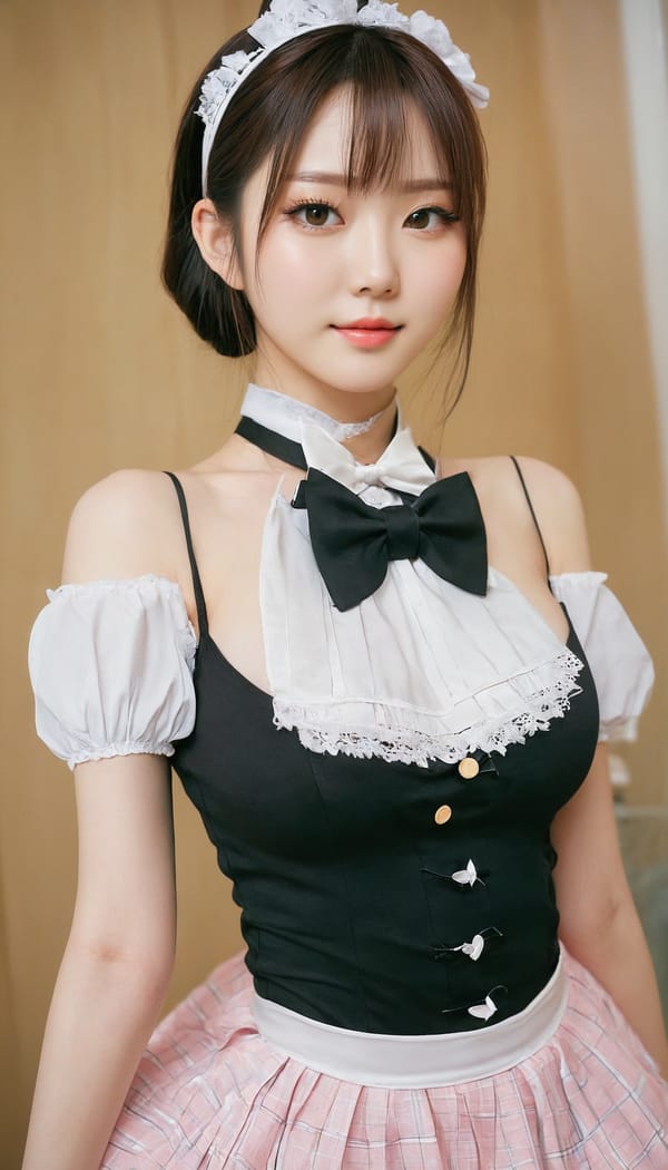 Tags: 21872187, SDXL
{"3": {"inputs": {"seed": 206089849377691, "steps": 32, "cfg": 5.14, "sampler_name": "dpmpp_2m", "scheduler": "karras", "denoise": 1.0, "model": ["27", 0], "positive": ["6", 0], "negative": ["7", 0], "latent_image": ["5", 0]}, "class_type": "KSampler"}, "4": {"inputs": {"ckpt_name": "juggernautxl.safetensors"}, "class_type": "CheckpointLoaderSimple"}, "5": {"inputs": {"width": 768, "height": 1344, "batch_size": 1}, "class_type": "EmptyLatentImage"}, "6": {"inputs": {"text": "24 year old girl, (japanese:1.08), (korean:1.01), (ukrainian:1.14), (slim:0.97), (cute:1.02), (double eyelids:1.08), (sexy lips:1.05), (eyelashes:0.99), (pale skin:1.04), (detailed face:1.13), (temptress:1.03), (blush:1.01), (beautiful eyes:0.99), (seductive facial expression:1.05), (seductive pose:1.01), (in a seductive pose:1.07), (large perky breasts:1.02), (cleavage:0.95), (thigh gap:1.01), in a (skimpy maid costume:0.98) working at a maid cafe, choker, bowtie, headband, pleated skirt, (skin fuzz:1.01), (portra:1.06), (soft lighting:1.00), (film:1.05), (candid cinema:1.08), (natural looking skin:1.03), (detailed skin:1.04), (RAW:1.03), (textured skin:1.08)", "clip": ["27", 1]}, "class_type": "CLIPTextEncode"}, "7": {"inputs": {"text": "(bad hands:1.14), (distorted:1.12), (open mouth:1.10), (twisted:1.13), (low resolution:1.08), (worst quality:1.09), (watermark:1.09)", "clip": ["27", 1]}, "class_type": "CLIPTextEncode"}, "8": {"inputs": {"samples": ["3", 0], "vae": ["4", 2]}, "class_type": "VAEDecode"}, "25": {"inputs": {"lora_name": "nudify_xl.safetensors", "strength_model": 0.35, "strength_clip": 0.12, "model": ["4", 0], "clip": ["4", 1]}, "class_type": "LoraLoader"}, "26": {"inputs": {"lora_name": "shirtlift_SDXL_v2.safetensors", "strength_model": 0.09, "strength_clip": 0.1, "model": ["25", 0], "clip": ["25", 1]}, "class_type": "LoraLoader"}, "27": {"inputs": {"lora_name": "PerfectEyesXL.safetensors", "strength_model": 0.06, "strength_clip": 0.09, "model": ["26", 0], "clip": ["26", 1]}, "class_type": "LoraLoader"}, "30": {"inputs": {"model_name": "4x_NMKD-Superscale-SP_178000_G.pth"}, "class_type": "UpscaleModelLoader"}, "31": {"inputs": {"upscale_model": ["30", 0], "image": ["8", 0]}, "class_type": "ImageUpscaleWithModel"}, "32": {"inputs": {"upscale_method": "lanczos", "scale_by": 0.5, "image": ["31", 0]}, "class_type": "ImageScaleBy"}, "33": {"inputs": {"pixels": ["32", 0], "vae": ["4", 2]}, "class_type": "VAEEncode"}, "34": {"inputs": {"seed": 206089849377691, "steps": 32, "cfg": 5.14, "sampler_name": "dpmpp_2m", "scheduler": "karras", "denoise": 0.3, "model": ["27", 0], "positive": ["6", 0], "negative": ["7", 0], "latent_image": ["33", 0]}, "class_type": "KSampler"}, "36": {"inputs": {"samples": ["34", 0], "vae": ["4", 2]}, "class_type": "VAEDecode"}, "39": {"inputs": {"filename_prefix": "comfyapi-1733836901266", "images": ["36", 0]}, "class_type": "SaveImage"}}