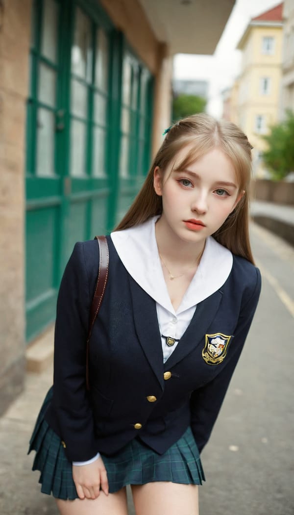 Tags: 21872187, SDXL
{"3": {"inputs": {"seed": 816557925614215, "steps": 32, "cfg": 6.03, "sampler_name": "dpmpp_2m", "scheduler": "karras", "denoise": 1.0, "model": ["27", 0], "positive": ["6", 0], "negative": ["7", 0], "latent_image": ["5", 0]}, "class_type": "KSampler"}, "4": {"inputs": {"ckpt_name": "leosamsHelloworldSDXL_helloworldSDXL32DPO.safetensors"}, "class_type": "CheckpointLoaderSimple"}, "5": {"inputs": {"width": 768, "height": 1344, "batch_size": 1}, "class_type": "EmptyLatentImage"}, "6": {"inputs": {"text": "18 year old girl, (irish:0.99), (russian:0.97), (cute:1.02), (sexy lips:1.07), (slim:1.13), (detailed face:1.14), (pale skin:1.09), (seductive pose:1.02), (double eyelids:1.08), (beautiful eyes:1.04), (eyelashes:1.08), (blush:0.99), (seductive facial expression:1.05), (idol:0.97), (in a seductive pose:1.14), (large perky breasts:1.09), (cleavage:1.12), (thigh gap:1.08), (school uniform:1.12), choker, busy street, (portra:1.01), (RAW:1.09), (soft lighting:1.04), (textured skin:1.08), (detailed skin:1.00), (candid cinema:1.03), (film:1.01), (skin fuzz:1.05), (natural looking skin:1.03)", "clip": ["27", 1]}, "class_type": "CLIPTextEncode"}, "7": {"inputs": {"text": "(bad hands:1.11), (distorted:1.14), (open mouth:1.08), (watermark:1.06), (twisted:1.14), (low resolution:1.05), (worst quality:1.11)", "clip": ["27", 1]}, "class_type": "CLIPTextEncode"}, "8": {"inputs": {"samples": ["3", 0], "vae": ["4", 2]}, "class_type": "VAEDecode"}, "25": {"inputs": {"lora_name": "nudify_xl.safetensors", "strength_model": 0.15, "strength_clip": 0.27, "model": ["4", 0], "clip": ["4", 1]}, "class_type": "LoraLoader"}, "26": {"inputs": {"lora_name": "shirtlift_SDXL_v2.safetensors", "strength_model": 0.06, "strength_clip": 0.19, "model": ["25", 0], "clip": ["25", 1]}, "class_type": "LoraLoader"}, "27": {"inputs": {"lora_name": "PerfectEyesXL.safetensors", "strength_model": 0.02, "strength_clip": 0.11, "model": ["26", 0], "clip": ["26", 1]}, "class_type": "LoraLoader"}, "30": {"inputs": {"model_name": "4x_NMKD-Superscale-SP_178000_G.pth"}, "class_type": "UpscaleModelLoader"}, "31": {"inputs": {"upscale_model": ["30", 0], "image": ["8", 0]}, "class_type": "ImageUpscaleWithModel"}, "32": {"inputs": {"upscale_method": "lanczos", "scale_by": 0.5, "image": ["31", 0]}, "class_type": "ImageScaleBy"}, "33": {"inputs": {"pixels": ["32", 0], "vae": ["4", 2]}, "class_type": "VAEEncode"}, "34": {"inputs": {"seed": 816557925614215, "steps": 32, "cfg": 6.03, "sampler_name": "dpmpp_2m", "scheduler": "karras", "denoise": 0.3, "model": ["27", 0], "positive": ["6", 0], "negative": ["7", 0], "latent_image": ["33", 0]}, "class_type": "KSampler"}, "36": {"inputs": {"samples": ["34", 0], "vae": ["4", 2]}, "class_type": "VAEDecode"}, "39": {"inputs": {"filename_prefix": "comfyapi-1707868095317", "images": ["36", 0]}, "class_type": "SaveImage"}}