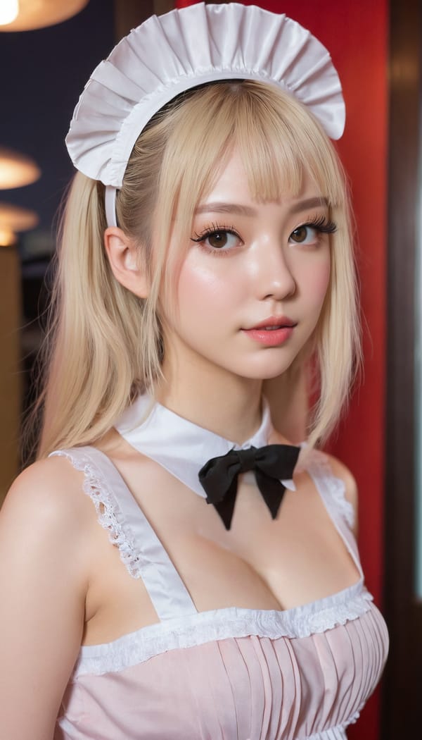 Tags: 21872187, SDXL
{"3": {"inputs": {"seed": 813443854474243, "steps": 32, "cfg": 6.38, "sampler_name": "dpmpp_2m", "scheduler": "karras", "denoise": 1.0, "model": ["27", 0], "positive": ["6", 0], "negative": ["7", 0], "latent_image": ["5", 0]}, "class_type": "KSampler"}, "4": {"inputs": {"ckpt_name": "juggernautxl.safetensors"}, "class_type": "CheckpointLoaderSimple"}, "5": {"inputs": {"width": 768, "height": 1344, "batch_size": 1}, "class_type": "EmptyLatentImage"}, "6": {"inputs": {"text": "28 year old girl, (detailed face:1.11), (slim:1.06), (eyelashes:1.09), (sexy lips:1.01), (temptress:1.02), (seductive facial expression:0.98), (cute:0.95), (blush:0.99), (idol:1.06), (double eyelids:1.09), (pale skin:0.98), (beautiful eyes:1.02), (perky ass:1.03), (exposed ass:1.12), (looking back:1.06), (sexy ass:1.06), (thigh gap:1.02), in a (skimpy maid costume:1.06) working at a maid cafe, choker, bowtie, headband, pleated skirt, (textured skin:1.08), (film:1.05), (portra:1.07), (soft lighting:1.06), (natural looking skin:1.03), (skin fuzz:1.09), (detailed skin:1.09), (RAW:1.08), (candid cinema:1.06)", "clip": ["27", 1]}, "class_type": "CLIPTextEncode"}, "7": {"inputs": {"text": "(bad hands:1.12), (watermark:1.05), (open mouth:1.05), (worst quality:1.12), (distorted:1.13), (low resolution:1.09), (twisted:1.06)", "clip": ["27", 1]}, "class_type": "CLIPTextEncode"}, "8": {"inputs": {"samples": ["3", 0], "vae": ["4", 2]}, "class_type": "VAEDecode"}, "25": {"inputs": {"lora_name": "nudify_xl.safetensors", "strength_model": 0.07, "strength_clip": 0.34, "model": ["4", 0], "clip": ["4", 1]}, "class_type": "LoraLoader"}, "26": {"inputs": {"lora_name": "shirtlift_SDXL_v2.safetensors", "strength_model": 0.18, "strength_clip": 0.1, "model": ["25", 0], "clip": ["25", 1]}, "class_type": "LoraLoader"}, "27": {"inputs": {"lora_name": "PerfectEyesXL.safetensors", "strength_model": 0.0, "strength_clip": 0.13, "model": ["26", 0], "clip": ["26", 1]}, "class_type": "LoraLoader"}, "30": {"inputs": {"model_name": "4x_NMKD-Superscale-SP_178000_G.pth"}, "class_type": "UpscaleModelLoader"}, "31": {"inputs": {"upscale_model": ["30", 0], "image": ["8", 0]}, "class_type": "ImageUpscaleWithModel"}, "32": {"inputs": {"upscale_method": "lanczos", "scale_by": 0.5, "image": ["31", 0]}, "class_type": "ImageScaleBy"}, "33": {"inputs": {"pixels": ["32", 0], "vae": ["4", 2]}, "class_type": "VAEEncode"}, "34": {"inputs": {"seed": 813443854474243, "steps": 32, "cfg": 6.38, "sampler_name": "dpmpp_2m", "scheduler": "karras", "denoise": 0.3, "model": ["27", 0], "positive": ["6", 0], "negative": ["7", 0], "latent_image": ["33", 0]}, "class_type": "KSampler"}, "36": {"inputs": {"samples": ["34", 0], "vae": ["4", 2]}, "class_type": "VAEDecode"}, "39": {"inputs": {"filename_prefix": "comfyapi-1716574495766", "images": ["36", 0]}, "class_type": "SaveImage"}}