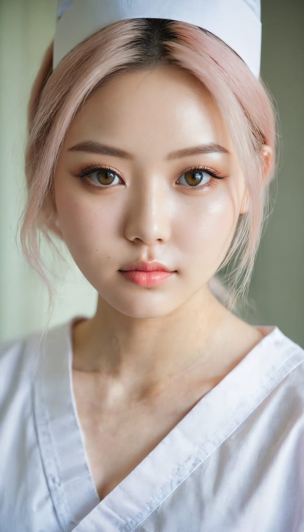 Tags: 21872187, SDXL
{"3": {"inputs": {"seed": 293918260919067, "steps": 32, "cfg": 6.53, "sampler_name": "dpmpp_2m", "scheduler": "karras", "denoise": 1.0, "model": ["27", 0], "positive": ["6", 0], "negative": ["7", 0], "latent_image": ["5", 0]}, "class_type": "KSampler"}, "4": {"inputs": {"ckpt_name": "juggernautxl.safetensors"}, "class_type": "CheckpointLoaderSimple"}, "5": {"inputs": {"width": 768, "height": 1344, "batch_size": 1}, "class_type": "EmptyLatentImage"}, "6": {"inputs": {"text": "23 year old girl, (detailed face:1.05), (sexy lips:1.02), (double eyelids:1.04), (slim:0.95), (idol:0.95), (seductive facial expression:0.95), (blush:0.96), (beautiful eyes:1.13), (seductive pose:1.11), (pale skin:1.03), (temptress:0.97), (in a seductive pose:0.98), (large perky breasts:1.11), (cleavage:0.95), (thigh gap:0.97), (nurse in uniform:1.07) working in a hospital ward, (soft lighting:1.03), (natural looking skin:1.01), (portra:1.02), (RAW:1.06), (skin fuzz:1.01), (candid cinema:1.02), (film:1.03), (detailed skin:1.05), (textured skin:1.01)", "clip": ["27", 1]}, "class_type": "CLIPTextEncode"}, "7": {"inputs": {"text": "(distorted:1.14), (bad hands:1.05), (twisted:1.06), (worst quality:1.10), (watermark:1.13), (low resolution:1.09), (open mouth:1.07)", "clip": ["27", 1]}, "class_type": "CLIPTextEncode"}, "8": {"inputs": {"samples": ["3", 0], "vae": ["4", 2]}, "class_type": "VAEDecode"}, "25": {"inputs": {"lora_name": "nudify_xl.safetensors", "strength_model": 0.0, "strength_clip": 0.02, "model": ["4", 0], "clip": ["4", 1]}, "class_type": "LoraLoader"}, "26": {"inputs": {"lora_name": "shirtlift_SDXL_v2.safetensors", "strength_model": 0.08, "strength_clip": 0.0, "model": ["25", 0], "clip": ["25", 1]}, "class_type": "LoraLoader"}, "27": {"inputs": {"lora_name": "PerfectEyesXL.safetensors", "strength_model": 0.18, "strength_clip": 0.01, "model": ["26", 0], "clip": ["26", 1]}, "class_type": "LoraLoader"}, "30": {"inputs": {"model_name": "4x_NMKD-Superscale-SP_178000_G.pth"}, "class_type": "UpscaleModelLoader"}, "31": {"inputs": {"upscale_model": ["30", 0], "image": ["8", 0]}, "class_type": "ImageUpscaleWithModel"}, "32": {"inputs": {"upscale_method": "lanczos", "scale_by": 0.5, "image": ["31", 0]}, "class_type": "ImageScaleBy"}, "33": {"inputs": {"pixels": ["32", 0], "vae": ["4", 2]}, "class_type": "VAEEncode"}, "34": {"inputs": {"seed": 293918260919067, "steps": 32, "cfg": 6.53, "sampler_name": "dpmpp_2m", "scheduler": "karras", "denoise": 0.3, "model": ["27", 0], "positive": ["6", 0], "negative": ["7", 0], "latent_image": ["33", 0]}, "class_type": "KSampler"}, "36": {"inputs": {"samples": ["34", 0], "vae": ["4", 2]}, "class_type": "VAEDecode"}, "39": {"inputs": {"filename_prefix": "comfyapi-1734242499669", "images": ["36", 0]}, "class_type": "SaveImage"}}