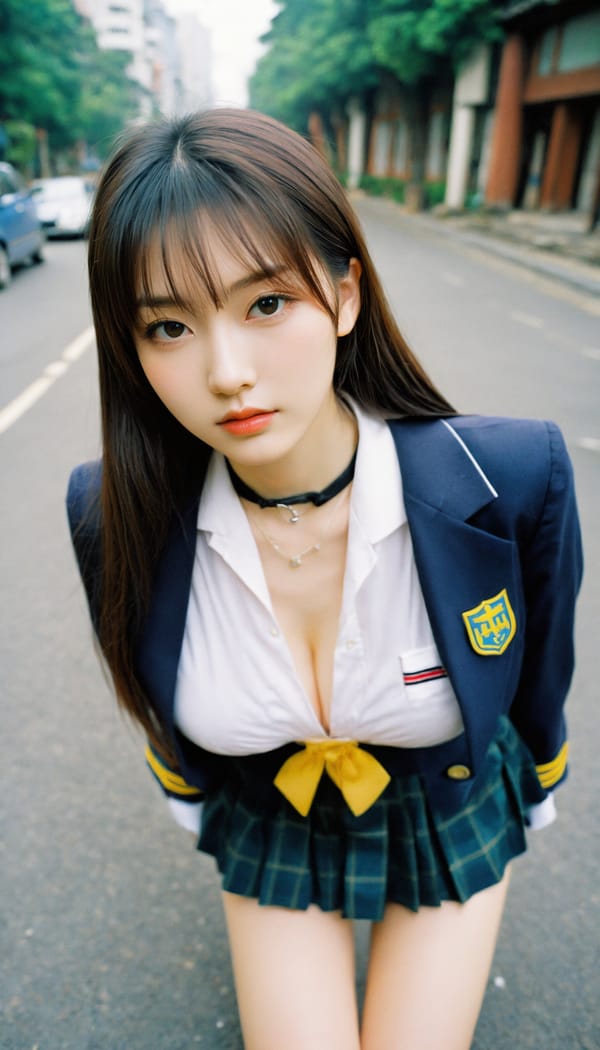 Tags: 21872187, SDXL
{"3": {"inputs": {"seed": 603123580668760, "steps": 64, "cfg": 7.56, "sampler_name": "dpmpp_2m", "scheduler": "karras", "denoise": 1.0, "model": ["27", 0], "positive": ["6", 0], "negative": ["7", 0], "latent_image": ["5", 0]}, "class_type": "KSampler"}, "4": {"inputs": {"ckpt_name": "helloworldxl.safetensors"}, "class_type": "CheckpointLoaderSimple"}, "5": {"inputs": {"width": 768, "height": 1344, "batch_size": 1}, "class_type": "EmptyLatentImage"}, "6": {"inputs": {"text": "20 year old girl, (ukrainian:1.03), (japanese:1.01), (taiwanese:0.97), (detailed face:1.04), (double eyelids:1.09), (pale skin:0.98), (slim:1.01), (blush:1.00), (eyelashes:1.04), (idol:1.10), (seductive pose:1.01), (beautiful eyes:1.00), (seductive facial expression:1.01), (sexy lips:1.02), (temptress:1.11), (in a seductive pose:1.06), (large perky breasts:1.06), (cleavage:1.07), (thigh gap:1.11), (school uniform:1.09), choker, busy street, (soft lighting:1.05), (film:1.00), (RAW:1.09), (skin fuzz:1.05), (detailed skin:1.03), (natural looking skin:1.07), (candid cinema:1.07), (portra:1.07)", "clip": ["27", 1]}, "class_type": "CLIPTextEncode"}, "7": {"inputs": {"text": "(twisted:1.08), (low resolution:1.09), (distorted:1.10), (worst quality:1.09), (watermark:1.10), (open mouth:1.06), (bad hands:1.11)", "clip": ["27", 1]}, "class_type": "CLIPTextEncode"}, "8": {"inputs": {"samples": ["3", 0], "vae": ["4", 2]}, "class_type": "VAEDecode"}, "25": {"inputs": {"lora_name": "nudify_xl.safetensors", "strength_model": 0.08, "strength_clip": 0.24, "model": ["4", 0], "clip": ["4", 1]}, "class_type": "LoraLoader"}, "26": {"inputs": {"lora_name": "shirtlift_SDXL_v2.safetensors", "strength_model": 0.02, "strength_clip": 0.15, "model": ["25", 0], "clip": ["25", 1]}, "class_type": "LoraLoader"}, "27": {"inputs": {"lora_name": "PerfectEyesXL.safetensors", "strength_model": 0.04, "strength_clip": 0.1, "model": ["26", 0], "clip": ["26", 1]}, "class_type": "LoraLoader"}, "30": {"inputs": {"model_name": "4x_NMKD-Superscale-SP_178000_G.pth"}, "class_type": "UpscaleModelLoader"}, "31": {"inputs": {"upscale_model": ["30", 0], "image": ["8", 0]}, "class_type": "ImageUpscaleWithModel"}, "32": {"inputs": {"upscale_method": "lanczos", "scale_by": 0.5, "image": ["31", 0]}, "class_type": "ImageScaleBy"}, "33": {"inputs": {"pixels": ["32", 0], "vae": ["4", 2]}, "class_type": "VAEEncode"}, "34": {"inputs": {"seed": 603123580668760, "steps": 64, "cfg": 7.56, "sampler_name": "dpmpp_2m", "scheduler": "karras", "denoise": 0.3, "model": ["27", 0], "positive": ["6", 0], "negative": ["7", 0], "latent_image": ["33", 0]}, "class_type": "KSampler"}, "36": {"inputs": {"samples": ["34", 0], "vae": ["4", 2]}, "class_type": "VAEDecode"}, "39": {"inputs": {"filename_prefix": "comfyapi-1724527982086", "images": ["36", 0]}, "class_type": "SaveImage"}}