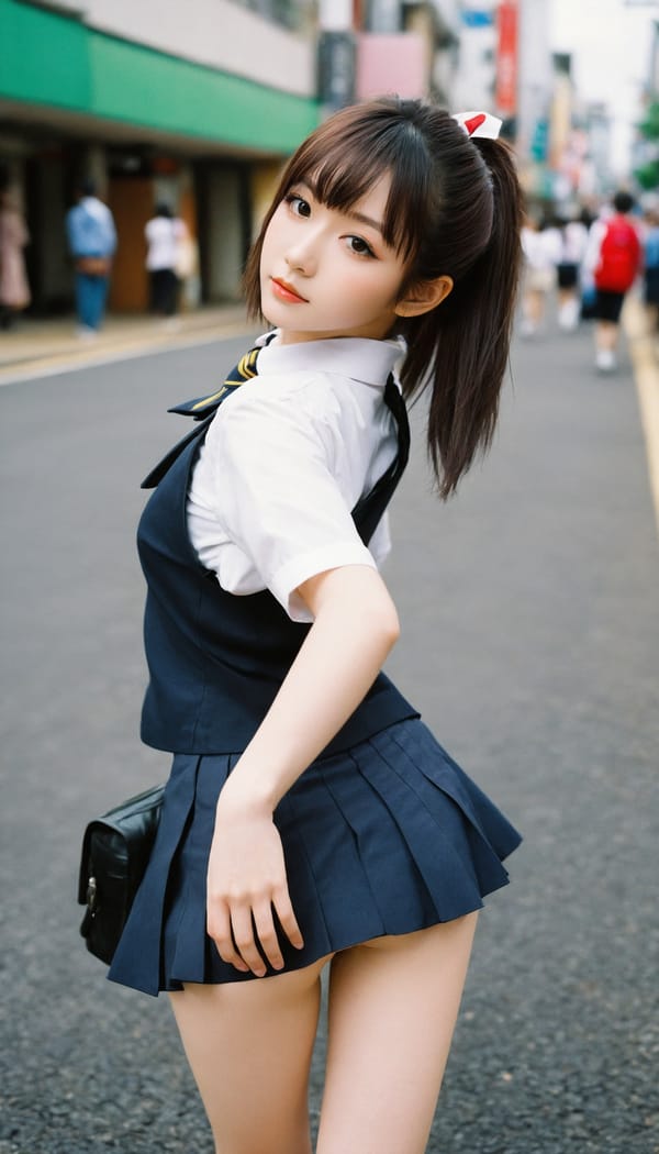 Tags: 21872187, SDXL
{"3": {"inputs": {"seed": 796371887779200, "steps": 32, "cfg": 6.81, "sampler_name": "dpmpp_2m", "scheduler": "karras", "denoise": 1.0, "model": ["27", 0], "positive": ["6", 0], "negative": ["7", 0], "latent_image": ["5", 0]}, "class_type": "KSampler"}, "4": {"inputs": {"ckpt_name": "helloworldxl.safetensors"}, "class_type": "CheckpointLoaderSimple"}, "5": {"inputs": {"width": 768, "height": 1344, "batch_size": 1}, "class_type": "EmptyLatentImage"}, "6": {"inputs": {"text": "21 year old girl, (japanese:1.00), (slim:1.05), (seductive facial expression:1.11), (idol:0.96), (sexy lips:1.00), (blush:1.09), (pale skin:1.00), (detailed face:1.11), (cute:0.98), (seductive pose:0.99), (temptress:1.02), (eyelashes:1.13), (double eyelids:0.97), (perky ass:0.98), (exposed ass:1.04), (looking back:1.06), (sexy ass:0.98), (thigh gap:0.95), (school uniform:0.99), choker, busy street, (textured skin:1.00), (detailed skin:1.08), (skin fuzz:1.08), (film:1.05), (portra:1.03), (candid cinema:1.04), (RAW:1.01), (soft lighting:1.00), (natural looking skin:1.01)", "clip": ["27", 1]}, "class_type": "CLIPTextEncode"}, "7": {"inputs": {"text": "(worst quality:1.06), (twisted:1.10), (watermark:1.05), (low resolution:1.05), (bad hands:1.09), (open mouth:1.12), (distorted:1.13)", "clip": ["27", 1]}, "class_type": "CLIPTextEncode"}, "8": {"inputs": {"samples": ["3", 0], "vae": ["4", 2]}, "class_type": "VAEDecode"}, "25": {"inputs": {"lora_name": "nudify_xl.safetensors", "strength_model": 0.05, "strength_clip": 0.09, "model": ["4", 0], "clip": ["4", 1]}, "class_type": "LoraLoader"}, "26": {"inputs": {"lora_name": "shirtlift_SDXL_v2.safetensors", "strength_model": 0.01, "strength_clip": 0.14, "model": ["25", 0], "clip": ["25", 1]}, "class_type": "LoraLoader"}, "27": {"inputs": {"lora_name": "PerfectEyesXL.safetensors", "strength_model": 0.1, "strength_clip": 0.16, "model": ["26", 0], "clip": ["26", 1]}, "class_type": "LoraLoader"}, "30": {"inputs": {"model_name": "4x_NMKD-Superscale-SP_178000_G.pth"}, "class_type": "UpscaleModelLoader"}, "31": {"inputs": {"upscale_model": ["30", 0], "image": ["8", 0]}, "class_type": "ImageUpscaleWithModel"}, "32": {"inputs": {"upscale_method": "lanczos", "scale_by": 0.5, "image": ["31", 0]}, "class_type": "ImageScaleBy"}, "33": {"inputs": {"pixels": ["32", 0], "vae": ["4", 2]}, "class_type": "VAEEncode"}, "34": {"inputs": {"seed": 796371887779200, "steps": 32, "cfg": 6.81, "sampler_name": "dpmpp_2m", "scheduler": "karras", "denoise": 0.3, "model": ["27", 0], "positive": ["6", 0], "negative": ["7", 0], "latent_image": ["33", 0]}, "class_type": "KSampler"}, "36": {"inputs": {"samples": ["34", 0], "vae": ["4", 2]}, "class_type": "VAEDecode"}, "39": {"inputs": {"filename_prefix": "comfyapi-1725411383764", "images": ["36", 0]}, "class_type": "SaveImage"}}