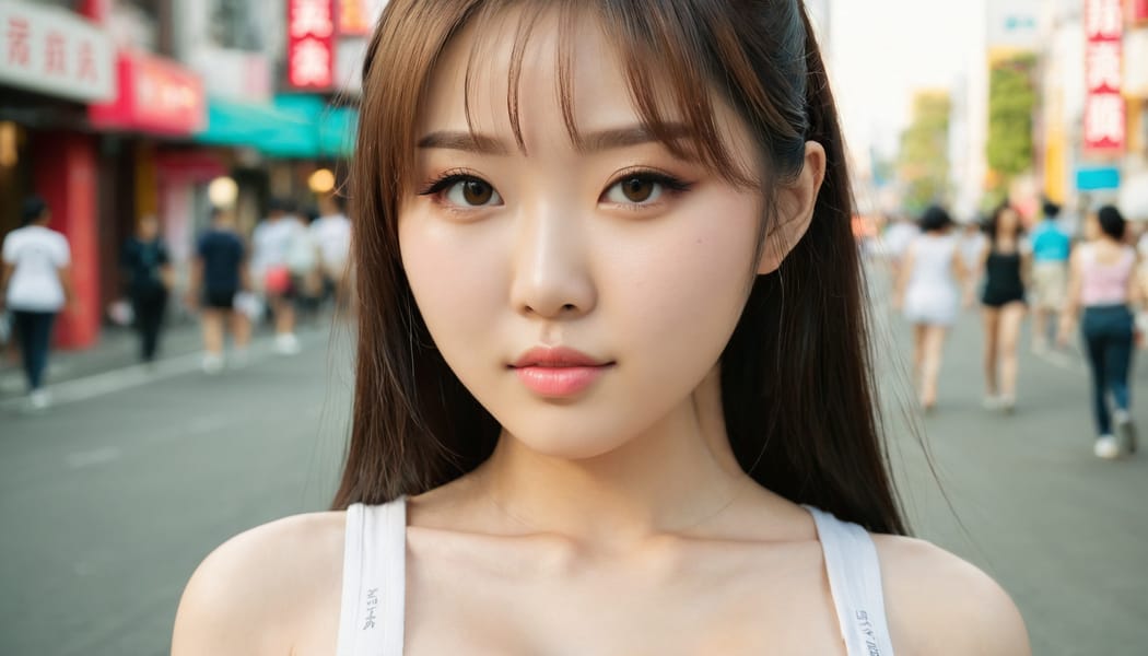 Tags: 21872187, SDXL
{"3": {"inputs": {"seed": 959840127471535, "steps": 64, "cfg": 7.09, "sampler_name": "dpmpp_2m", "scheduler": "karras", "denoise": 1.0, "model": ["27", 0], "positive": ["6", 0], "negative": ["7", 0], "latent_image": ["5", 0]}, "class_type": "KSampler"}, "4": {"inputs": {"ckpt_name": "juggernautxl.safetensors"}, "class_type": "CheckpointLoaderSimple"}, "5": {"inputs": {"width": 1344, "height": 768, "batch_size": 1}, "class_type": "EmptyLatentImage"}, "6": {"inputs": {"text": "22 year old girl, (chinese:1.14), (russian:1.04), (japanese:1.01), (irish:1.12), (idol:1.08), (sexy lips:1.11), (double eyelids:1.07), (blush:1.07), (cute:1.03), (slim:1.11), (temptress:1.08), (detailed face:1.10), (seductive pose:0.98), (seductive facial expression:1.01), (beautiful eyes:1.03), (pale skin:1.04), (eyelashes:0.99), (in a seductive pose:0.97), (large perky breasts:1.05), (cleavage:1.06), (thigh gap:1.11), (white tanktop:0.95), busy street, (detailed skin:1.04), (RAW:1.07), (natural looking skin:1.02), (film:1.08), (candid cinema:1.00), (portra:1.02), (soft lighting:1.08), (skin fuzz:1.09)", "clip": ["27", 1]}, "class_type": "CLIPTextEncode"}, "7": {"inputs": {"text": "(twisted:1.10), (open mouth:1.09), (low resolution:1.09), (distorted:1.07), (watermark:1.11), (worst quality:1.09), (bad hands:1.14)", "clip": ["27", 1]}, "class_type": "CLIPTextEncode"}, "8": {"inputs": {"samples": ["3", 0], "vae": ["4", 2]}, "class_type": "VAEDecode"}, "25": {"inputs": {"lora_name": "nudify_xl.safetensors", "strength_model": 0.27, "strength_clip": 0.39, "model": ["4", 0], "clip": ["4", 1]}, "class_type": "LoraLoader"}, "26": {"inputs": {"lora_name": "shirtlift_SDXL_v2.safetensors", "strength_model": 0.15, "strength_clip": 0.18, "model": ["25", 0], "clip": ["25", 1]}, "class_type": "LoraLoader"}, "27": {"inputs": {"lora_name": "PerfectEyesXL.safetensors", "strength_model": 0.08, "strength_clip": 0.16, "model": ["26", 0], "clip": ["26", 1]}, "class_type": "LoraLoader"}, "30": {"inputs": {"model_name": "4x_NMKD-Superscale-SP_178000_G.pth"}, "class_type": "UpscaleModelLoader"}, "31": {"inputs": {"upscale_model": ["30", 0], "image": ["8", 0]}, "class_type": "ImageUpscaleWithModel"}, "32": {"inputs": {"upscale_method": "lanczos", "scale_by": 0.5, "image": ["31", 0]}, "class_type": "ImageScaleBy"}, "33": {"inputs": {"pixels": ["32", 0], "vae": ["4", 2]}, "class_type": "VAEEncode"}, "34": {"inputs": {"seed": 959840127471535, "steps": 64, "cfg": 7.09, "sampler_name": "dpmpp_2m", "scheduler": "karras", "denoise": 0.3, "model": ["27", 0], "positive": ["6", 0], "negative": ["7", 0], "latent_image": ["33", 0]}, "class_type": "KSampler"}, "36": {"inputs": {"samples": ["34", 0], "vae": ["4", 2]}, "class_type": "VAEDecode"}, "39": {"inputs": {"filename_prefix": "comfyapi-1732007521999", "images": ["36", 0]}, "class_type": "SaveImage"}}