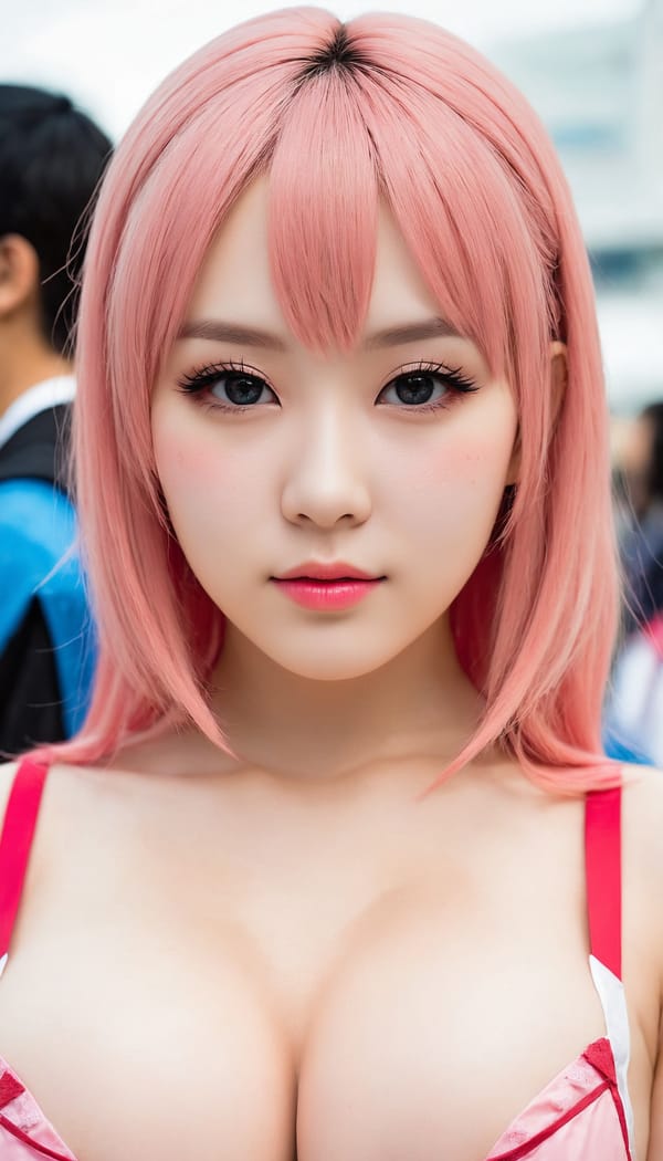 Tags: 21872187, SDXL
{"3": {"inputs": {"seed": 387050819607939, "steps": 32, "cfg": 6.36, "sampler_name": "dpmpp_2m", "scheduler": "karras", "denoise": 1.0, "model": ["27", 0], "positive": ["6", 0], "negative": ["7", 0], "latent_image": ["5", 0]}, "class_type": "KSampler"}, "4": {"inputs": {"ckpt_name": "juggernautXL_v8Rundiffusion.safetensors"}, "class_type": "CheckpointLoaderSimple"}, "5": {"inputs": {"width": 768, "height": 1344, "batch_size": 1}, "class_type": "EmptyLatentImage"}, "6": {"inputs": {"text": "27 year old girl, (temptress:1.06), (idol:0.99), (cute:1.00), (sexy lips:1.12), (blush:1.12), (detailed face:1.04), (beautiful eyes:1.05), (double eyelids:1.04), (seductive facial expression:0.99), (seductive pose:0.98), (eyelashes:0.98), (slim:1.09), (pale skin:1.08), (in a seductive pose:1.04), (large perky breasts:0.96), (cleavage:1.09), (thigh gap:1.03), (in a cosplay:1.08) at comiket posing for camera, (skin fuzz:1.00), (RAW:1.04), (portra:1.03), (detailed skin:1.05), (natural looking skin:1.05), (soft lighting:1.04), (candid cinema:1.00), (film:1.08), (textured skin:1.08)", "clip": ["27", 1]}, "class_type": "CLIPTextEncode"}, "7": {"inputs": {"text": "(twisted:1.07), (open mouth:1.06), (low resolution:1.06), (distorted:1.06), (watermark:1.08), (bad hands:1.13), (worst quality:1.14)", "clip": ["27", 1]}, "class_type": "CLIPTextEncode"}, "8": {"inputs": {"samples": ["3", 0], "vae": ["4", 2]}, "class_type": "VAEDecode"}, "25": {"inputs": {"lora_name": "nudify_xl.safetensors", "strength_model": 0.12, "strength_clip": 0.07, "model": ["4", 0], "clip": ["4", 1]}, "class_type": "LoraLoader"}, "26": {"inputs": {"lora_name": "shirtlift_SDXL_v2.safetensors", "strength_model": 0.0, "strength_clip": 0.13, "model": ["25", 0], "clip": ["25", 1]}, "class_type": "LoraLoader"}, "27": {"inputs": {"lora_name": "PerfectEyesXL.safetensors", "strength_model": 0.05, "strength_clip": 0.15, "model": ["26", 0], "clip": ["26", 1]}, "class_type": "LoraLoader"}, "30": {"inputs": {"model_name": "4x_NMKD-Superscale-SP_178000_G.pth"}, "class_type": "UpscaleModelLoader"}, "31": {"inputs": {"upscale_model": ["30", 0], "image": ["8", 0]}, "class_type": "ImageUpscaleWithModel"}, "32": {"inputs": {"upscale_method": "lanczos", "scale_by": 0.5, "image": ["31", 0]}, "class_type": "ImageScaleBy"}, "33": {"inputs": {"pixels": ["32", 0], "vae": ["4", 2]}, "class_type": "VAEEncode"}, "34": {"inputs": {"seed": 387050819607939, "steps": 32, "cfg": 6.36, "sampler_name": "dpmpp_2m", "scheduler": "karras", "denoise": 0.3, "model": ["27", 0], "positive": ["6", 0], "negative": ["7", 0], "latent_image": ["33", 0]}, "class_type": "KSampler"}, "36": {"inputs": {"samples": ["34", 0], "vae": ["4", 2]}, "class_type": "VAEDecode"}, "39": {"inputs": {"filename_prefix": "comfyapi-1709446973806", "images": ["36", 0]}, "class_type": "SaveImage"}}