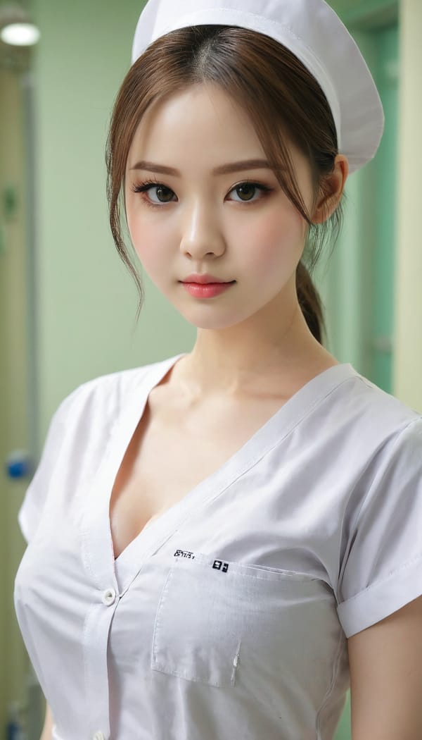 Tags: 21872187, SDXL
{"3": {"inputs": {"seed": 953018958512766, "steps": 64, "cfg": 5.92, "sampler_name": "dpmpp_2m", "scheduler": "karras", "denoise": 1.0, "model": ["27", 0], "positive": ["6", 0], "negative": ["7", 0], "latent_image": ["5", 0]}, "class_type": "KSampler"}, "4": {"inputs": {"ckpt_name": "juggernautxl.safetensors"}, "class_type": "CheckpointLoaderSimple"}, "5": {"inputs": {"width": 768, "height": 1344, "batch_size": 1}, "class_type": "EmptyLatentImage"}, "6": {"inputs": {"text": "22 year old girl, (double eyelids:0.98), (cute:0.99), (seductive pose:1.00), (pale skin:1.06), (blush:1.01), (sexy lips:1.06), (detailed face:1.12), (eyelashes:1.10), (beautiful eyes:1.09), (slim:0.96), (seductive facial expression:1.13), (idol:1.12), (in a seductive pose:0.99), (large perky breasts:1.06), (cleavage:1.11), (thigh gap:1.00), (nurse in uniform:1.03) working in a hospital ward, (natural looking skin:1.03), (film:1.07), (soft lighting:1.03), (candid cinema:1.05), (portra:1.02), (RAW:1.00), (skin fuzz:1.02), (detailed skin:1.04), (textured skin:1.04)", "clip": ["27", 1]}, "class_type": "CLIPTextEncode"}, "7": {"inputs": {"text": "(bad hands:1.07), (distorted:1.11), (open mouth:1.06), (twisted:1.12), (low resolution:1.06), (watermark:1.11), (worst quality:1.05)", "clip": ["27", 1]}, "class_type": "CLIPTextEncode"}, "8": {"inputs": {"samples": ["3", 0], "vae": ["4", 2]}, "class_type": "VAEDecode"}, "25": {"inputs": {"lora_name": "nudify_xl.safetensors", "strength_model": 0.04, "strength_clip": 0.08, "model": ["4", 0], "clip": ["4", 1]}, "class_type": "LoraLoader"}, "26": {"inputs": {"lora_name": "shirtlift_SDXL_v2.safetensors", "strength_model": 0.12, "strength_clip": 0.02, "model": ["25", 0], "clip": ["25", 1]}, "class_type": "LoraLoader"}, "27": {"inputs": {"lora_name": "PerfectEyesXL.safetensors", "strength_model": 0.14, "strength_clip": 0.11, "model": ["26", 0], "clip": ["26", 1]}, "class_type": "LoraLoader"}, "30": {"inputs": {"model_name": "4x_NMKD-Superscale-SP_178000_G.pth"}, "class_type": "UpscaleModelLoader"}, "31": {"inputs": {"upscale_model": ["30", 0], "image": ["8", 0]}, "class_type": "ImageUpscaleWithModel"}, "32": {"inputs": {"upscale_method": "lanczos", "scale_by": 0.5, "image": ["31", 0]}, "class_type": "ImageScaleBy"}, "33": {"inputs": {"pixels": ["32", 0], "vae": ["4", 2]}, "class_type": "VAEEncode"}, "34": {"inputs": {"seed": 953018958512766, "steps": 64, "cfg": 5.92, "sampler_name": "dpmpp_2m", "scheduler": "karras", "denoise": 0.3, "model": ["27", 0], "positive": ["6", 0], "negative": ["7", 0], "latent_image": ["33", 0]}, "class_type": "KSampler"}, "36": {"inputs": {"samples": ["34", 0], "vae": ["4", 2]}, "class_type": "VAEDecode"}, "39": {"inputs": {"filename_prefix": "comfyapi-1734117995173", "images": ["36", 0]}, "class_type": "SaveImage"}}