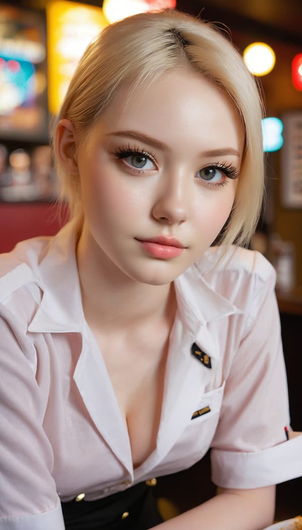 Tags: 21872187, SDXL
{"3": {"inputs": {"seed": 655964295994354, "steps": 32, "cfg": 7.1, "sampler_name": "dpmpp_2m", "scheduler": "karras", "denoise": 1.0, "model": ["27", 0], "positive": ["6", 0], "negative": ["7", 0], "latent_image": ["5", 0]}, "class_type": "KSampler"}, "4": {"inputs": {"ckpt_name": "juggernautxl.safetensors"}, "class_type": "CheckpointLoaderSimple"}, "5": {"inputs": {"width": 768, "height": 1344, "batch_size": 1}, "class_type": "EmptyLatentImage"}, "6": {"inputs": {"text": "23 year old girl, (pale skin:1.01), (detailed face:1.10), (sexy lips:0.96), (blush:0.97), (eyelashes:1.09), (beautiful eyes:1.07), (temptress:1.00), (seductive facial expression:1.06), (cute:1.14), (idol:0.97), (seductive pose:0.99), (double eyelids:1.11), (on all fours:1.07), (spreading ass cheeks:0.96), (from behind:1.01), (backboob:1.03), (a waitress in uniform:1.07) working at a restaurant, (candid cinema:1.06), (soft lighting:1.03), (detailed skin:1.04), (portra:1.00), (textured skin:1.02), (film:1.07), (natural looking skin:1.04), (skin fuzz:1.05)", "clip": ["27", 1]}, "class_type": "CLIPTextEncode"}, "7": {"inputs": {"text": "(open mouth:1.07), (worst quality:1.07), (watermark:1.10), (bad hands:1.12), (twisted:1.10), (distorted:1.10)", "clip": ["27", 1]}, "class_type": "CLIPTextEncode"}, "8": {"inputs": {"samples": ["3", 0], "vae": ["4", 2]}, "class_type": "VAEDecode"}, "25": {"inputs": {"lora_name": "nudify_xl.safetensors", "strength_model": 0.06, "strength_clip": 0.05, "model": ["4", 0], "clip": ["4", 1]}, "class_type": "LoraLoader"}, "26": {"inputs": {"lora_name": "shirtlift_SDXL_v2.safetensors", "strength_model": 0.12, "strength_clip": 0.03, "model": ["25", 0], "clip": ["25", 1]}, "class_type": "LoraLoader"}, "27": {"inputs": {"lora_name": "PerfectEyesXL.safetensors", "strength_model": 0.12, "strength_clip": 0.19, "model": ["26", 0], "clip": ["26", 1]}, "class_type": "LoraLoader"}, "30": {"inputs": {"model_name": "4x_NMKD-Superscale-SP_178000_G.pth"}, "class_type": "UpscaleModelLoader"}, "31": {"inputs": {"upscale_model": ["30", 0], "image": ["8", 0]}, "class_type": "ImageUpscaleWithModel"}, "32": {"inputs": {"upscale_method": "lanczos", "scale_by": 0.5, "image": ["31", 0]}, "class_type": "ImageScaleBy"}, "33": {"inputs": {"pixels": ["32", 0], "vae": ["4", 2]}, "class_type": "VAEEncode"}, "34": {"inputs": {"seed": 655964295994354, "steps": 32, "cfg": 7.1, "sampler_name": "dpmpp_2m", "scheduler": "karras", "denoise": 0.3, "model": ["27", 0], "positive": ["6", 0], "negative": ["7", 0], "latent_image": ["33", 0]}, "class_type": "KSampler"}, "36": {"inputs": {"samples": ["34", 0], "vae": ["4", 2]}, "class_type": "VAEDecode"}, "39": {"inputs": {"filename_prefix": "comfyapi-1725981423749", "images": ["36", 0]}, "class_type": "SaveImage"}}