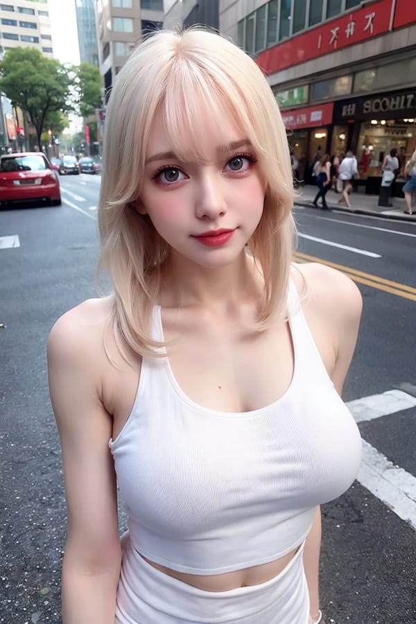 Tags: 21872187
<lora:JapaneseDollLikeness_v15:0.63>, <lora:YaeMiko_Test:0.59>, (white tank top:1.16), (large breasts:0.94), busy street in urban city, (seductive pose:1.00), extremely detailed eyes, cute, (photorealistic:0.97), seductive smile, eyelashes, pale skin, perky breasts, sharp, hyper realistic, (long slim legs:0.91), (thigh gap:0.96), 1girl, solo, (stunningly attractive:1.07), (dramatic:0.97)
Negative prompt: drawings, paintings, anime, black and white, ugly, disfigured, (worst quality:2.11)
Steps: 48, Sampler: DPM++ 2M Karras, CFG scale: 5.76, Seed: 2529992597, Size: 512x768, Model hash: fc2511737a, Model: chilloutmix_NiPrunedFp32Fix, Seed resize from: -1x-1, Denoising strength: 0.3, Version: v1.2.1, Hires upscale: 2.0, Hires steps: 16, Hires upscaler: ESRGAN_4x