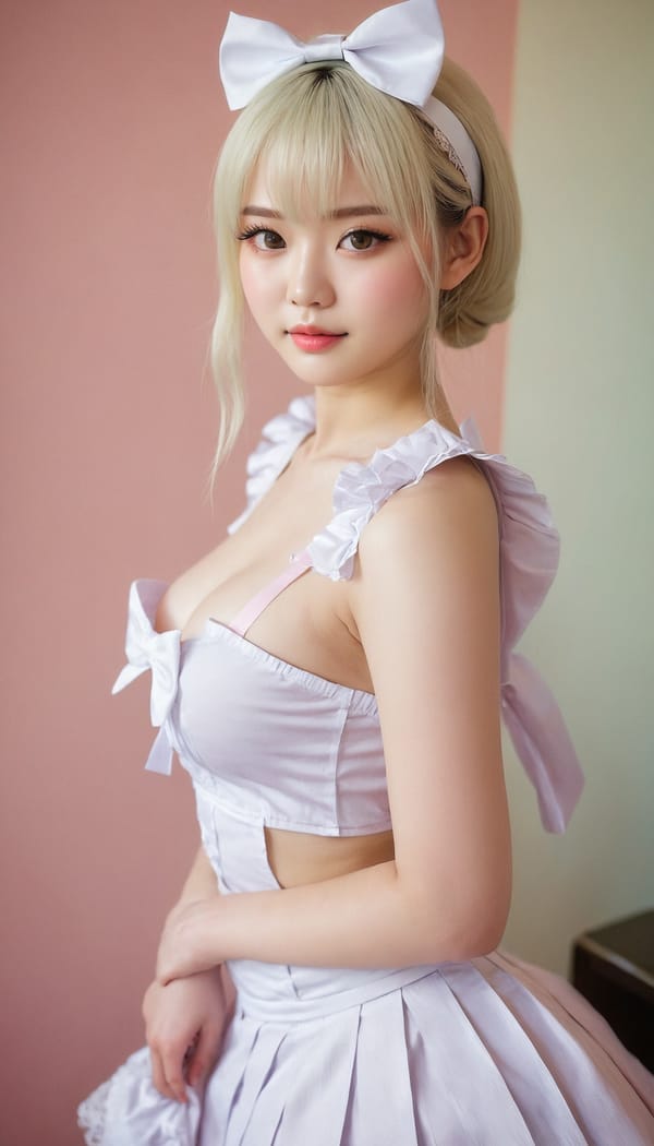 Tags: 21872187, SDXL
{"3": {"inputs": {"seed": 628084455795583, "steps": 64, "cfg": 5.57, "sampler_name": "dpmpp_2m", "scheduler": "karras", "denoise": 1.0, "model": ["27", 0], "positive": ["6", 0], "negative": ["7", 0], "latent_image": ["5", 0]}, "class_type": "KSampler"}, "4": {"inputs": {"ckpt_name": "juggernautxl.safetensors"}, "class_type": "CheckpointLoaderSimple"}, "5": {"inputs": {"width": 768, "height": 1344, "batch_size": 1}, "class_type": "EmptyLatentImage"}, "6": {"inputs": {"text": "19 year old girl, (japanese:1.03), (ukrainian:1.06), (russian:1.14), (sexy lips:0.95), (detailed face:1.08), (cute:0.95), (beautiful eyes:1.14), (eyelashes:1.02), (double eyelids:1.12), (pale skin:1.10), (seductive facial expression:1.06), (idol:1.11), (blush:1.01), (slim:0.97), (on all fours:1.07), (spreading ass cheeks:1.14), (from behind:1.03), (backboob:1.00), in a (skimpy maid costume:0.95) working at a maid cafe, choker, bowtie, headband, pleated skirt, (natural looking skin:1.01), (textured skin:1.07), (portra:1.05), (RAW:1.04), (soft lighting:1.04), (detailed skin:1.07), (skin fuzz:1.06), (candid cinema:1.08), (film:1.05)", "clip": ["27", 1]}, "class_type": "CLIPTextEncode"}, "7": {"inputs": {"text": "(low resolution:1.12), (worst quality:1.13), (bad hands:1.05), (open mouth:1.13), (twisted:1.07), (distorted:1.07)", "clip": ["27", 1]}, "class_type": "CLIPTextEncode"}, "8": {"inputs": {"samples": ["3", 0], "vae": ["4", 2]}, "class_type": "VAEDecode"}, "25": {"inputs": {"lora_name": "nudify_xl.safetensors", "strength_model": 0.12, "strength_clip": 0.01, "model": ["4", 0], "clip": ["4", 1]}, "class_type": "LoraLoader"}, "26": {"inputs": {"lora_name": "shirtlift_SDXL_v2.safetensors", "strength_model": 0.1, "strength_clip": 0.17, "model": ["25", 0], "clip": ["25", 1]}, "class_type": "LoraLoader"}, "27": {"inputs": {"lora_name": "PerfectEyesXL.safetensors", "strength_model": 0.05, "strength_clip": 0.0, "model": ["26", 0], "clip": ["26", 1]}, "class_type": "LoraLoader"}, "30": {"inputs": {"model_name": "4x_NMKD-Superscale-SP_178000_G.pth"}, "class_type": "UpscaleModelLoader"}, "31": {"inputs": {"upscale_model": ["30", 0], "image": ["8", 0]}, "class_type": "ImageUpscaleWithModel"}, "32": {"inputs": {"upscale_method": "lanczos", "scale_by": 0.5, "image": ["31", 0]}, "class_type": "ImageScaleBy"}, "33": {"inputs": {"pixels": ["32", 0], "vae": ["4", 2]}, "class_type": "VAEEncode"}, "34": {"inputs": {"seed": 628084455795583, "steps": 64, "cfg": 5.57, "sampler_name": "dpmpp_2m", "scheduler": "karras", "denoise": 0.3, "model": ["27", 0], "positive": ["6", 0], "negative": ["7", 0], "latent_image": ["33", 0]}, "class_type": "KSampler"}, "36": {"inputs": {"samples": ["34", 0], "vae": ["4", 2]}, "class_type": "VAEDecode"}, "39": {"inputs": {"filename_prefix": "comfyapi-1716701017818", "images": ["36", 0]}, "class_type": "SaveImage"}}