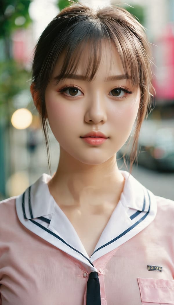 Tags: 21872187, SDXL
{"3": {"inputs": {"seed": 871450408236381, "steps": 64, "cfg": 7.86, "sampler_name": "dpmpp_2m", "scheduler": "karras", "denoise": 1.0, "model": ["27", 0], "positive": ["6", 0], "negative": ["7", 0], "latent_image": ["5", 0]}, "class_type": "KSampler"}, "4": {"inputs": {"ckpt_name": "juggernautxl.safetensors"}, "class_type": "CheckpointLoaderSimple"}, "5": {"inputs": {"width": 768, "height": 1344, "batch_size": 1}, "class_type": "EmptyLatentImage"}, "6": {"inputs": {"text": "23 year old girl, (seductive facial expression:0.99), (blush:1.03), (sexy lips:1.07), (double eyelids:1.12), (slim:1.08), (eyelashes:1.05), (seductive pose:1.09), (temptress:1.09), (detailed face:1.03), (idol:1.06), (beautiful eyes:0.95), (cute:1.13), (pale skin:1.02), (in a seductive pose:1.00), (large perky breasts:1.10), (cleavage:0.95), (thigh gap:1.11), (school uniform:1.10), choker, busy street, (RAW:1.00), (detailed skin:1.07), (candid cinema:1.08), (soft lighting:1.07), (skin fuzz:1.05), (natural looking skin:1.02), (textured skin:1.06), (portra:1.00), (film:1.08)", "clip": ["27", 1]}, "class_type": "CLIPTextEncode"}, "7": {"inputs": {"text": "(bad hands:1.05), (distorted:1.13), (watermark:1.14), (open mouth:1.08), (worst quality:1.05), (twisted:1.13), (low resolution:1.09)", "clip": ["27", 1]}, "class_type": "CLIPTextEncode"}, "8": {"inputs": {"samples": ["3", 0], "vae": ["4", 2]}, "class_type": "VAEDecode"}, "25": {"inputs": {"lora_name": "nudify_xl.safetensors", "strength_model": 0.34, "strength_clip": 0.37, "model": ["4", 0], "clip": ["4", 1]}, "class_type": "LoraLoader"}, "26": {"inputs": {"lora_name": "shirtlift_SDXL_v2.safetensors", "strength_model": 0.02, "strength_clip": 0.15, "model": ["25", 0], "clip": ["25", 1]}, "class_type": "LoraLoader"}, "27": {"inputs": {"lora_name": "PerfectEyesXL.safetensors", "strength_model": 0.02, "strength_clip": 0.12, "model": ["26", 0], "clip": ["26", 1]}, "class_type": "LoraLoader"}, "30": {"inputs": {"model_name": "4x_NMKD-Superscale-SP_178000_G.pth"}, "class_type": "UpscaleModelLoader"}, "31": {"inputs": {"upscale_model": ["30", 0], "image": ["8", 0]}, "class_type": "ImageUpscaleWithModel"}, "32": {"inputs": {"upscale_method": "lanczos", "scale_by": 0.5, "image": ["31", 0]}, "class_type": "ImageScaleBy"}, "33": {"inputs": {"pixels": ["32", 0], "vae": ["4", 2]}, "class_type": "VAEEncode"}, "34": {"inputs": {"seed": 871450408236381, "steps": 64, "cfg": 7.86, "sampler_name": "dpmpp_2m", "scheduler": "karras", "denoise": 0.3, "model": ["27", 0], "positive": ["6", 0], "negative": ["7", 0], "latent_image": ["33", 0]}, "class_type": "KSampler"}, "36": {"inputs": {"samples": ["34", 0], "vae": ["4", 2]}, "class_type": "VAEDecode"}, "39": {"inputs": {"filename_prefix": "comfyapi-1730417097581", "images": ["36", 0]}, "class_type": "SaveImage"}}