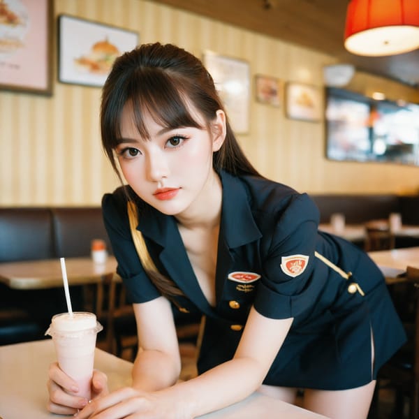 Tags: 21872187, SDXL
{"3": {"inputs": {"seed": 452832522384832, "steps": 64, "cfg": 7.21, "sampler_name": "dpmpp_2m", "scheduler": "karras", "denoise": 1.0, "model": ["27", 0], "positive": ["6", 0], "negative": ["7", 0], "latent_image": ["5", 0]}, "class_type": "KSampler"}, "4": {"inputs": {"ckpt_name": "helloworldxl.safetensors"}, "class_type": "CheckpointLoaderSimple"}, "5": {"inputs": {"width": 1024, "height": 1024, "batch_size": 1}, "class_type": "EmptyLatentImage"}, "6": {"inputs": {"text": "20 year old girl, (sexy lips:1.06), (cute:0.96), (temptress:1.04), (pale skin:1.03), (seductive pose:1.03), (eyelashes:1.14), (seductive facial expression:1.12), (idol:1.06), (blush:1.10), (detailed face:1.14), (beautiful eyes:1.06), (slim:1.05), (double eyelids:1.03), (in a seductive pose:1.03), (large perky breasts:0.96), (cleavage:1.01), (thigh gap:1.12), (a waitress in uniform:0.96) working at a restaurant, (soft lighting:1.08), (portra:1.02), (skin fuzz:1.09), (detailed skin:1.03), (textured skin:1.01), (natural looking skin:1.00), (film:1.08), (candid cinema:1.03), (RAW:1.00)", "clip": ["27", 1]}, "class_type": "CLIPTextEncode"}, "7": {"inputs": {"text": "(worst quality:1.14), (watermark:1.11), (bad hands:1.05), (twisted:1.08), (open mouth:1.08), (distorted:1.14), (low resolution:1.08)", "clip": ["27", 1]}, "class_type": "CLIPTextEncode"}, "8": {"inputs": {"samples": ["3", 0], "vae": ["4", 2]}, "class_type": "VAEDecode"}, "25": {"inputs": {"lora_name": "nudify_xl.safetensors", "strength_model": 0.26, "strength_clip": 0.15, "model": ["4", 0], "clip": ["4", 1]}, "class_type": "LoraLoader"}, "26": {"inputs": {"lora_name": "shirtlift_SDXL_v2.safetensors", "strength_model": 0.02, "strength_clip": 0.14, "model": ["25", 0], "clip": ["25", 1]}, "class_type": "LoraLoader"}, "27": {"inputs": {"lora_name": "PerfectEyesXL.safetensors", "strength_model": 0.13, "strength_clip": 0.09, "model": ["26", 0], "clip": ["26", 1]}, "class_type": "LoraLoader"}, "30": {"inputs": {"model_name": "4x_NMKD-Superscale-SP_178000_G.pth"}, "class_type": "UpscaleModelLoader"}, "31": {"inputs": {"upscale_model": ["30", 0], "image": ["8", 0]}, "class_type": "ImageUpscaleWithModel"}, "32": {"inputs": {"upscale_method": "lanczos", "scale_by": 0.5, "image": ["31", 0]}, "class_type": "ImageScaleBy"}, "33": {"inputs": {"pixels": ["32", 0], "vae": ["4", 2]}, "class_type": "VAEEncode"}, "34": {"inputs": {"seed": 452832522384832, "steps": 64, "cfg": 7.21, "sampler_name": "dpmpp_2m", "scheduler": "karras", "denoise": 0.3, "model": ["27", 0], "positive": ["6", 0], "negative": ["7", 0], "latent_image": ["33", 0]}, "class_type": "KSampler"}, "36": {"inputs": {"samples": ["34", 0], "vae": ["4", 2]}, "class_type": "VAEDecode"}, "39": {"inputs": {"filename_prefix": "comfyapi-1710732768890", "images": ["36", 0]}, "class_type": "SaveImage"}}