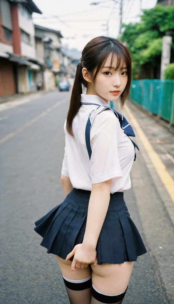 Tags: 21872187, SDXL
{"3": {"inputs": {"seed": 795304829934733, "steps": 64, "cfg": 6.66, "sampler_name": "dpmpp_2m", "scheduler": "karras", "denoise": 1.0, "model": ["27", 0], "positive": ["6", 0], "negative": ["7", 0], "latent_image": ["5", 0]}, "class_type": "KSampler"}, "4": {"inputs": {"ckpt_name": "helloworldxl.safetensors"}, "class_type": "CheckpointLoaderSimple"}, "5": {"inputs": {"width": 768, "height": 1344, "batch_size": 1}, "class_type": "EmptyLatentImage"}, "6": {"inputs": {"text": "20 year old girl, (japanese:0.95), (korean:1.14), (cute:1.07), (beautiful eyes:1.06), (pale skin:0.97), (blush:0.96), (detailed face:1.09), (idol:1.09), (seductive pose:0.98), (double eyelids:1.08), (slim:0.97), (seductive facial expression:1.01), (sexy lips:0.97), (eyelashes:1.04), (perky ass:0.99), (exposed ass:1.05), (looking back:0.97), (sexy ass:0.96), (thigh gap:0.99), (school uniform:1.00), choker, busy street, (natural looking skin:1.08), (RAW:1.09), (textured skin:1.02), (detailed skin:1.04), (skin fuzz:1.05), (candid cinema:1.07), (portra:1.03), (soft lighting:1.00), (film:1.06)", "clip": ["27", 1]}, "class_type": "CLIPTextEncode"}, "7": {"inputs": {"text": "(bad hands:1.10), (watermark:1.14), (open mouth:1.13), (distorted:1.13), (worst quality:1.13), (low resolution:1.12), (twisted:1.05)", "clip": ["27", 1]}, "class_type": "CLIPTextEncode"}, "8": {"inputs": {"samples": ["3", 0], "vae": ["4", 2]}, "class_type": "VAEDecode"}, "25": {"inputs": {"lora_name": "nudify_xl.safetensors", "strength_model": 0.03, "strength_clip": 0.1, "model": ["4", 0], "clip": ["4", 1]}, "class_type": "LoraLoader"}, "26": {"inputs": {"lora_name": "shirtlift_SDXL_v2.safetensors", "strength_model": 0.15, "strength_clip": 0.03, "model": ["25", 0], "clip": ["25", 1]}, "class_type": "LoraLoader"}, "27": {"inputs": {"lora_name": "PerfectEyesXL.safetensors", "strength_model": 0.1, "strength_clip": 0.18, "model": ["26", 0], "clip": ["26", 1]}, "class_type": "LoraLoader"}, "30": {"inputs": {"model_name": "4x_NMKD-Superscale-SP_178000_G.pth"}, "class_type": "UpscaleModelLoader"}, "31": {"inputs": {"upscale_model": ["30", 0], "image": ["8", 0]}, "class_type": "ImageUpscaleWithModel"}, "32": {"inputs": {"upscale_method": "lanczos", "scale_by": 0.5, "image": ["31", 0]}, "class_type": "ImageScaleBy"}, "33": {"inputs": {"pixels": ["32", 0], "vae": ["4", 2]}, "class_type": "VAEEncode"}, "34": {"inputs": {"seed": 795304829934733, "steps": 64, "cfg": 6.66, "sampler_name": "dpmpp_2m", "scheduler": "karras", "denoise": 0.3, "model": ["27", 0], "positive": ["6", 0], "negative": ["7", 0], "latent_image": ["33", 0]}, "class_type": "KSampler"}, "36": {"inputs": {"samples": ["34", 0], "vae": ["4", 2]}, "class_type": "VAEDecode"}, "39": {"inputs": {"filename_prefix": "comfyapi-1735015747100", "images": ["36", 0]}, "class_type": "SaveImage"}}