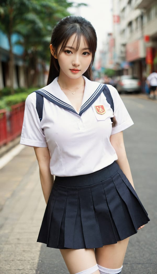 Tags: 21872187, SDXL
{"3": {"inputs": {"seed": 102430995944598, "steps": 32, "cfg": 7.15, "sampler_name": "dpmpp_2m", "scheduler": "karras", "denoise": 1.0, "model": ["27", 0], "positive": ["6", 0], "negative": ["7", 0], "latent_image": ["5", 0]}, "class_type": "KSampler"}, "4": {"inputs": {"ckpt_name": "leosamsHelloworldSDXL_helloworldSDXL32DPO.safetensors"}, "class_type": "CheckpointLoaderSimple"}, "5": {"inputs": {"width": 768, "height": 1344, "batch_size": 1}, "class_type": "EmptyLatentImage"}, "6": {"inputs": {"text": "28 year old girl, (chinese:1.01), (taiwanese:1.01), (detailed face:1.07), (cute:1.06), (beautiful eyes:1.08), (slim:1.00), (seductive pose:1.06), (seductive facial expression:0.99), (idol:1.04), (sexy lips:1.01), (blush:0.96), (double eyelids:0.95), (temptress:1.12), (eyelashes:1.10), (pale skin:0.98), (in a seductive pose:1.11), (large perky breasts:1.14), (cleavage:0.95), (thigh gap:1.12), (school uniform:1.12), choker, busy street, (candid cinema:1.05), (textured skin:1.09), (soft lighting:1.04), (film:1.00), (natural looking skin:1.05), (RAW:1.06), (detailed skin:1.08), (portra:1.05), (skin fuzz:1.07)", "clip": ["27", 1]}, "class_type": "CLIPTextEncode"}, "7": {"inputs": {"text": "(watermark:1.11), (low resolution:1.06), (open mouth:1.13), (twisted:1.13), (distorted:1.10), (bad hands:1.08), (worst quality:1.07)", "clip": ["27", 1]}, "class_type": "CLIPTextEncode"}, "8": {"inputs": {"samples": ["3", 0], "vae": ["4", 2]}, "class_type": "VAEDecode"}, "25": {"inputs": {"lora_name": "nudify_xl.safetensors", "strength_model": 0.27, "strength_clip": 0.08, "model": ["4", 0], "clip": ["4", 1]}, "class_type": "LoraLoader"}, "26": {"inputs": {"lora_name": "shirtlift_SDXL_v2.safetensors", "strength_model": 0.11, "strength_clip": 0.17, "model": ["25", 0], "clip": ["25", 1]}, "class_type": "LoraLoader"}, "27": {"inputs": {"lora_name": "PerfectEyesXL.safetensors", "strength_model": 0.17, "strength_clip": 0.1, "model": ["26", 0], "clip": ["26", 1]}, "class_type": "LoraLoader"}, "30": {"inputs": {"model_name": "4x_NMKD-Superscale-SP_178000_G.pth"}, "class_type": "UpscaleModelLoader"}, "31": {"inputs": {"upscale_model": ["30", 0], "image": ["8", 0]}, "class_type": "ImageUpscaleWithModel"}, "32": {"inputs": {"upscale_method": "lanczos", "scale_by": 0.5, "image": ["31", 0]}, "class_type": "ImageScaleBy"}, "33": {"inputs": {"pixels": ["32", 0], "vae": ["4", 2]}, "class_type": "VAEEncode"}, "34": {"inputs": {"seed": 102430995944598, "steps": 32, "cfg": 7.15, "sampler_name": "dpmpp_2m", "scheduler": "karras", "denoise": 0.3, "model": ["27", 0], "positive": ["6", 0], "negative": ["7", 0], "latent_image": ["33", 0]}, "class_type": "KSampler"}, "36": {"inputs": {"samples": ["34", 0], "vae": ["4", 2]}, "class_type": "VAEDecode"}, "39": {"inputs": {"filename_prefix": "comfyapi-1708234449196", "images": ["36", 0]}, "class_type": "SaveImage"}}