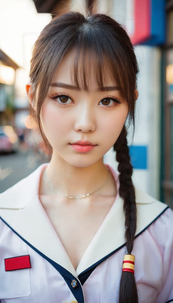 Tags: 21872187, SDXL
{"3": {"inputs": {"seed": 335100736597236, "steps": 64, "cfg": 6.8, "sampler_name": "dpmpp_2m", "scheduler": "karras", "denoise": 1.0, "model": ["27", 0], "positive": ["6", 0], "negative": ["7", 0], "latent_image": ["5", 0]}, "class_type": "KSampler"}, "4": {"inputs": {"ckpt_name": "juggernautxl.safetensors"}, "class_type": "CheckpointLoaderSimple"}, "5": {"inputs": {"width": 768, "height": 1344, "batch_size": 1}, "class_type": "EmptyLatentImage"}, "6": {"inputs": {"text": "20 year old girl, (japanese:1.14), (ukrainian:0.95), (double eyelids:1.11), (blush:1.04), (eyelashes:0.96), (seductive facial expression:1.07), (temptress:1.06), (idol:1.10), (sexy lips:0.99), (seductive pose:1.04), (beautiful eyes:0.97), (cute:1.03), (detailed face:0.96), (slim:0.97), (pale skin:1.05), (in a seductive pose:1.05), (large perky breasts:1.03), (cleavage:0.98), (thigh gap:0.97), (school uniform:1.13), choker, busy street, (portra:1.00), (textured skin:1.00), (candid cinema:1.05), (natural looking skin:1.02), (RAW:1.03), (film:1.04), (skin fuzz:1.08), (detailed skin:1.01), (soft lighting:1.00)", "clip": ["27", 1]}, "class_type": "CLIPTextEncode"}, "7": {"inputs": {"text": "(distorted:1.13), (bad hands:1.08), (worst quality:1.05), (open mouth:1.12), (low resolution:1.10), (watermark:1.14), (twisted:1.08)", "clip": ["27", 1]}, "class_type": "CLIPTextEncode"}, "8": {"inputs": {"samples": ["3", 0], "vae": ["4", 2]}, "class_type": "VAEDecode"}, "25": {"inputs": {"lora_name": "nudify_xl.safetensors", "strength_model": 0.13, "strength_clip": 0.09, "model": ["4", 0], "clip": ["4", 1]}, "class_type": "LoraLoader"}, "26": {"inputs": {"lora_name": "shirtlift_SDXL_v2.safetensors", "strength_model": 0.04, "strength_clip": 0.14, "model": ["25", 0], "clip": ["25", 1]}, "class_type": "LoraLoader"}, "27": {"inputs": {"lora_name": "PerfectEyesXL.safetensors", "strength_model": 0.01, "strength_clip": 0.05, "model": ["26", 0], "clip": ["26", 1]}, "class_type": "LoraLoader"}, "30": {"inputs": {"model_name": "4x_NMKD-Superscale-SP_178000_G.pth"}, "class_type": "UpscaleModelLoader"}, "31": {"inputs": {"upscale_model": ["30", 0], "image": ["8", 0]}, "class_type": "ImageUpscaleWithModel"}, "32": {"inputs": {"upscale_method": "lanczos", "scale_by": 0.5, "image": ["31", 0]}, "class_type": "ImageScaleBy"}, "33": {"inputs": {"pixels": ["32", 0], "vae": ["4", 2]}, "class_type": "VAEEncode"}, "34": {"inputs": {"seed": 335100736597236, "steps": 64, "cfg": 6.8, "sampler_name": "dpmpp_2m", "scheduler": "karras", "denoise": 0.3, "model": ["27", 0], "positive": ["6", 0], "negative": ["7", 0], "latent_image": ["33", 0]}, "class_type": "KSampler"}, "36": {"inputs": {"samples": ["34", 0], "vae": ["4", 2]}, "class_type": "VAEDecode"}, "39": {"inputs": {"filename_prefix": "comfyapi-1732169077281", "images": ["36", 0]}, "class_type": "SaveImage"}}