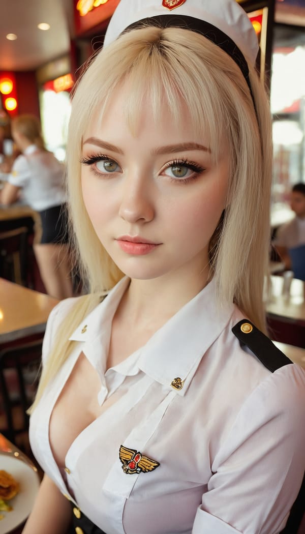 Tags: 21872187, SDXL
{"3": {"inputs": {"seed": 156449333812339, "steps": 32, "cfg": 6.33, "sampler_name": "dpmpp_2m", "scheduler": "karras", "denoise": 1.0, "model": ["27", 0], "positive": ["6", 0], "negative": ["7", 0], "latent_image": ["5", 0]}, "class_type": "KSampler"}, "4": {"inputs": {"ckpt_name": "juggernautxl.safetensors"}, "class_type": "CheckpointLoaderSimple"}, "5": {"inputs": {"width": 768, "height": 1344, "batch_size": 1}, "class_type": "EmptyLatentImage"}, "6": {"inputs": {"text": "28 year old girl, (ukrainian:0.95), (cute:0.98), (detailed face:1.09), (beautiful eyes:1.05), (idol:1.12), (double eyelids:1.02), (pale skin:1.13), (eyelashes:1.13), (temptress:0.98), (slim:1.01), (blush:1.12), (sexy lips:0.98), (in a seductive pose:1.09), (large perky breasts:0.96), (cleavage:1.05), (thigh gap:1.00), (a waitress in uniform:1.13) working at a restaurant, (candid cinema:1.07), (skin fuzz:1.01), (portra:1.07), (film:1.02), (textured skin:1.08), (soft lighting:1.02), (RAW:1.02), (natural looking skin:1.03), (detailed skin:1.06)", "clip": ["27", 1]}, "class_type": "CLIPTextEncode"}, "7": {"inputs": {"text": "(worst quality:1.12), (low resolution:1.10), (watermark:1.12), (twisted:1.05), (distorted:1.09), (open mouth:1.08), (bad hands:1.06)", "clip": ["27", 1]}, "class_type": "CLIPTextEncode"}, "8": {"inputs": {"samples": ["3", 0], "vae": ["4", 2]}, "class_type": "VAEDecode"}, "25": {"inputs": {"lora_name": "nudify_xl.safetensors", "strength_model": 0.09, "strength_clip": 0.09, "model": ["4", 0], "clip": ["4", 1]}, "class_type": "LoraLoader"}, "26": {"inputs": {"lora_name": "shirtlift_SDXL_v2.safetensors", "strength_model": 0.19, "strength_clip": 0.16, "model": ["25", 0], "clip": ["25", 1]}, "class_type": "LoraLoader"}, "27": {"inputs": {"lora_name": "PerfectEyesXL.safetensors", "strength_model": 0.07, "strength_clip": 0.06, "model": ["26", 0], "clip": ["26", 1]}, "class_type": "LoraLoader"}, "30": {"inputs": {"model_name": "4x_NMKD-Superscale-SP_178000_G.pth"}, "class_type": "UpscaleModelLoader"}, "31": {"inputs": {"upscale_model": ["30", 0], "image": ["8", 0]}, "class_type": "ImageUpscaleWithModel"}, "32": {"inputs": {"upscale_method": "lanczos", "scale_by": 0.5, "image": ["31", 0]}, "class_type": "ImageScaleBy"}, "33": {"inputs": {"pixels": ["32", 0], "vae": ["4", 2]}, "class_type": "VAEEncode"}, "34": {"inputs": {"seed": 156449333812339, "steps": 32, "cfg": 6.33, "sampler_name": "dpmpp_2m", "scheduler": "karras", "denoise": 0.3, "model": ["27", 0], "positive": ["6", 0], "negative": ["7", 0], "latent_image": ["33", 0]}, "class_type": "KSampler"}, "36": {"inputs": {"samples": ["34", 0], "vae": ["4", 2]}, "class_type": "VAEDecode"}, "39": {"inputs": {"filename_prefix": "comfyapi-1724998655790", "images": ["36", 0]}, "class_type": "SaveImage"}}